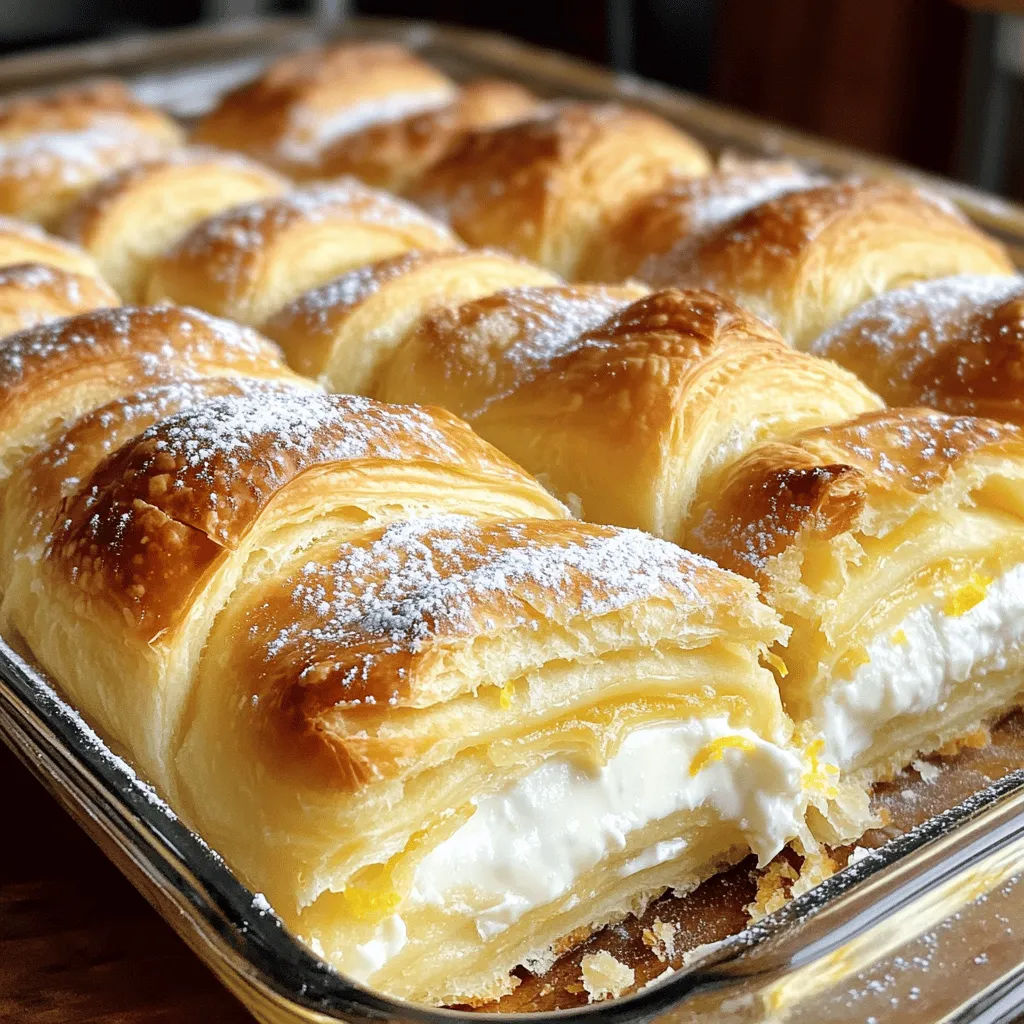 - 2 cans of crescent rolls - 16 oz cream cheese, softened - 1 cup granulated sugar - 1 teaspoon pure vanilla extract - 3 large eggs - 1 cup sour cream - 1 tablespoon freshly squeezed lemon juice - 1/2 teaspoon ground cinnamon - Powdered sugar for dusting (optional) - Electric mixer - 9x13-inch baking dish - Spatula To make the Cheesecake Crescent Rolls Casserole, gather all the ingredients first. The main ingredients create a rich, creamy base. The crescent rolls give it a flaky texture. You need soft cream cheese for easy mixing. The sugar adds sweetness, while vanilla gives it a warm flavor. Next, the additional ingredients help bind everything together. Eggs are key for a smooth filling. Sour cream adds tanginess and creaminess. Fresh lemon juice brightens the taste, and cinnamon gives a hint of warmth. Finally, powdered sugar is optional but adds a sweet touch for presentation. You will also need some tools. An electric mixer helps mix the cream cheese and sugar quickly. A 9x13-inch baking dish is perfect for the casserole. A spatula is handy for spreading the filling evenly. For the full recipe, check the guide above and get ready to enjoy this delightful treat! - Preheat the oven to 350°F (175°C) - Prepare the baking dish with grease Start by preheating your oven. This ensures it’s hot and ready for baking. Grease a 9x13-inch baking dish well. This will help the casserole come out easily. - Combine cream cheese, sugar, vanilla, and lemon juice - Blend until smooth with electric mixer In a large bowl, combine softened cream cheese, granulated sugar, vanilla, and lemon juice. I like to use an electric mixer for this step. Mix on medium speed until the mixture is smooth and creamy. You want to avoid lumps. - Layering the crescent rolls in the baking dish - Spreading the cheesecake filling evenly Open both cans of crescent rolls and unroll them. Lay the first set of rolls into the greased dish. Press them down gently, pinching seams to create a flat layer. Next, pour half of the cheesecake filling over the rolls. Spread it evenly with a spatula for a nice layer. - Covering with second layer of crescent rolls - Bake for 30-35 minutes until golden brown Unroll the second can of crescent rolls and place it on top of the cheesecake filling. Press down lightly. Then, pour the remaining cheesecake mixture on top, spreading it out evenly. Place the dish in your preheated oven. Bake for 30 to 35 minutes. Look for a golden brown top and a set center. To get a smooth cheesecake texture, you need your ingredients at room temperature. Cold ingredients can cause lumps. So, take your cream cheese and eggs out ahead of time. It makes mixing easier and results in a creamier filling. Also, avoid over-mixing your cheesecake. Mix just enough to blend all the ingredients well. Too much mixing can add air, making your cheesecake rise too much and then fall. This casserole tastes best when warm or at room temperature. I love to slice it into squares and serve it right away. Garnish each piece with a dusting of powdered sugar for a sweet touch. Fresh berries add color and flavor, making it look even more inviting. You can also serve it with whipped cream on the side for extra delight. To check if your casserole is done, look for a golden brown top. The center should be set and not wobbly. If your oven runs hot or cold, you might need to adjust the baking time. Keep an eye on it after the 25-minute mark. If it’s not quite there, add a few more minutes. Make sure to check often so it doesn’t overcook. {{image_4}} You can make this dish even more fun. Try adding chocolate chips for a sweet twist. You can also mix in fresh fruit like berries or sliced bananas. These add flavor and make the dish look pretty. Another great idea is to infuse different extracts. Almond or coconut extracts can bring a whole new taste. Just add a teaspoon for a burst of flavor. If you want a lighter version, swap in low-fat cream cheese. Use sugar substitutes like stevia or monk fruit for sweetness. You can also use gluten-free crescent rolls. This way, even those with gluten issues can enjoy this dish. It tastes just as good but fits into different diets. You don’t have to serve this casserole the same way each time. Try making individual serving cups. These are easier for kids or parties. Mini casseroles are also fun. They cook faster and look cute on a table. Want something cool? Freeze the casserole for a frozen dessert option. Just let it thaw before serving. This gives you a new way to enjoy this tasty treat. For the full recipe and detailed steps, check out the [Full Recipe]. To keep your cheesecake crescent rolls casserole fresh, store it in the fridge. Place the leftovers in an airtight container. If you don't have one, cover the dish tightly with foil. This helps prevent the casserole from drying out. The casserole stays fresh for about three to four days in the fridge. When you're ready to enjoy leftovers, reheat them gently. The best method is to use the oven. Preheat it to 350°F (175°C) and place the casserole inside for about 15-20 minutes. Check if it's warm throughout by inserting a knife in the center. If it comes out warm, it’s ready to eat. You can freeze the casserole if you want to keep it longer. To freeze, wrap the dish well in plastic wrap before baking. You can also freeze it after baking. If frozen before baking, thaw it overnight in the fridge before cooking. If frozen after baking, reheat in the oven straight from the freezer, adding extra time as needed. Enjoy this delightful treat later! You can use mascarpone cheese for a rich taste. Ricotta works too, but it is grainier. If you prefer a dairy-free option, try coconut cream. It gives a nice flavor and creamy texture. Yes, you can prepare the casserole the night before. Just mix the filling and layer it with the crescent rolls. Cover it well and store it in the fridge. Bake it in the morning for a fresh, warm treat. The casserole stays fresh for about 3 to 4 days in the fridge. Make sure to store it in an airtight container. This helps keep it moist and tasty. Yes! You can use gluten-free crescent rolls. Look for brands like Pillsbury or Immaculate. They offer great taste without gluten. This way, everyone can enjoy this sweet treat. This cheesecake casserole recipe includes simple ingredients and easy steps. You learned about prepping, mixing, and baking for the perfect texture. Remember to use room temperature items and avoid over-mixing. You can customize it with flavors or healthier choices. Proper storage keeps your leftovers fresh for later. Try this dish warm or chilled, topped with berries or powdered sugar. Enjoy your baking and the delicious results!