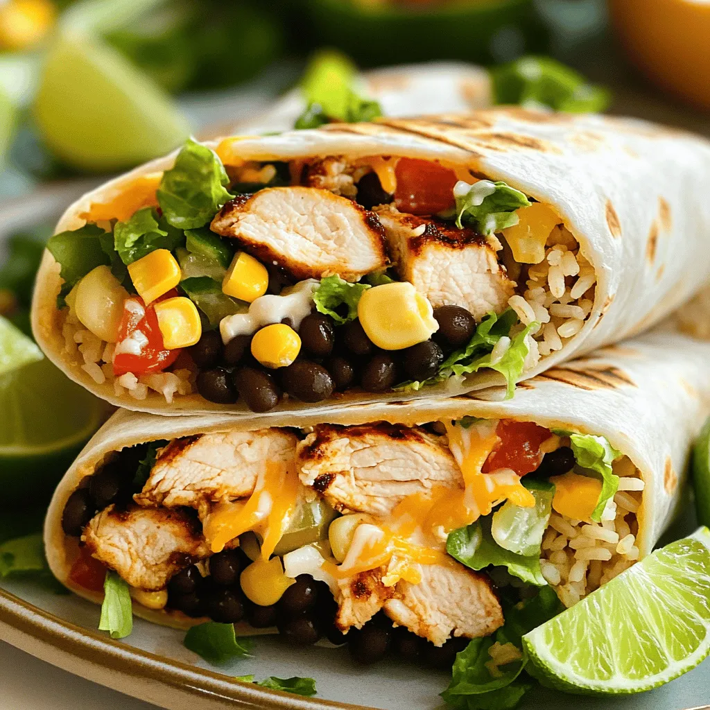 When making the Easy Chipotle Ranch Grilled Chicken Burrito, you need fresh and tasty items. Here’s a complete list of what you will need: - 2 boneless, skinless chicken breasts - 1 cup cooked brown rice - 1 can (15 oz) black beans, thoroughly rinsed and drained - 1 cup corn kernels - 4 large flour tortillas - 1 tablespoon extra virgin olive oil - 1 teaspoon chipotle powder - 1 teaspoon garlic powder - 1 teaspoon onion powder - 1 teaspoon ground cumin - Sea salt and freshly cracked black pepper, to taste - 1 cup shredded sharp cheddar cheese - 1 cup romaine lettuce, chopped - ½ cup diced fresh tomatoes - ½ cup creamy chipotle ranch dressing These ingredients are easy to find. You can get them at any grocery store. Each item adds a unique flavor and texture to your burrito. The chicken provides protein, while the beans and rice add heartiness. The spice rub gives it a kick, making every bite exciting. Fresh veggies and cheese add color and crunch. This mix of ingredients makes your burrito not just tasty, but also fun to eat. Check out the Full Recipe to see how to put it all together! - Preheat the grill to medium-high temperature. - Mix the spice rub ingredients thoroughly. To get started, you want to preheat your grill. Aim for a medium-high temperature. This helps cook the chicken evenly. While the grill heats up, let’s prepare the spice rub. In a small bowl, combine olive oil, chipotle powder, garlic powder, onion powder, ground cumin, sea salt, and black pepper. Mix until blended. This rub will add a burst of flavor to the chicken. - Season and grill the chicken breasts. - Allow to rest before slicing. Next, take the chicken breasts and generously rub the spice mixture over them. Make sure every inch is covered for the best flavor. Place the chicken on the grill and cook for about 6-7 minutes on each side. You want the chicken to reach 165°F (75°C) inside. After grilling, take the chicken off the heat and let it rest for about 5 minutes. This helps keep the juices locked in. Once rested, slice the chicken into strips. - Combine rice, black beans, corn, and tomatoes. - Layer the fillings in the tortillas. - Roll and seal the burritos. While the chicken rests, let's prepare the burrito filling. In a large mixing bowl, combine cooked brown rice, black beans, corn, and diced tomatoes. Mix everything well. Now, it’s time to assemble the burrito. Lay a flour tortilla flat. Spoon a portion of the rice and bean mixture into the center. Next, add the sliced grilled chicken, chopped romaine, shredded cheese, and a drizzle of chipotle ranch dressing. Now, fold the sides of the tortilla over the filling. Roll it tightly from the bottom to the top. Make sure you enclose all the delicious fillings inside. Repeat this process with the remaining tortillas and filling. If you want a crispy touch, place the burritos seam-side down on the grill for 1-2 minutes. This gives a nice finish. You can find the full recipe in the article for more details. Enjoy crafting your Easy Chipotle Ranch Grilled Chicken Burrito Delight! To achieve the best flavor, set your grill to medium-high. Aim for a temperature around 375 to 400 degrees Fahrenheit. Grill the chicken for 6 to 7 minutes on each side. This timing ensures your chicken cooks evenly and stays juicy. To check if the chicken is done, use a meat thermometer. It should read 165 degrees Fahrenheit in the thickest part. If you don’t have a thermometer, cut into the chicken. The meat should be white, not pink. When rolling the burrito, avoid spills by keeping the filling in the center. Fold the sides of the tortilla in before rolling. This way, your filling stays snug and secure. For a crispy exterior, grill the rolled burrito seam-side down for 1 to 2 minutes. This step adds a nice crunch and helps seal the edges. To impress your guests, slice each burrito in half. Arrange them on a platter with the cut side facing up. This shows off the colorful filling. Serve with extra chipotle ranch dressing on the side. A few lime wedges add a pop of color. This makes your dish look fresh and appetizing. {{image_4}} You can easily switch up the protein in this burrito. Instead of chicken, try shredded beef or tofu for a tasty twist. Each option brings its own unique flavor. You can also use different beans or grains. Black beans work great, but pinto or kidney beans can add new tastes. Quinoa or white rice can be good grain choices too. Want to spice things up? Add extra spices like chili powder or paprika to the mix. These can give your burrito a nice kick. You can also use fresh herbs to brighten the flavor. Try cilantro, parsley, or green onions for a fresh touch. They will add brightness and depth to every bite. If you need gluten-free options, look for gluten-free tortillas. They taste great and hold the fillings well. For a vegan burrito, swap the chicken for grilled veggies or beans. Use a plant-based ranch dressing instead of the creamy chipotle ranch. These changes keep the meal delicious while meeting your dietary needs. For more delicious ideas, check the Full Recipe. To store leftovers, keep your burritos in an airtight container. This will help keep them fresh. You can also wrap them in plastic wrap. Store them in the fridge for up to three days. If you want to keep them longer, freezing is a great option. For reheating, the microwave works well. Place the burrito on a microwave-safe plate. Heat it for about one to two minutes. If you want a crispy exterior, use a grill. Heat your grill to medium and place the burrito on it. Grill for about two minutes on each side. This method keeps the filling warm and adds a nice crisp. To freeze burritos, wrap each one tightly in plastic wrap. Then, place them in a freezer bag or container. This keeps out air and helps prevent freezer burn. They can stay in the freezer for up to three months. When you're ready to eat, take a burrito out and let it thaw in the fridge overnight. Reheat it using your preferred method. Enjoy your meal anytime! You can pair this burrito with simple sides. Here are some ideas: - Mexican rice: Fluffy and flavorful, it complements the burrito. - Refried beans: Creamy and rich, they add a nice touch. - Guacamole: Creamy avocado adds freshness and flavor. - Chips and salsa: Crispy chips with zesty salsa make a great snack. - Corn on the cob: Sweet and tender corn is a fun side. - Iced tea or lemonade: Refreshing drinks that go well with spicy food. Yes, you can prep this burrito in advance. Here’s how: - Cook the chicken: Season and grill your chicken. Let it cool. - Prepare fillings: Mix rice, beans, corn, and tomatoes. Store them covered. - Wrap burritos: Assemble and wrap them tightly in foil or plastic. - Refrigerate: Keep your wrapped burritos in the fridge for up to two days. - Reheat: You can grill or microwave them when you are ready to eat. The chipotle ranch dressing has a mild to medium spice level. To adjust it: - Add more ranch: Mix in extra ranch dressing to tone down heat. - Use less chipotle: Start with less chipotle powder in the dressing. - Fresh ingredients: Add diced cucumbers or tomatoes for a cooling effect. This lets you customize the spice to your taste. Making a vegetarian burrito is easy and tasty. Here are some swaps: - Replace chicken: Use grilled veggies like peppers and zucchini. - Add tofu: Marinated and grilled tofu provides great protein. - Non-dairy options: Use a plant-based cheese or leave it out. These changes keep the flavors bright and satisfying for everyone. This blog post shared a simple and tasty recipe for Chipotle Ranch Grilled Chicken Burritos. You learned about key ingredients, step-by-step instructions, and tips for grilling chicken and assembling burritos. We also explored variations, storage tips, and FAQs for your convenience. Now it's time to get creative in your kitchen. These burritos are easy to make and fun to customize. Enjoy every bite while sharing this recipe with friends and family. It’s a real crowd-pleaser!