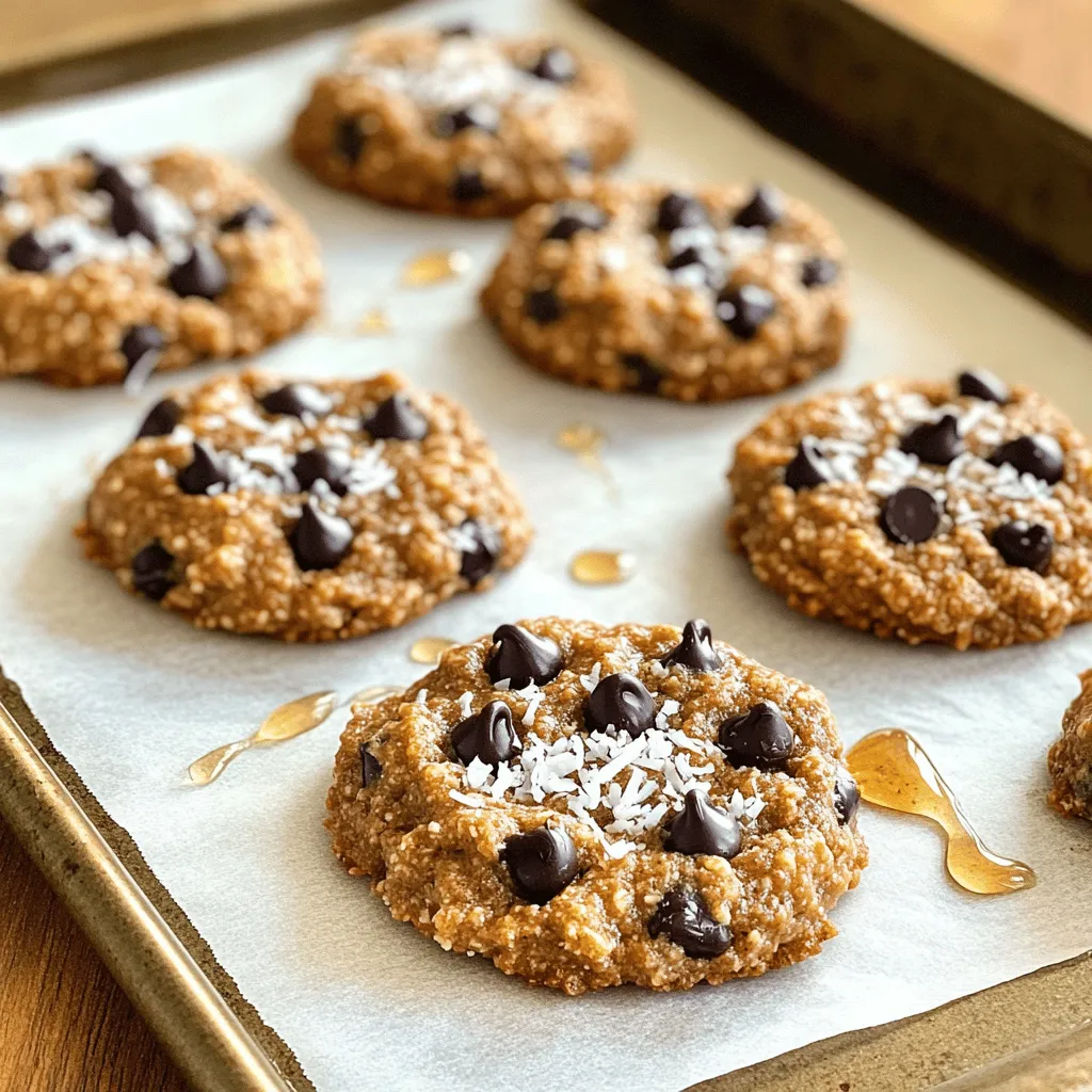 - 1 cup almond butter - 1/2 cup rolled oats - 1/3 cup honey or maple syrup - 1/4 cup unsweetened shredded coconut - 1/4 cup dark chocolate chips - 1 teaspoon vanilla extract - 1/2 teaspoon sea salt What can I use instead of almond butter? You can swap almond butter with peanut butter or sunflower seed butter. Each choice brings a unique flavor. What sweetener options are there? Honey vs. maple syrup? Honey gives a rich taste, while maple syrup adds a hint of woodiness. Both work well. Choose based on your taste or diet. What about coconut and chocolate chip variations? Feel free to use sweetened coconut for extra flavor. You can also swap dark chocolate chips for white or milk chocolate. This adds a new twist to the cookies. For the full recipe, check out the details provided in the recipe section. 1. Start by taking a large mixing bowl. Add the almond butter, honey or maple syrup, vanilla extract, and sea salt. Use a spatula or wooden spoon to mix these ingredients together until the mixture is smooth and creamy. This blend forms the base of your cookies. 2. Next, incorporate the rolled oats and unsweetened shredded coconut into the almond butter mixture. Stir gently until all the dry ingredients are evenly mixed. This ensures every bite is packed with flavor. 3. Carefully fold in the dark chocolate chips. Make sure they are evenly distributed throughout the cookie dough. You want that chocolaty goodness in every cookie! 4. Prepare a baking sheet by lining it with parchment paper. Use a spoon to scoop out about 1 tablespoon of cookie dough. Roll it into a ball between your palms and gently flatten it to create a cookie shape. Keep repeating this until all the dough is used. Refrigeration is key for these cookies. After shaping them, place the baking sheet in the fridge. Let them chill for at least 30 minutes. This step helps the cookies firm up and hold their shape. Without chilling, they might crumble. You can enjoy these no-bake cookies in many ways. Serve them on a decorative plate for a nice touch. Pairing them with a glass of almond milk makes for a delightful snack. You can also try adding fresh fruit or yogurt on the side for extra flavor. For a fun twist, serve them as a dessert at a party! For more detailed steps, check out the Full Recipe. - Overmixing the dough: Mixing too much can make the cookies tough. Stir just enough to blend everything well. - Skipping the refrigeration step: Chilling the cookies helps them firm up. This step is key for the best texture. To get the right feel, you can adjust the ingredient ratios. If you want chewy cookies, use a bit more almond butter or honey. For a crunchier texture, add extra oats. Finding the right balance matters for your no-bake almond butter cookies. Serve your cookies on a fun plate to impress guests. Pair them with a glass of almond milk for a tasty snack. You can also drizzle some extra almond butter on top for added flair. These simple touches make your cookies stand out! For the full recipe, check the section above. {{image_4}} You can easily change the taste of your no-bake almond butter cookies. Try adding spices like cinnamon or nutmeg. Just a pinch can bring warmth and depth. You can also fold in dried fruits or nuts. Chopped dates or walnuts add sweetness and crunch. Experiment to find your favorite mix! Want to make the cookies vegan? Swap honey for maple syrup. This simple change keeps the flavor and makes it vegan-friendly. For a gluten-free option, use gluten-free oats. They work just as well and keep the texture lovely. You can enjoy these cookies no matter your diet. You can create mini cookies or regular-sized cookies. For mini cookies, scoop out smaller amounts of dough. They make great snacks for kids or parties. Regular-sized cookies are perfect for a more filling treat. Adjust the size based on your mood or occasion! To keep your no-bake almond butter cookies fresh, use airtight containers. Glass containers work well, as do plastic ones. Make sure the lid seals tightly. This helps keep the cookies from drying out or absorbing other smells in the fridge. These cookies can last up to a week in the fridge. Store them in the airtight container to maintain their taste and texture. If you want to save them for later, you can freeze the cookies. They freeze well for up to three months. Just wrap each cookie in plastic wrap and place them in a freezer bag. To tell if your cookies have gone bad, check for a change in smell. If they smell off or sour, it’s best to toss them. You should also look for any mold or discoloration. If the texture feels hard or crumbly, they may not be good anymore. Trust your senses—if in doubt, throw them out. You can use peanut butter, sunflower seed butter, or cashew butter. Each will give a unique taste. Peanut butter is the easiest swap. It has a similar texture and flavor. Sunflower seed butter is great for nut allergies. Cashew butter will make your cookies creamier. These cookies last about one week in the fridge. Just store them in an airtight container. Keeping them sealed helps maintain freshness. You'll enjoy them best within the first few days. The flavors will be at their peak during this time. Yes, you can freeze no-bake cookies! Place them in a single layer on a baking sheet. Once frozen, transfer them to a freezer bag. They can last up to three months in the freezer. Just thaw them in the fridge before eating. Absolutely! No-bake cookies are safe to eat. They use ingredients that don’t require cooking, like almond butter and oats. Just be sure to use clean utensils and fresh ingredients. You get all the yummy flavors without the oven! This blog post covered how to make delicious no-bake almond butter cookies. We discussed the key ingredients, helpful tips, and variations you can try. Remember to stay mindful of common mistakes, like skipping refrigeration. These cookies are easy to customize, making them perfect for all diets. Store them properly to keep them fresh. No-bake cookies are quick to prepare and fun to enjoy. With this guide, you can create tasty treats that everyone will love. Enjoy making your own version today!