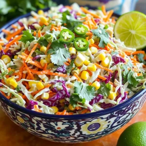 To make easy Mexican coleslaw, you need fresh vegetables and dressing components. Here’s what you’ll need: - 4 cups green cabbage, finely shredded - 1 cup red cabbage, finely shredded - 1 cup carrots, grated - 1/2 cup red onion, thinly sliced - 1 cup corn kernels (fresh or canned, drained) - 1/2 cup fresh cilantro, finely chopped - 1 jalapeño, minced (seeds removed for less heat) - 1/4 cup mayonnaise - 2 tablespoons fresh lime juice - 1 tablespoon honey - 1 teaspoon ground cumin - Salt and black pepper, to taste You can make your dish pop with bright colors. Serve the coleslaw in a large bowl. This showcases the vibrant ingredients. Add lime wedges on the side. They give a nice zing and are perfect for squeezing over the dish. For the full recipe, check the link provided. This dish is not just easy; it’s also fresh and flavorful! Start by shredding the green and red cabbage. Use a sharp knife or a box grater for this task. Aim for thin, even pieces. Next, grate the carrot and slice the red onion thinly. If you use fresh corn, cut it off the cob. If using canned corn, make sure to drain it well. In a large bowl, add all these veggies together. Toss them gently until they mix well. In a separate bowl, add mayonnaise, fresh lime juice, honey, and ground cumin. Use a whisk to mix these ingredients. Keep whisking until the dressing is smooth and creamy. This step is key to a tasty coleslaw. Now, drizzle the dressing over the mixed vegetables. Use a spatula to toss everything together. Make sure each piece of vegetable gets coated. This will enhance the flavor of your coleslaw. Take a small taste of the coleslaw. If it needs more flavor, add a pinch of salt, black pepper, or lime juice. This is your chance to make it just right for your palate. Cover the bowl with plastic wrap or a lid. Place it in the fridge for at least 30 minutes. This chilling time lets the flavors blend and improves the taste. Don’t skip this step! Before you serve, give the coleslaw a gentle stir. This redistributes the dressing and veggies nicely. If you want, add a sprinkle of fresh cilantro on top for garnish. It adds a nice touch and extra flavor. For the full recipe, check [Full Recipe]. You can change the heat by adding jalapeño. For less spice, remove the seeds. Not a fan of heat? Use bell pepper instead. You can also try different dressings. Swap mayonnaise for yogurt for a lighter option. A splash of vinegar can add a nice tang too. Prep your vegetables ahead of time. You can chop them the night before. Just keep them in an airtight container in the fridge. This saves time and keeps them fresh. Want to beef up your coleslaw? Add some protein! Grilled chicken or shrimp works great. You might also toss in black beans for extra fiber. Crumbled cheese or avocado can add richness too. For a crunch, sprinkle some pumpkin seeds on top. {{image_4}} For a vegan twist, use plant-based mayonnaise. This keeps the creaminess while making it dairy-free. You can also add a splash of apple cider vinegar for extra zing. Try adding a tablespoon of nutritional yeast for a cheesy flavor. To give your coleslaw a Southwest flair, mix in black beans. They add protein and a hearty texture. You can also incorporate diced avocado for creaminess. This will make your coleslaw more filling and satisfying. If you love heat, add more jalapeño. Mince an extra one or two, depending on your spice level. Hot sauce is another great option. A few dashes will give your coleslaw a bold kick. You can also try using smoked paprika for a different kind of spice. For the full recipe, check out the detailed instructions. To keep your coleslaw fresh, store it in an airtight container. Make sure the lid is secure. Place the container in the fridge. This will help keep the flavors bright and the texture crisp. Avoid leaving coleslaw out at room temperature for long. It can spoil quickly. You can freeze coleslaw, but it may change texture. To freeze, place it in a freezer-safe bag. Remove as much air as possible before sealing. When you thaw it, the cabbage may become soft. It still tastes great, but the crunch might be lost. For best results, only freeze coleslaw without dressing. Dress it after thawing for better texture. Coleslaw lasts about 3 to 5 days in the fridge. After that, it may start to lose flavor and freshness. Always check for signs of spoilage, like a sour smell or slimy texture. If you see these signs, it’s best to throw it away. Enjoy your zesty Mexican coleslaw fresh for the best taste! For the full recipe, check the section above. You can use vegan mayonnaise or plain yogurt. Both options give a nice creamy texture. Vegan mayo works well for a dairy-free option. Yogurt adds a tangy flavor and keeps it light. Yes, you can make coleslaw a day in advance. This helps the flavors blend together better. Just keep it covered in the fridge. It stays fresh for up to two days. Great side dishes include grilled chicken or fish. Tacos or burritos also pair nicely. You can try it with beans or rice for a complete meal. Add more veggies like bell peppers or radishes. Red, yellow, or orange bell peppers add bright colors. You can also sprinkle in some purple carrots for extra flair. In this blog post, I covered how to make a delicious coleslaw using fresh veggies and a zesty dressing. You learned how to prepare, mix, and customize your coleslaw. I also shared tips for storage and even added fun variations. Whether you stick to the classic or explore new flavors, coleslaw is a versatile dish. Enjoy experimenting and sharing it with friends and family. Your culinary skills will shine through every crunchy bite.