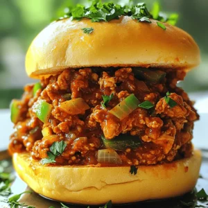 To make Cajun Chicken Sloppy Joes, gather these ingredients: - 1 lb ground chicken - 1 small onion, finely diced - 1 green bell pepper, finely diced - 2 cloves garlic, minced - 1 tablespoon Cajun seasoning - 1 tablespoon Worcestershire sauce - 1 can (8 oz) tomato sauce - 1 tablespoon brown sugar - Salt and freshly cracked pepper to taste - 4 soft hamburger buns - Fresh parsley, chopped (for garnish) These ingredients can add even more flavor to your dish: - 1 tablespoon hot sauce for heat - 1 teaspoon smoked paprika for depth - Sliced jalapeños for a spicy kick - Cheddar cheese for creaminess To complete your meal, consider these tasty sides: - Crispy potato chips - Dill pickles for crunch - A light salad for freshness - Iced tea or soda for a refreshing drink This recipe is simple and fun. You can also find the Full Recipe to guide you through the cooking steps. To start, gather the ingredients for Cajun Chicken Sloppy Joes. You will need: - 1 lb ground chicken - 1 small onion, finely diced - 1 green bell pepper, finely diced - 2 cloves garlic, minced - 1 tablespoon Cajun seasoning - 1 tablespoon Worcestershire sauce - 1 can (8 oz) tomato sauce - 1 tablespoon brown sugar - Salt and freshly cracked pepper to taste - 4 soft hamburger buns - Fresh parsley, chopped (for garnish) Next, finely chop the onion and bell pepper. Mince the garlic too. This prep helps the flavors blend well. Now, heat a large skillet over medium heat. Add the ground chicken. Break it apart with a spatula as it cooks. It should take about 5-7 minutes until it's no longer pink. Once the chicken is cooked, add the diced onion, bell pepper, and minced garlic. Sauté these for about 3-4 minutes. The veggies should soften and the onion will turn translucent. Sprinkle the Cajun seasoning and pour in the Worcestershire sauce. Stir everything well to coat the chicken and veggies. Next, pour in the tomato sauce and add the brown sugar. Mix it all together. Season with salt and freshly cracked pepper to your taste. Reduce the heat to low and let the mixture simmer for around 10 minutes. Stir it occasionally. This lets the flavors meld and the sauce thicken. While your mixture simmers, toast the hamburger buns. You can do this in a separate skillet or under a broiler. Aim for a golden brown and crispy texture. Once the chicken mixture is ready, scoop it onto the toasted buns. Let the filling overflow a bit for that messy, Sloppy Joe look. For a nice presentation, serve the Sloppy Joes on a rustic wooden board. Add pickles and chips on the side. This makes for a fun and casual meal. Don't forget to garnish each Sloppy Joe with chopped fresh parsley. It adds color and a fresh touch. If you want more details, check the Full Recipe for additional insights and tips. Happy cooking! One common mistake is overcooking the chicken. Cook it just until it's no longer pink. Another mistake is not seasoning enough. Cajun seasoning gives flavor, so use it generously. Don't skip the Worcestershire sauce; it adds depth. Lastly, avoid soggy buns. Toast them well to keep them from getting mushy. To enhance the Cajun flavor, start with fresh spices. If you can, use a blend that includes paprika, cayenne, and thyme. You can even make your own mix! Add a splash of hot sauce for extra heat. For a smoky taste, consider adding a bit of smoked paprika. Let the mixture simmer long enough to let the flavors meld together. This is key for a rich taste. To save time, prep your ingredients beforehand. Chop the onion and bell pepper the night before. You can also use pre-minced garlic to cut down on prep work. While the chicken cooks, toast the buns at the same time. This way, everything is ready to serve together. You can also double the recipe and freeze half for another day. This makes for an easy meal later on. For the Full Recipe, refer to the earlier section. {{image_4}} To make a vegetarian version, swap the ground chicken for lentils or mushrooms. Lentils provide a nice texture and soak up flavors well. Mushrooms add a savory taste that mimics meat. Use the same Cajun seasoning and sauce for a bold flavor. Cook the lentils separately, or sauté the mushrooms until they are soft. Combine them with the veggies and sauce just like in the original recipe. This will give you a hearty meal that everyone can enjoy. If you crave heat, add diced jalapeños or hot sauce to the mix. You can also include crushed red pepper flakes for an extra kick. Mixing in spicy sausage can enhance the flavor while keeping the dish meaty. Just remember to adjust the Cajun seasoning to balance the heat. Always taste as you go so you can find the right level of spice for your liking. The bun choice can change your Sloppy Joe experience. While soft hamburger buns are great, consider using brioche or ciabatta for a twist. Brioche adds a rich flavor, while ciabatta has a nice crunch. You can even use lettuce wraps for a low-carb option. Each type of bun can make your meal unique, so feel free to experiment. To store leftover Cajun Chicken Sloppy Joes, first, let them cool. Once cooled, place the filling in an airtight container. You can keep it in the fridge for up to three days. If you store the buns, keep them separate. This way, they stay fresh and do not get soggy. When it's time to reheat, you have a few options. The best way is to use a skillet. Heat it over medium heat. Add the chicken filling and cook until hot, about 5 minutes. You can also use the microwave. Place the filling in a bowl and cover it. Heat for 1-2 minutes, stirring halfway. If you reheating the buns, toast them lightly in a skillet or toaster. If you want to keep Cajun Chicken Sloppy Joes longer, freezing is a great choice. First, cool the filling completely. Then, put it in a freezer-safe container or bag. Make sure to remove as much air as possible. Label it with the date. You can freeze the filling for up to three months. When ready to eat, thaw it overnight in the fridge. Reheat it as mentioned above before serving. For the complete recipe, check the [Full Recipe]. You can use ground turkey or ground beef. Both will work well. They add their own flavor. If you like a vegetarian option, try lentils or black beans. They give a nice texture and taste. Just ensure you cook them well for the best results. Cajun Chicken Sloppy Joes can be mildly spicy. The heat comes from the Cajun seasoning. You can adjust the spice level by using less seasoning. If you like more heat, add hot sauce or red pepper flakes. Taste as you go to find your perfect balance. Yes, you can make this recipe in advance. Cook the mixture and let it cool. Store it in an airtight container in the fridge. It will last for about three days. You can also freeze it for up to three months. Just reheat before serving. For the best flavor, make it fresh and enjoy! For the full recipe, see above. Cajun Chicken Sloppy Joes are tasty and easy to make. I shared the ingredients and prep steps to guide you. Remember to avoid common mistakes to keep flavors bold. Plus, you can try fun variations like vegetarian options or spicy extras. Store leftovers safely for future meals. With this recipe, you can impress friends and family every time. Enjoy your cooking adventures and create the perfect dish tailored to your taste!