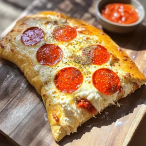 To make the best calzone, you need simple yet key ingredients. Here’s what you will need: - 2 cups all-purpose flour - 1 teaspoon active dry yeast - 1 teaspoon salt - 1 tablespoon sugar - 3/4 cup warm water (about 110°F) - 1 tablespoon olive oil - 1 cup shredded mozzarella cheese - 1/2 cup sliced pepperoni - 1/4 cup ricotta cheese - 1/2 teaspoon Italian seasoning - 1/4 teaspoon red pepper flakes (optional) - Marinara sauce for dipping (optional) These ingredients create a tasty calzone that is soft and cheesy. The dough needs flour, yeast, and water to rise. The filling combines cheese and pepperoni for a delicious bite. If you want to add more taste, try these optional ingredients: - Fresh basil leaves - Sliced olives - Bell peppers - Mushrooms - Spinach These add-ons bring new flavors and textures. You can mix and match as you like. Be creative and make the calzone your own! Choosing the right ingredients makes a big difference. Here are my tips: - Flour: Use high-quality all-purpose flour for the best dough texture. - Cheese: Buy fresh mozzarella for a gooey filling. Avoid pre-shredded cheese as it may not melt well. - Pepperoni: Look for thick slices of pepperoni for a bold flavor. - Olive Oil: Use extra virgin olive oil for a richer taste. - Fresh Herbs: If using fresh herbs like basil, choose vibrant green leaves. These tips help ensure your calzone tastes great. Quality ingredients lead to a better meal. For the full recipe, check the earlier section. To start, mix warm water, yeast, and sugar in a small bowl. Wait about 5 minutes until it looks frothy. This means the yeast is ready! In a bigger bowl, whisk flour and salt together. Then, add the frothy yeast mix and olive oil. Stir until it starts to look like dough. Next, knead the dough on a floured surface for about 5-7 minutes. You want it to feel smooth and elastic. This step is key for a great texture! Shape the dough into a ball and put it in a greased bowl. Cover it with a damp cloth and let it rise in a warm spot for 1 hour. It should double in size. While the dough is rising, make the filling. Grab a mixing bowl and combine shredded mozzarella, ricotta, sliced pepperoni, Italian seasoning, and red pepper flakes if you want some spice. Mix it well. This cheesy mix will make your calzone super tasty! Preheat your oven to 425°F (220°C). Once the dough is ready, gently punch it down to release the air. Roll it out on a floured surface until it’s about 12 inches wide. On one side of the dough, spoon your cheesy filling. Be sure to leave about an inch around the edge. This helps prevent spills! Fold the other half of the dough over the filling. Pinch the edges together tightly to seal it. You can also crimp the edges for a nice look. Now, place the calzone on a baking sheet with parchment paper. Bake for 15-20 minutes, until it’s golden and puffed up. Let it cool for a few minutes before slicing. Enjoy it with warm marinara sauce for dipping! For the full recipe, check the earlier section. To get the right dough texture, start with warm water. It should feel cozy, like a warm hug. This helps the yeast bloom. Blooming means the yeast comes alive and makes your dough rise. Knead the dough until it feels smooth and elastic, which usually takes about 5 to 7 minutes. If the dough sticks to your hands, add a little more flour. But not too much! You want it soft and supple, not dry. A soggy calzone ruins the fun, right? To prevent this, always bake your calzone on a baking sheet lined with parchment paper. This keeps it crispy. Also, make sure not to overfill it with sauce or cheese. Leave some space at the edges when filling. This will help seal it better, keeping the inside cozy and the outside crisp. Serving your calzone can be a blast! Try cutting it into wedges for easy sharing. You can even serve it on a wooden board for a rustic touch. Add a small bowl of warm marinara sauce for dipping. If you want to impress, sprinkle fresh basil on top. This adds color and makes it pop! You can also pair it with a light salad or some roasted veggies for a complete meal. Check the Full Recipe for more ideas! {{image_4}} You can easily make a vegetarian calzone. Just swap the pepperoni for fresh veggies. I love using spinach, mushrooms, and bell peppers. They add great flavor and color. You can also try different cheeses like feta or goat cheese. These options make a tasty and healthy dish. If you crave spice, add more red pepper flakes to the filling. You can also include jalapeños or banana peppers. These ingredients kick up the heat and add nice flavor. Adjust the spice level to what you enjoy. This spicy twist makes the calzone exciting and unique. Cheese is key to a great calzone. While mozzarella is classic, you can mix in other cheeses. Try provolone for a sharp taste or cheddar for a rich flavor. For a creamy touch, add some cream cheese or ricotta. Experimenting with cheeses gives your calzone a personal touch. Each blend brings a new taste experience to the table. To keep your leftover calzones fresh, let them cool first. Wrap each calzone in plastic wrap or foil. You can also place them in an airtight container. This helps keep moisture in and prevents them from drying out. Store the wrapped calzones in the fridge for up to three days. When you want to enjoy your calzone again, preheat your oven to 350°F (175°C). Unwrap the calzone and place it on a baking sheet. Bake for about 10-15 minutes. This will make the crust crisp and warm the filling. If you prefer a microwave, heat it for about 1-2 minutes. However, the crust won’t be as crispy. To freeze calzones, wrap each one tightly in plastic wrap. Then, place them in a freezer bag or airtight container. Label the bag with the date. You can freeze them for up to three months. To cook, thaw in the fridge overnight. Then, reheat in the oven as mentioned above. This way, you can enjoy your cheesy goodness anytime! You can tell your calzone is baked when it looks golden brown. It should puff up nicely. To check, tap the top; it should sound hollow. If it’s not golden yet, give it a few more minutes. Keep an eye on it to avoid burning. Yes, you can use store-bought dough! It saves time and is still tasty. Just roll it out and fill it as you would with homemade dough. This is a great option if you want a quick meal. Calzones pair well with many sides. You can try garlic butter for dipping. A fresh salad adds a nice crunch. Also, consider serving pickled vegetables for a tangy bite. These sides enhance the meal and make it more fun! You now have all you need to make cheesy pepperoni calzones at home. We've covered the key ingredients, the step-by-step process, and helpful tips to ensure your calzones are perfect. I also shared variations and storage options, so you can enjoy them later. Remember, fresh ingredients lead to the best flavor. Don’t hesitate to experiment with fillings. Cooking is fun, so make it your own! Enjoy your delicious creations and impress your friends and family.
