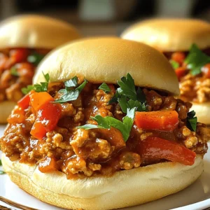 - 1 lb ground chicken - 1 tablespoon olive oil - 1 medium onion, finely chopped - 2 cloves garlic, minced - 1 red bell pepper, finely chopped - 2 tablespoons Cajun seasoning - 1 can (14 oz) diced tomatoes (with juice) - 1 tablespoon Worcestershire sauce - 1 tablespoon brown sugar - Salt and black pepper, to taste - 4 hamburger buns - Fresh parsley, chopped for garnish Gather all these ingredients before you start cooking. This will help you stay organized and make the process smoother. Ground chicken is a lean option, giving your Sloppy Joes a nice texture. Olive oil adds flavor and helps cook the veggies. For the vegetables, you’ll need onion, garlic, and red bell pepper. These create a tasty base for the dish. The Cajun seasoning brings the heat and flavor, while Worcestershire sauce and brown sugar balance the dish. Diced tomatoes add moisture and a rich taste. Don't forget the hamburger buns to hold everything together. Fresh parsley makes for a nice garnish. You can find the full recipe above to guide you through each step. Start by chopping your vegetables. You will need: - 1 medium onion, finely chopped - 2 cloves garlic, minced - 1 red bell pepper, finely chopped Make sure to measure out your spices too. You’ll use: - 2 tablespoons Cajun seasoning - 1 tablespoon Worcestershire sauce - 1 tablespoon brown sugar For easier cooking, have everything ready before you start. This makes it simple to add each item as you go. Now, let’s cook! 1. Heat 1 tablespoon of olive oil in a large skillet over medium heat. 2. Add the chopped onion and sauté for about 3-4 minutes. It should be soft and translucent. 3. Next, add the minced garlic and the bell pepper. Cook for another 2 minutes. Stir occasionally to soften the peppers. 4. Add 1 pound of ground chicken to the skillet. Use a wooden spoon to break it into smaller pieces. Cook until it’s browned and fully cooked, about 5-7 minutes. The seasoning is very important. Once the chicken is cooked, sprinkle in the Cajun seasoning. Stir it well to coat the chicken. This brings out the bold flavors! 5. Pour in one can of diced tomatoes (with juice), Worcestershire sauce, and brown sugar. Mix all the ingredients together. 6. Lower the heat and let it simmer for about 10 minutes. If it feels too thick, add a splash of water or chicken broth. This helps to get the right consistency. 7. Taste the mixture! Season with salt and black pepper to make it just right. Now, it’s time to assemble your Cajun Chicken Sloppy Joes. 1. Take the bottom half of the hamburger buns and spoon the chicken mixture generously onto them. 2. Place the top half of the bun over the chicken. For a lovely presentation, garnish with freshly chopped parsley. This adds a pop of color! Serve these hot, maybe with crispy potato chips on the side. Enjoy your meal! For the full recipe, check out the details above! To make your Cajun Chicken Sloppy Joes amazing, focus on the seasoning. Use fresh Cajun seasoning for the best kick. If you can, make your own blend. This adds depth and freshness that store-bought versions lack. Timing matters too. Make sure to sauté the onion until it's soft, about 3-4 minutes. This step brings out its sweet flavors. When you cook the chicken, break it into small bits. Cook it until it's brown, which takes about 5-7 minutes. This gives a nice texture to your Joes. After adding the diced tomatoes, let it simmer for 10 minutes. This lets the flavors mix well. If the sauce looks too thick, add a splash of water. This keeps the mixture juicy. A common mistake is skipping the seasoning. If you don’t add enough Cajun spice, your Joes will taste bland. Always taste and adjust as needed. Overcooking the chicken can also ruin your dish. If it’s too dry, it won't be enjoyable. To fix this, don’t rush the cooking time. Keep it on medium heat and stir often. For sauce issues, if it’s too watery, cook it longer to thicken. If it’s too thick, add a bit of broth or water. Getting the right sauce consistency is key for flavor and texture. Follow these tips, and your Cajun Chicken Sloppy Joes will shine! For the full recipe, check out the earlier section. {{image_4}} You can change the ground chicken in this recipe. Use ground turkey or beef instead. Both options offer great flavors and textures. If you want a milder dish, reduce the Cajun seasoning. For a spicy kick, add extra seasoning or hot sauce. Pair your Cajun chicken sloppy Joes with fun side dishes. Try crispy potato chips or a fresh salad. You can also serve them with coleslaw for a crunchy contrast. If you have leftovers, get creative! Use the chicken mix as a topping for baked potatoes. You can also make a hearty quesadilla or stir it into pasta. Your options are endless! For the full recipe, check out the complete guide. To keep your Cajun chicken sloppy joes fresh, store them properly. First, let the chicken mixture cool completely. Then, place it in an airtight container. This helps prevent spoilage. You can store it in the fridge for up to three days. If you want to save it for later, freezing is a great option. Use freezer bags for easy storage. Squeeze out as much air as you can before sealing. This helps prevent freezer burn. The chicken mixture can last in the freezer for about three months. When you’re ready to eat, just thaw it in the fridge overnight. Reheating leftovers can be simple and tasty. The best way to maintain flavor is on the stovetop. Heat a pan over medium heat. Add the chicken mixture and stir occasionally. If it looks dry, add a splash of water. You can also use the microwave. Place the mixture in a microwave-safe bowl. Cover it with a lid or a damp paper towel. Heat in short intervals, stirring in between. This keeps the chicken moist. Leftovers can be safely stored in the fridge for three days. In the freezer, they last for three months. Always check for any off smells before eating. Enjoy your delicious Cajun chicken sloppy joes again! For the complete recipe, check out the Full Recipe section. Can I make this recipe ahead of time? Yes, you can make this recipe ahead of time. Cook the chicken mixture and let it cool. Store it in an airtight container in the fridge for up to three days. When you’re ready to eat, just reheat it on the stove or in the microwave. Serve it on fresh buns for a quick meal. What can I use instead of Cajun seasoning? If you don’t have Cajun seasoning, you can mix your own. Use paprika, cayenne pepper, garlic powder, and onion powder. Adjust the spice levels to your taste. Store any leftovers in a small jar for future meals. How can I make it gluten-free? To make this recipe gluten-free, use gluten-free hamburger buns. Check the ingredients in the Worcestershire sauce, as some brands may contain gluten. You can also make your own sauce with vinegar, soy sauce, and spices. Can this recipe be adapted for a slow cooker or instant pot? Yes, this recipe works great in a slow cooker. Brown the chicken and veggies first, then add all ingredients to the slow cooker. Cook on low for 4-6 hours. For an instant pot, brown the mixture, then add the rest of the ingredients and cook on high pressure for 10 minutes. In this post, we explored how to make tasty Cajun Chicken Sloppy Joes. We covered ingredients, cooking steps, and tips to perfect the dish. Remember to adjust the seasonings to your taste. Try variations with different meats or spices for fun twists. Storing leftovers properly also helps you enjoy this meal later. Keep these tips in mind for a great cooking experience. I hope you find joy in making and sharing these Sloppy Joes!