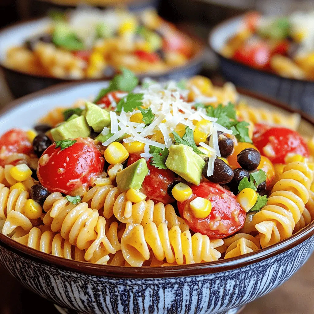 Western Ranch Pasta Delight brings joy to your table. This dish is colorful, tasty, and easy to make. It is perfect for family meals or gatherings with friends. The blend of pasta, veggies, beans, and ranch dressing creates a flavor explosion. You can find the full recipe above. - 8 oz (about 225g) pasta (penne or fusilli recommended) - 1 cup cherry tomatoes, halved - 1 cup corn kernels (fresh or frozen) - 1 red bell pepper, diced - 1 cup cooked black beans, rinsed and drained - 1 ripe avocado, diced - 1/2 cup ranch dressing - 1/2 teaspoon garlic powder - 1 teaspoon chili powder - Salt and pepper to taste - Fresh cilantro, chopped (for garnish) - 1/2 cup shredded cheese (cheddar or Monterey Jack) If you want to spice things up, consider these extras: - Sliced jalapeños for heat - Chopped green onions for a fresh crunch - A squeeze of lime juice for zest - Additional herbs like parsley or dill for a twist These options can help you create your perfect plate of Western Ranch Pasta Delight! Start with a large pot. Fill it with water and add salt. Bring the water to a boil. Add 8 oz of pasta. I like penne or fusilli. Cook according to the package. Aim for al dente. This means the pasta should still have a bit of bite. Once done, drain it well. Set it aside and avoid overcooking. Grab a big skillet and add a splash of olive oil. Heat it over medium heat. When the oil shimmers, add the diced red bell pepper. Also, toss in the halved cherry tomatoes. Sauté for about 3-4 minutes. Stir often. You want them to soften and release their juices. Now, it's time to add flavor! Mix in 1 cup of corn and 1 cup of black beans. Stir everything well. Let it cook together for another 2-3 minutes. This warms everything up and blends the tastes. Next, whisk together the ranch dressing, garlic powder, chili powder, and salt and pepper in a bowl. Pour this creamy sauce over the pasta. Toss everything together until the pasta is well coated. Finally, gently mix in diced avocado and shredded cheese. Be careful not to mash the avocado. Taste and adjust seasoning as needed. Serve hot, and enjoy this colorful dish! For the full recipe, check the earlier section. Cooking pasta seems simple, but there are tricks to make it perfect. First, always use a large pot. This allows the pasta to move freely. Use plenty of water—at least four quarts for every pound of pasta. Add salt when the water boils. This enhances the flavor. Cook the pasta until it’s al dente, which means firm to the bite. This keeps the pasta from becoming mushy. After draining, do not rinse the pasta. Rinsing removes the starch that helps sauce stick. The dressing is key in this dish. You can make it your own! Start with the ranch dressing base. Add garlic powder and chili powder for flavor. Want to switch it up? Try using a spicy ranch or a yogurt-based dressing. For added zest, squeeze in some fresh lemon juice. You can also mix in herbs like dill or parsley. This adds freshness and depth to the dressing. How you serve this dish matters. Use deep bowls to show off the colorful ingredients. Garnish with fresh cilantro for a pop of green. If you love cheese, sprinkle extra on top before serving. You can also serve it cold as a pasta salad. Just chill it in the fridge for an hour before serving. This makes it a great dish for hot days. For the full experience, enjoy it with crusty bread on the side. {{image_4}} You can easily add protein to your Western Ranch Pasta Delight. Chicken is a great choice. Simply grill or sauté chicken breast, then slice it and mix it in. Shrimp also works well. Sauté shrimp in a pan until they turn pink, then toss them with the pasta. This makes the dish even more filling. If you want a vegetarian meal, skip the meat altogether. You can add extra veggies like zucchini or spinach. Roasted mushrooms add a nice umami flavor. Use chickpeas instead of black beans for added protein. These changes keep your meal hearty and satisfying. For a spicy kick, add sliced jalapeños or a dash of hot sauce. You can also mix in crushed red pepper flakes with the dressing. This adds heat without overpowering the dish. If you love bold flavors, consider swapping ranch dressing for spicy ranch or chipotle sauce. This gives the pasta a nice, smoky flavor. For the complete recipe, explore the [Full Recipe]. To keep your Western Ranch Pasta Delight fresh, store it in an airtight container. This helps keep the flavors strong and the ingredients safe. Make sure to cool the pasta to room temperature before sealing it. Store it in the fridge for up to three days. If you notice any change in smell or color, it's best to toss it out. When you're ready to enjoy leftovers, reheating is simple. Use a microwave-safe dish and cover it loosely with a lid. Heat it in short bursts, stirring in between. This helps heat evenly. You can also use a skillet over low heat. Add a splash of water to keep it moist. Stir often until it's warm throughout. If you want to save some for later, freezing is a good option. First, let the pasta cool completely. Then, place it in a freezer-safe container or bag. Try to remove as much air as possible. Label it with the date so you remember when you made it. It can last up to three months in the freezer. When you're ready to eat, thaw it in the fridge overnight. Reheat as mentioned above. For the full recipe, check out the Full Recipe section. Enjoy your meal! For this dish, I recommend using penne or fusilli pasta. Both shapes hold the sauce well. Penne has a tube shape that traps the ranch dressing. Fusilli's spirals catch the veggies and beans nicely. Either choice adds great texture and flavor to your meal. Yes, you can! Simply swap the regular pasta for gluten-free pasta. Many brands offer gluten-free penne or fusilli. Look for options made from rice, corn, or chickpeas. These will work well and keep your dish tasty and satisfying. To add more creaminess, try these tips: - Use a thicker ranch dressing. - Mix in some cream cheese or sour cream. - Add a splash of heavy cream or milk. - For a dairy-free option, use cashew cream. These changes will make your pasta rich and delicious. For the full recipe, check out the details above! This blog post covered how to make Western Ranch Pasta Delight. I shared a full recipe, step-by-step instructions, and tips for perfect results. I also offered variations to suit different tastes and included storage info. You now have the tools to create a tasty dish. Don’t be afraid to experiment with flavors or ingredients. Enjoy the cooking process and share your meal with friends!
