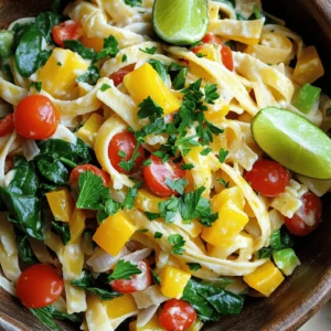 The Ultimate Jamaican Rasta Pasta is a colorful and tasty dish. It blends pasta with fresh veggies and creamy coconut milk. You can make it in just 20 minutes. This dish is perfect for a quick meal that packs a punch in flavor. - 8 oz fettuccine (or your favorite pasta) - 2 tablespoons extra virgin olive oil - 1 yellow bell pepper, diced - 1 red bell pepper, diced - 1 green bell pepper, diced - 1 medium onion, sliced thinly - 2 cloves garlic, minced - 1 teaspoon authentic jerk seasoning - 1 cup creamy coconut milk - 1 cup cherry tomatoes, halved - 1 cup fresh spinach leaves - Sea salt and freshly cracked black pepper, to taste - Fresh parsley, finely chopped (for garnish) - Lime wedges (for serving) You can swap fettuccine for any pasta you like. Zucchini noodles work for gluten-free needs. If you can’t find jerk seasoning, use your favorite spice mix. For coconut milk, almond or soy milk can work too, though the taste will change. You can also add other veggies like broccoli or carrots for more color and nutrients. Start by boiling a large pot of water. Make sure to add a good amount of salt. This enhances the pasta's flavor. Add 8 oz of fettuccine or your favorite pasta. Cook it until it is al dente, as per package instructions. This usually takes about 8 to 10 minutes. After cooking, drain the pasta and set it aside. If you want, save a bit of the pasta water for later. In a large skillet, heat 2 tablespoons of extra virgin olive oil over medium heat. Once hot, add the diced yellow, red, and green bell peppers along with thinly sliced onion. Sauté these colorful veggies for about 5 minutes. They should soften and brighten up. Next, add 2 cloves of minced garlic and 1 teaspoon of authentic jerk seasoning. Stir for about 1 minute. This step helps the garlic and spices release their wonderful aromas. Now, pour in 1 cup of creamy coconut milk into the skillet and stir to blend. Raise the heat slightly and let it simmer for 3-4 minutes. This thickens the sauce nicely. Next, toss in 1 cup of halved cherry tomatoes and 1 cup of fresh spinach. Stir gently until the spinach wilts. It adds color and nutrition to the dish. Finally, mix in the cooked pasta. Toss everything well to coat the pasta in that creamy sauce. If it seems dry, add a splash of the reserved pasta water. Season with sea salt and freshly cracked black pepper to taste. Now, you are ready to serve! Spoon the lively pasta into bowls. Garnish with finely chopped parsley and serve with lime wedges. Enjoy the bright flavors of Jamaica in every bite! To make the sauce perfect, use fresh ingredients. Fresh garlic and sweet bell peppers bring out the flavors. For the best taste, let the sauce simmer gently. This thickens the sauce and deepens its flavor. Stir often to prevent sticking. If the sauce feels thick, add a splash of reserved pasta water. This keeps it creamy and smooth. Authentic jerk seasoning is key to great Rasta Pasta. Use high-quality jerk seasoning for the best taste. If you want more heat, add extra seasoning. You can also make your own by mixing spices like allspice, thyme, and scallions. Marinade your vegetables in jerk seasoning for a few minutes before cooking. This adds layers of flavor. Fettuccine is a great choice, but you can use other types too. Penne or spaghetti work well and hold sauce nicely. Choose pasta shapes that trap the creamy sauce. Whole wheat or gluten-free options are also good choices. This way, everyone can enjoy the dish. Don’t forget to cook the pasta al dente for the best texture. For a detailed recipe, check out the Full Recipe. {{image_4}} You can make this dish vegan by swapping out a few ingredients. Use plant-based pasta, like lentil or chickpea pasta. Replace the creamy coconut milk with a cashew cream or a soy-based alternative for a rich texture. This keeps the dish creamy and delicious without any animal products. Adding extra veggies will boost flavor and nutrition. Try using zucchini, eggplant, or mushrooms for more variety. If you want to add protein, there are great options. For chicken, use grilled or sautéed pieces. Cook the chicken before adding it to the sauce. Shrimp adds a sweet and savory touch. Cook shrimp until pink, then mix it in. Tofu is perfect for a vegetarian protein source. Press and cube the tofu, sauté it until golden, and then toss it in. Each protein adds its unique flavor, making the dish even more satisfying. Adjusting the spice level can make your Rasta Pasta more exciting. If you love heat, add more jerk seasoning or some red pepper flakes. For a milder flavor, reduce the jerk seasoning. You can also add fresh herbs like cilantro or parsley for a fresh taste without heat. Remember, spice can change the whole dish, so taste as you go to find your perfect balance. Explore the [Full Recipe] for a complete guide to making this tasty meal! To keep your Jamaican Rasta Pasta fresh, store it in a sealed container. Let it cool down first. When it’s cool, put it in the fridge. It stays good for about 3 to 5 days. Make sure to label the container with the date. When it’s time to eat the leftovers, take them out of the fridge. You can reheat it in the microwave or on the stove. If using a microwave, heat in 30-second bursts. Stir in between to ensure even heating. If using the stove, add a splash of water or coconut milk to keep it moist. Heat on low until warm. You can freeze Jamaican Rasta Pasta too! First, let it cool completely. Then, place it in a freezer-safe container. It freezes well for up to 2 months. When you want to eat it, move it to the fridge overnight to thaw. Reheat it as mentioned above. Enjoy your tasty dish anytime! Jamaican Rasta Pasta stands out for its vibrant colors and bold flavors. It combines pasta with fresh vegetables and creamy coconut milk. The dish uses authentic jerk seasoning, giving it a spicy kick. The mix of bell peppers, onions, and tomatoes adds freshness and crunch. The creamy sauce ties everything together, making each bite rich and satisfying. This dish brings a taste of Jamaica to your kitchen. Yes, you can! Feel free to swap or add any veggies you like. Zucchini, broccoli, or carrots work well in this dish. Just make sure to cut them into small pieces for even cooking. Each vegetable brings its own flavor, making the dish even more exciting. The goal is to create a colorful mix that pleases your eyes and palate. To make Jamaican Rasta Pasta gluten-free, simply choose gluten-free pasta. Many brands offer options like rice or chickpea pasta. The recipe remains the same, and you still get all the great flavor. Just follow the cooking time on the gluten-free pasta package for the best results. This dish pairs well with various sides. A fresh salad with lime vinaigrette adds a nice contrast. You could also serve it with garlic bread or plantains for a Caribbean touch. Don’t forget to have lime wedges on hand. They add a burst of flavor that brightens the whole meal. For the full recipe, check out The Ultimate Jamaican Rasta Pasta. This post covered the key elements for making Jamaican Rasta Pasta. We explored the ingredients, cooking methods, and tips to make it perfect. You can use substitutions or variations to suit your taste. Remember, storing leftovers is easy, and reheating keeps them fresh. Rasta Pasta is fun to make and customize. Enjoy crafting your dish with different proteins and spice levels. With these steps, your plate will shine with flavor and color. Happy cooking!