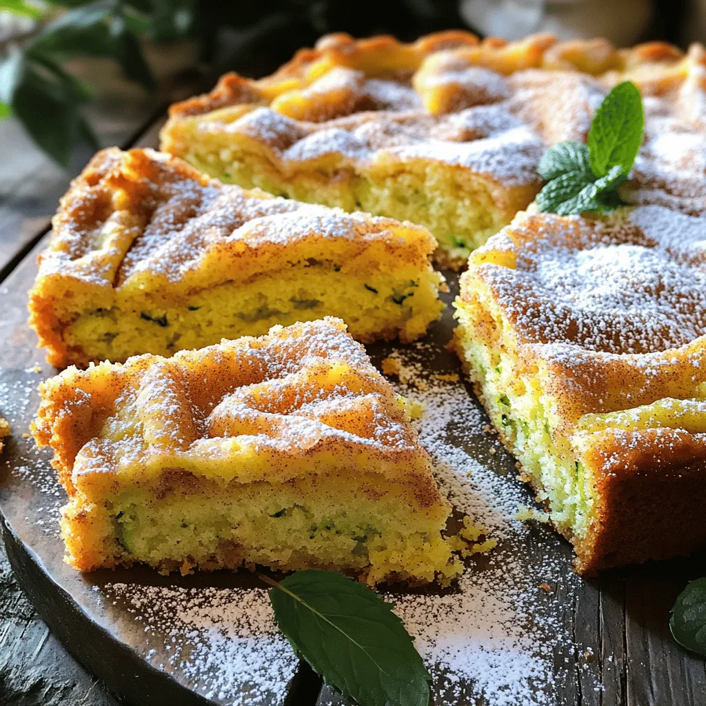 To make this delightful coffee cake, gather these fresh and simple ingredients: - 2 cups grated zucchini (packed, with excess moisture thoroughly squeezed out) - 2 cups all-purpose flour - 1 cup granulated sugar - 1/2 cup packed brown sugar - 1/2 cup unsalted butter, softened to room temperature - 3 large eggs - 1 tsp pure vanilla extract - 2 tsp baking powder - 1 tsp baking soda - 1 tsp ground cinnamon - 1/2 tsp fine salt - For the topping: - 1/4 cup granulated sugar - 1 tbsp ground cinnamon If you do not have all-purpose flour, you can use whole wheat flour. It will change the texture but still taste great. For sugar, you may try coconut sugar instead of granulated sugar. This option adds a caramel note to the cake. If you run out of eggs, you can substitute each egg with 1/4 cup of unsweetened applesauce. This works well and keeps it moist. You can enhance the flavor and texture of your cake by adding: - 1/2 cup chopped walnuts (for added crunch) - 1/2 cup chocolate chips (for a sweet twist) - Dried cranberries or raisins (for a fruity burst) These add-ins can make your coffee cake even more delicious and fun! Start by preheating your oven to 350°F (175°C). This step is key for even baking. Grease a 9x13 inch baking pan, then dust it lightly with flour. This will help the cake come out easily. Next, grab 2 cups of zucchini. Grate it finely, then squeeze out the extra moisture. This keeps the cake from being soggy. In a large bowl, combine 1/2 cup softened butter, 1 cup granulated sugar, and 1/2 cup brown sugar. Use an electric mixer on medium speed for 3-4 minutes. This makes the mixture light and fluffy. Next, add 3 large eggs one at a time. Mix well after each egg. Stir in 1 tsp pure vanilla extract for flavor. In another bowl, whisk together 2 cups flour, 2 tsp baking powder, 1 tsp baking soda, 1 tsp ground cinnamon, and 1/2 tsp salt. Gradually add this dry mix to the wet mix. Alternate with the grated zucchini. Start and end with the dry mix. Mix gently to avoid overmixing. If you like, fold in 1/2 cup chopped walnuts for a nice crunch. Pour the batter into the greased pan. Use a spatula to spread it evenly. In a small bowl, mix 1/4 cup granulated sugar with 1 tbsp ground cinnamon. Sprinkle this mixture over the batter for a sweet topping. Bake the cake for 30-35 minutes. A toothpick should come out clean when inserted in the center. Let the cake cool in the pan for about 10 minutes. Then, move it to a wire rack to cool completely before serving. This cooling time helps set the texture. For the best taste, enjoy it with a warm drink. You can find the Full Recipe within this section. To get a soft and moist cake, use fresh zucchini. Make sure to grate it finely. After grating, squeeze out as much moisture as you can. This prevents the cake from being soggy. Mix the wet and dry ingredients gently. Overmixing can make the cake tough. Aim for just combined batter for the best texture. One mistake is not measuring ingredients correctly. Use dry measuring cups for flour and sugar. Another mistake is skipping the creaming step. Cream the butter and sugars well until light. This adds air and helps the cake rise. Make sure to check your oven temperature too. An oven that is too hot can burn the cake. Serve the cake warm or at room temperature. Slice it into squares for easy serving. A dusting of powdered sugar makes it look fancy. For drinks, try pairing this cake with coffee or tea. The flavors blend well and enhance the taste. You can also enjoy it with a scoop of vanilla ice cream for a fun twist. Want the full recipe? Check it out in the Step-by-Step Instructions section! {{image_4}} You can make this cake healthier by swapping some ingredients. Use whole wheat flour instead of all-purpose flour. This change adds fiber and nutrients. You can also try sugar alternatives like honey or maple syrup. These options provide sweetness with fewer calories. To boost flavor, consider adding spices. Nutmeg or ginger pairs well with cinnamon. You can also add citrus zest. Try a teaspoon of lemon or orange zest. This addition brightens the flavors and gives a fresh taste. If you need a gluten-free cake, use a gluten-free flour blend. These blends often include rice flour and tapioca flour. They work well in baking and keep the texture nice. Remember to check that your baking powder is also gluten-free. To keep your cinnamon sugar zucchini coffee cake fresh, store it in an airtight container. This protects it from air and moisture. Place the cake at room temperature for up to three days. If you want to keep it longer, refrigeration is an option, but it might dry out. Wrap slices in plastic wrap for better moisture retention. You can freeze this delightful cake for later enjoyment. First, let it cool completely. Then, slice it into pieces. Wrap each slice in plastic wrap and place them in a freezer-safe bag. This keeps each slice separate. Label the bag with the date. The cake can freeze well for up to three months. To enjoy later, simply thaw it in the fridge overnight. When you want to enjoy a slice of the cake, reheat it for the best taste. Preheat your oven to 350°F (175°C). Place the slice on a baking sheet and cover it with foil. Heat it for about 10-15 minutes. This warms the cake without making it dry. For a quick option, use the microwave. Place a slice on a microwave-safe plate and heat for about 15-20 seconds. Enjoy your cake warm! Yes, you can use frozen zucchini. Be sure to thaw it first. After thawing, drain any extra water. This keeps your cake from being too soggy. Frozen zucchini can be a great time-saver too. To check if the coffee cake is done, use a toothpick. Insert it into the center of the cake. If it comes out clean, the cake is done. You can also look for a golden-brown top and a firm texture. This coffee cake tastes great with several drinks. Hot coffee enhances its flavors. A warm cup of tea also works well. You might even enjoy it with cold milk. Each drink adds a unique twist to your tasty treat. - Note: Full Recipe can be found within the Step-by-Step Instructions section. This article covered the essentials for making a tasty Cinnamon Sugar Zucchini Coffee Cake. We explored key ingredients, step-by-step instructions, and valuable tips for the best results. You learned about variations like healthier alternatives and gluten-free options. Remember to store extras properly and pair with your favorite drinks. Enjoy a slice of this delicious cake and share it with friends. With these tips, you'll master this recipe and impress everyone around you. Happy baking!
