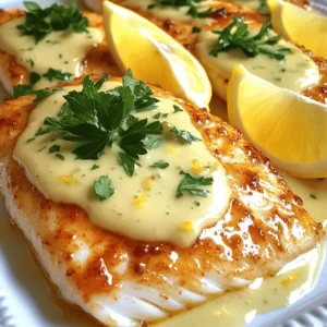 - 4 fresh Mahi Mahi fillets - 2 tablespoons extra virgin olive oil - Sea salt and freshly cracked black pepper, to taste - 2 tablespoons unsalted butter - 4 cloves garlic, finely minced - 1 cup heavy whipping cream - Zest of 1 large lemon - 2 tablespoons freshly squeezed lemon juice - 1 tablespoon fresh parsley, finely chopped - Lemon wedges, for garnish Mahi Mahi is a firm and tasty fish. It works great with many flavors. This recipe shines with lemon and garlic. Together, they create a rich and creamy sauce. To start, I recommend using fresh Mahi Mahi fillets. Fresh fish has better flavor and texture. You can find it at local fish markets or grocery stores. Look for fillets that are moist and smell fresh. Next, you need good olive oil. Extra virgin olive oil adds richness. It also helps to cook the fish evenly. Always choose a quality brand. Sea salt and black pepper are key. They enhance the fish's natural flavors. Use them generously for best results. Unsalted butter adds a creamy texture to the sauce. It also helps to balance the acidity of the lemon. Always melt it slowly to prevent burning. Garlic brings a punch of flavor. The more minced, the better it blends into the sauce. Fresh garlic is always best for this dish. Heavy whipping cream is the star of the sauce. It makes the sauce rich and velvety. Be sure to use full-fat cream for a creamy consistency. Lemon zest and juice brighten the dish. They add a fresh and zesty kick. Always use fresh lemons for optimal flavor. Fresh parsley adds a pop of color. It also enhances the taste with its light, herbal notes. Chop it finely for a beautiful garnish. Finally, lemon wedges are perfect for serving. They allow you to add extra lemon flavor right before eating. For the full recipe, check out the Mahi Mahi Delight in Lemon Garlic Cream Sauce! Enjoy cooking! Seasoning the fillets Start by seasoning both sides of the Mahi Mahi fillets. Use sea salt and freshly cracked black pepper. This simple step adds a burst of flavor. Make sure the fillets are evenly coated. This helps every bite taste great. Cooking the fillets to perfection Next, heat the extra virgin olive oil in a large skillet. Set it over medium-high heat until it shimmers. Carefully place the seasoned fillets in the skillet. Cook them for about 4-5 minutes on each side. You want them golden brown and fully cooked through. Once done, transfer the fillets to a warm plate. Melting butter and sautéing garlic In the same skillet, lower the heat to medium. Add unsalted butter and let it melt completely. Once melted, add the minced garlic. Sauté the garlic for about 1 minute. Stir often to avoid browning it. You want the garlic fragrant but not burnt. Incorporating cream and citrus flavors Gradually pour in the heavy whipping cream. Stir continuously to mix the garlic and cream well. Bring this mixture to a gentle simmer. Then, add the lemon zest and freshly squeezed lemon juice. Stir well to mix the flavors. Taste and adjust seasoning if needed. Reintroducing Mahi Mahi to the sauce Gently place the cooked Mahi Mahi fillets back into the skillet. Spoon the lemon garlic cream sauce over them. This helps the flavors blend beautifully. Final cooking steps for flavor infusion Let everything cook together for an additional 2-3 minutes. This final step allows the dish to absorb all the delicious flavors. When ready, remove from heat. Sprinkle with fresh parsley for color and taste. For the full recipe, check out the detailed instructions above. - Achieving the right cooking temperature: Cook Mahi Mahi over medium-high heat. This helps create a nice crust. Aim for an internal temperature of 145°F. Use a food thermometer for best results. - Ensuring fillets remain moist: Do not overcook the fish. Cook each side for about 4-5 minutes. The fish should flake easily with a fork. Keep a close eye on it. - Adjusting sauce thickness: If your sauce is too thin, let it simmer longer to thicken. Stir frequently to prevent sticking. You can also add a bit more cream if needed. - Balancing flavors with seasoning: Taste your sauce as you cook. Add more salt or pepper to fit your liking. A pinch of sugar can balance acidity if the lemon is too strong. - Plating suggestions for an appetizing look: Serve the Mahi Mahi fillets on a warm plate. Drizzle the lemon garlic cream sauce generously over the top. - Garnishing techniques for visual appeal: Add fresh parsley on top for color. Place a lemon wedge on the side for a bright touch. This makes the dish pop and look inviting. For more details, check the Full Recipe to get started on your tasty dish! {{image_4}} You can swap Mahi Mahi for other fish if needed. Cod, halibut, or tilapia work well. Each option gives a different taste but stays light and flaky. If you want a dairy-free version, try coconut cream or cashew cream. These alternatives add a unique flavor while keeping it creamy. To boost flavors, consider adding fresh herbs like basil or dill. These herbs pair well with lemon and garlic. You can also use spices like paprika or cayenne for a kick. For a citrus twist, try lime or orange juice instead of lemon. Each brings a new layer of flavor that brightens the dish. For a complete meal, serve Mahi Mahi with sides like rice or quinoa. These grains soak up the sauce nicely. Roasted vegetables like asparagus or broccoli add crunch and color. A fresh salad can also brighten your plate. Combine greens with a light vinaigrette for balance and freshness. For the full recipe, check out the Mahi Mahi Delight in Lemon Garlic Cream Sauce. Store leftovers in an airtight container. Keep them in the fridge. Mahi Mahi in lemon garlic cream sauce stays good for 2 to 3 days. Always cool the dish before sealing it. This helps keep moisture in and prevents spoilage. To freeze the dish, let it cool completely. Place the Mahi Mahi and sauce in a freezer-safe container. Seal tightly to avoid freezer burn. It will last for about 2 months in the freezer. When you’re ready to enjoy it again, thaw it overnight in the fridge. Reheat slowly to avoid drying out the fish. You can use a skillet over low heat. Add a splash of cream or broth to keep it moist. Cover the skillet while reheating. This helps trap steam and warmth, ensuring juicy fish. Alternatively, you can use a microwave. Place the dish in a microwave-safe container. Heat it in short bursts, stirring in between. This method works well for keeping the sauce creamy. For the full recipe, check out the rest of the article! Mahi Mahi cooks quickly, so watch it closely. The fish should be opaque and flake easily with a fork. If it looks translucent, it's not done. Cook it until the internal temperature reaches 145°F. This ensures it is safe to eat and perfectly tender. Yes, you can! If you want a lighter option, use half-and-half or whole milk. Coconut cream works great for a dairy-free version. You can also try using cashew cream for a nutty flavor. Each option brings a unique taste to the dish. Mahi Mahi pairs well with many sides. Try serving it with garlic mashed potatoes or quinoa for a hearty meal. Fresh salads, like a citrus or spinach salad, add brightness. Steamed veggies, such as asparagus or broccoli, balance the richness of the cream sauce. Yes, you can prepare the Mahi Mahi ahead. Cook the fish and sauce, then cool them down. Store them separately in the fridge for up to two days. When you're ready to eat, simply reheat the fish in a skillet and warm the sauce on low heat. Look for fresh Mahi Mahi at local fish markets or grocery stores with good seafood sections. Ask the fishmonger for the catch of the day. You can also find it frozen, which is a great option if fresh isn’t available. Always check for bright eyes and clean smell. You learned how to cook delicious Mahi Mahi with a tasty lemon garlic cream sauce. We covered essential tips for prepping, cooking, and serving your fish. Remember, using quality ingredients makes a big difference. Don’t hesitate to try variations or new sides for a fresh meal. Enjoying this dish can impress anyone at your table. Follow these steps, and you’ll create a flavorful meal everyone loves! Happy cooking!