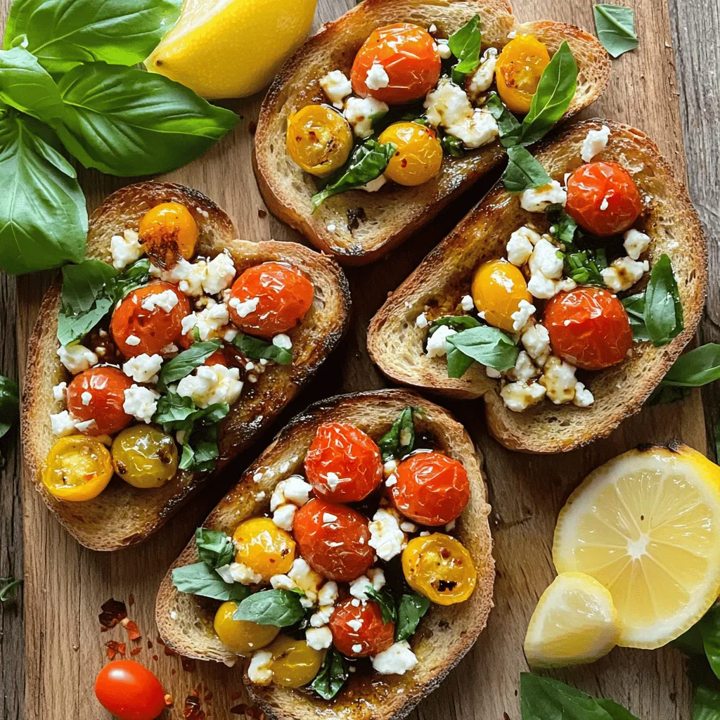 For a great tomato toast, you need a few key items: - 4 slices of artisan bread (sourdough or ciabatta recommended) - 2 cups cherry tomatoes, halved - 1 clove of garlic, finely minced - 1/4 cup fresh basil leaves, roughly chopped - 2 tablespoons extra virgin olive oil - 1 tablespoon balsamic vinegar - Salt and freshly cracked pepper, to taste These ingredients make a tasty base for your toast. The cherry tomatoes bring a sweet and juicy flavor. Garlic adds a nice punch, while basil gives a fresh scent. Olive oil and balsamic vinegar enhance the taste and help the flavors blend well. You can add a few extra ingredients to make your toast even better: - 1/4 cup crumbled feta cheese (optional for added creaminess) - A pinch of red pepper flakes (optional for heat) Feta cheese adds a creamy texture that pairs well with the tomatoes. Red pepper flakes can give the toast a spicy kick. Feel free to mix and match these optional items based on your taste. If you want to switch things up, here are some other ideas: - Use whole wheat or gluten-free bread instead of artisan bread. - Swap cherry tomatoes for heirloom or beefsteak tomatoes for a different flavor. - Instead of feta, try goat cheese or a vegan cheese alternative for a dairy-free option. These alternatives can change the taste and texture of your tomato toast. Don’t be afraid to experiment with what you have at home. Your personal touch will make the dish even more special. For the full recipe, check out the details above. To start, grab a large mixing bowl. Add two cups of halved cherry tomatoes. Next, mince one clove of garlic and toss it in. Then, take a handful of fresh basil leaves and chop them roughly. Add those in too. Drizzle two tablespoons of extra virgin olive oil and one tablespoon of balsamic vinegar over the mix. Finally, season with salt and pepper to taste. Use a spoon to gently toss everything together. The goal is to coat the tomatoes well. While your tomato mixture sits, it's time to toast the bread. Preheat your toaster or grill. I suggest using artisan bread like sourdough or ciabatta. Place the slices in the toaster or on the grill. Toast them until they turn a lovely golden brown, which takes about 3 to 5 minutes. You want them crispy but not burnt, so keep an eye on them. Once your bread is toasted, place it on a serving platter. Use a spoon to generously pile the marinated tomato mixture on each slice. Make sure to include those tasty juices for extra flavor. If you want to add creaminess, sprinkle crumbled feta cheese on top. For a little heat, add a pinch of red pepper flakes. Serve the toasts right away while they are still warm and inviting. Enjoy this easy and flavorful dish from the Full Recipe! Fresh herbs can turn your tomato toast into a flavor bomb. I love using basil because it adds a sweet touch. You can chop it roughly or tear it for a rustic look. If you want something different, try parsley or chives. They both add a bright flavor. A sprinkle of oregano also works well. Don’t be afraid to mix and match herbs! Choosing the right bread is key to a great toast. I recommend using sourdough or ciabatta. They both have a nice crust and hold up well. You want a bread that can support the juicy toppings. Avoid soft bread like sandwich loaves, as they get soggy. A good toast needs a firm base. Perfectly toasted bread makes all the difference. Aim for a golden brown color. You can use a toaster, grill, or oven. Toasting takes about 3-5 minutes. Keep an eye on it to prevent burning. For a crispier edge, brush the bread with olive oil before toasting. This adds flavor and crunch. Enjoy the contrast of soft tomatoes and crispy bread! {{image_4}} To make avocado tomato toast, start with ripe avocados. Mash them in a bowl with a fork. Add salt and a squeeze of lemon juice for flavor. Spread the avocado on your toasted bread. Top it with the marinated tomato mixture. This adds creaminess and a fresh taste. For a Caprese twist, slice fresh mozzarella cheese. Layer the mozzarella on the toasted bread first. Then add your marinated tomatoes on top. Drizzle a bit of balsamic glaze for sweetness. This version is a fun take on a classic Italian salad. If you like heat, sprinkle red pepper flakes on your tomato mixture. You can also mix in diced jalapeños for extra spice. This variation wakes up your taste buds. Enjoy the kick alongside the sweet tomatoes. Each of these variations brings a new flavor to your base recipe. You can switch it up based on your mood or what you have at home. Try them all and see which one you love best! For the full recipe, check the earlier section. To store leftover tomato toast, place it in an airtight container. If you can, separate the toast from the tomato topping. This keeps the bread from getting soggy. Use the leftover toast within two days for the best taste. When you want to eat the leftover toast, reheat it in the oven. Set the oven to 350°F (175°C). Place the toast on a baking sheet and heat for about 5-7 minutes. This helps the bread stay crispy. You can also use a toaster if you prefer. To store the tomato mixture, put it in a sealed jar or container. Keep it in the fridge for up to three days. The flavors will deepen as it sits. Just give it a good stir before using it again. This mixture is great on fresh bread or added to salads. Yes, you can use various tomatoes. While cherry tomatoes shine in this recipe, other types work well too. You can try heirloom, beefsteak, or grape tomatoes. Each type brings a unique flavor and texture. Just chop them into similar sizes for even cooking. To make the recipe vegan, simply omit the feta cheese. You can add more herbs or a sprinkle of nutritional yeast for a savory touch. Another option is to use a vegan cheese substitute. This will keep the creamy flavor without using dairy. Tomato toast pairs well with many sides. Try serving it with a fresh green salad for a light meal. You could also offer a bowl of soup, like tomato basil or minestrone. For a unique twist, serve it with a side of olives or pickled vegetables. Tomato toast is simple and delicious. We explored key ingredients, from essential to optional. You learned how to prepare, toast, and assemble your toast. Flavor tips included using fresh herbs and choosing the right bread. I shared fun variations like avocado and spicy options. Finally, we covered storage tips to keep your leftovers tasty. Remember, making tomato toast is all about creativity and personal taste. Enjoy the process and share your creations!