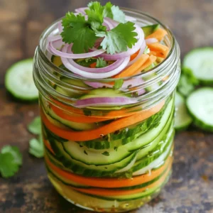 - 1 cup fresh cucumbers, sliced into spears - 1 cup carrots, cut into thin julienne strips - 1/2 cup red onion, thinly sliced - 1 cup distilled white vinegar - 1 cup filtered water - 2 tablespoons taco seasoning blend - 1 tablespoon granulated sugar - 1 teaspoon kosher salt - 1 teaspoon crushed red pepper flakes - 1/2 teaspoon garlic powder - Fresh cilantro leaves for garnish Each ingredient plays a key role in the flavor of taco pickles. Fresh cucumbers bring a nice crunch. Carrots add a sweet touch. Red onion gives a sharp bite that balances the taste. The vinegar acts as the base for the brine, while the water ensures a good mix. When selecting vegetables, look for firm cucumbers with smooth skin. Choose bright orange carrots that feel hard and crisp. For onions, go for those that are firm and heavy for their size. Freshness matters. It enhances flavor and texture. You will need a few tools to make taco pickles. A medium-sized saucepan is essential for heating the brine. You need a clean mason jar or an airtight container to store your pickles. A cutting board and knife help with chopping vegetables. When picking a mason jar, choose one that seals well. It should be large enough to hold all the vegetables and brine. Make sure it is clean and dry before use. A good jar keeps the pickles fresh and tasty. For the full recipe, check the instructions to create your taco pickles. To make the brine, start by gathering your ingredients. You need vinegar, water, taco seasoning, sugar, salt, red pepper flakes, and garlic powder. 1. In a medium saucepan, mix the vinegar and water. 2. Add the taco seasoning, sugar, salt, red pepper flakes, and garlic powder. 3. Heat the mixture over medium heat. Stir it often to dissolve the sugar and salt. 4. Once it boils, remove it from heat. Let it cool for about 15-20 minutes. For a balanced flavor, taste the brine before pouring. Adjust the seasoning if needed. Prepare your vegetables while the brine cools. Use fresh cucumbers, carrots, and red onion. 1. Slice cucumbers into spears and cut carrots into thin strips. 2. Layer the cucumber spears, julienned carrots, and red onion in a clean mason jar. For the best flavor, pack the veggies tightly. This helps them absorb the brine well. Now it's time to marinate your pickles. 1. Once the brine cools, carefully pour it over the veggies in the jar. 2. Make sure all the vegetables are fully submerged in the liquid. 3. Seal the jar tightly and place it in the fridge. Let the pickles marinate for at least 24 hours. For the best taste, wait 3-5 days. When ready to eat, give the jar a gentle shake. Before serving, garnish with fresh cilantro leaves. Enjoy your Taco Pickles bursting with flavorful spice! You can find the Full Recipe for more details. To make taco pickles pop, consider adding more spices. A pinch of cumin or smoked paprika can give them a nice kick. You can also use fresh herbs, like dill or oregano, for added depth. Always choose fresh vegetables. Fresh cucumbers and crisp carrots make a huge difference in taste and crunch. One mistake is not letting the brine cool enough. If you pour hot brine over the veggies, they may become soggy. To fix this, always let the brine cool to room temperature before pouring. Another common error is using old or wilted veggies. This can lead to mushy pickles. Always choose firm and vibrant produce for the best results. Taco pickles are great as a garnish. Try them on tacos, burritos, or even nachos. They add a burst of flavor and color. You can also serve them with grilled meats or salads for a refreshing crunch. Pair them with spicy tacos for a tasty contrast. {{image_4}} You can mix up your taco pickles with many veggies. While cucumbers and carrots are great, try these: - Radishes - Bell peppers - Zucchini - Cauliflower Seasonal veggies can shine in your pickles. For summer, use fresh green beans or asparagus. In fall, try pumpkin or squash. Each adds a new twist to your pickles. The spice level of your taco pickles can vary. For a spicy kick, add more crushed red pepper flakes. If you prefer mild, cut back on the heat. You can also change the brine's flavor. For a sweeter taste, add more sugar. If tanginess is your goal, increase the vinegar. Experiment to find your favorite balance! Different regions have their own ways of making taco pickles. For instance, some Mexican recipes use lime juice and cilantro. In the Southern U.S., you might find a sweeter version with pickle relish. Look for authentic recipes from local cultures. Each style adds a unique flavor and feel to taco pickles. Dive into these variations to explore new tastes! For the taco pickles recipe, check out the Full Recipe. To keep your taco pickles fresh, store them in the fridge. Use an airtight container or a clean mason jar. This helps prevent spoilage and keeps the flavors strong. If you want to store them longer, consider vacuum-sealing them. It removes air, which slows down spoilage. You can also can taco pickles for even longer storage. Just make sure to follow safe canning practices to avoid any food safety issues. Taco pickles last about 2 to 3 weeks in the fridge. After that, the taste may fade. You might notice some signs of spoilage. Look for changes in color or texture. If they smell off or have bubbles, it’s best to throw them out. Enjoy your taco pickles while they’re fresh for the best taste! I suggest marinating taco pickles for at least 24 hours. This time lets the flavors mix well. For the best taste, wait 3 to 5 days. The longer they sit, the tastier they get. Your patience will pay off with a burst of flavor. Yes, you can use different vinegars for varied tastes. Apple cider vinegar adds a fruity touch. Red wine vinegar gives a richer flavor. You might even try rice vinegar for a milder taste. Each type brings its own twist to the pickle. You can find pre-made taco pickles in many grocery stores. Look in the pickle aisle or the international foods section. Some local markets might offer unique homemade versions. If you want a quick snack, check online shops too. They often have a wide selection of flavors. Taco pickles offer a fun twist to your meals. We broke down everything from ingredients to tools. Making the brine, layering veggies, and marinating is key for great flavor. We also shared tips for enhancing taste and avoiding common mistakes. You can even create unique versions based on your preferences. Now, it’s your turn to try making taco pickles. Get creative, and enjoy the fresh flavors in many dishes. Happy pickling!