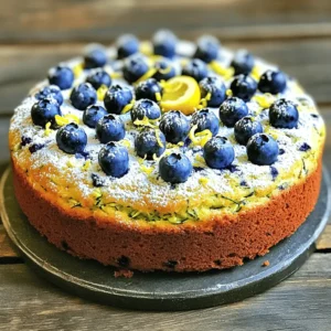 To make my Lemon Blueberry Zucchini Cake, gather these essential items: - 2 cups grated zucchini (approximately 1 medium zucchini) - 1 cup fresh blueberries (plus extra for topping) - 1/2 cup unsalted butter, softened to room temperature - 1 cup granulated sugar - 2 large eggs, at room temperature - 1 teaspoon pure vanilla extract - 1 cup all-purpose flour - 1/2 teaspoon baking powder - 1/2 teaspoon baking soda - 1/4 teaspoon fine sea salt - Zest of 1 lemon - 2 tablespoons freshly squeezed lemon juice - 1/2 teaspoon ground cinnamon These ingredients work together to create a moist and flavorful cake. The zucchini adds moisture, while the blueberries give a burst of sweetness. The lemon zest and juice bring a bright, fresh flavor to the mix. You can add extra ingredients for more depth. Consider using: - 1/2 cup chopped nuts, like walnuts or pecans - 1/2 teaspoon almond extract for a nutty taste - A pinch of nutmeg for warmth These options can elevate your cake, making it even more delightful. Nuts add crunch, while almond extract gives a unique twist. If you're missing an ingredient, don't worry. Here are some swaps: - Use Greek yogurt instead of butter for a lighter option. - Substitute honey or maple syrup for sugar, but adjust the liquid in the recipe. - Replace all-purpose flour with almond or oat flour for a gluten-free version. These substitutions can fit various diets while keeping the cake delicious. Always remember to adjust cooking times and measurements where needed. For the full recipe, check out the Lemon Blueberry Zucchini Cake 🫐. First, preheat your oven to 350°F (175°C). Grab an 8-inch round cake pan. Grease it with butter and dust it with flour. This step helps the cake come out easily later. In a large mixing bowl, beat together the softened butter and granulated sugar. Use an electric mixer on medium speed. Mix until it looks light and fluffy, which takes about 3-4 minutes. Now, add the eggs one at a time. Make sure to mix well after each addition. Next, add the vanilla extract, lemon zest, and lemon juice. Mix until everything is combined. In another bowl, whisk together the all-purpose flour, baking powder, baking soda, fine sea salt, and ground cinnamon. This ensures all dry ingredients mix well. Gradually fold the dry mixture into the wet mixture using a spatula. Mix just until you don’t see any dry flour. The batter should be slightly lumpy. Now, gently fold in the grated zucchini and fresh blueberries. Be careful not to overmix! You want to keep the blueberries whole for texture. Pour the batter into your prepared cake pan. Use a spatula to smooth the top. For a pop of color, scatter extra blueberries on top before baking. Place the cake in your preheated oven. Bake for 30 to 35 minutes. You’ll know the cake is done when a toothpick inserted in the center comes out clean, with just a few moist crumbs. Once baked, let the cake cool in the pan for about 10 minutes. After that, carefully move it to a wire rack to cool completely. For a lovely finish, lightly dust the cooled cake with powdered sugar. Add more lemon zest and scatter a few fresh blueberries on top. Serve each slice with a dollop of whipped cream for a tasty treat. You can find the complete recipe [Full Recipe]. To make a moist Lemon Blueberry Zucchini Cake, use fresh zucchini. Grate it finely and do not squeeze out the moisture. This keeps the cake light and tender. Ensure your butter is soft but not melted. When mixing butter and sugar, beat until fluffy. This adds air and creates a soft texture. Incorporate eggs one at a time to help with the batter's rise. Avoid overmixing the batter. Overmixing can lead to a tough cake. Fold in the zucchini and blueberries gently. If you want a burst of blueberry flavor, use slightly crushed berries. Ensure your oven is preheated to 350°F before baking. Check your cake with a toothpick; it should come out clean. If not, bake a few more minutes. To serve your cake beautifully, dust the top with powdered sugar. Add a sprinkle of lemon zest for color. Place fresh blueberries on top for a pop of color. For a fancy touch, serve each slice with whipped cream. You can also add a mint leaf for a fresh look. These small details make your cake stand out. For the full recipe, click here: [Full Recipe]. {{image_4}} You can easily adapt this cake to be gluten-free. Use a gluten-free flour blend in place of all-purpose flour. Look for blends that contain xanthan gum. This helps mimic the texture of regular flour. The taste remains delicious, and the cake stays moist. Mixing in nuts or other fruits can enhance the flavor. Consider adding chopped walnuts or pecans for some crunch. You can also try different fruits like raspberries or strawberries. Just make sure to adjust the sugar if you use sweeter fruits. Frosting can change the whole feel of the cake. A cream cheese frosting pairs well with lemon and blueberries. For a lighter touch, use whipped cream mixed with lemon zest. You can also drizzle a simple lemon glaze over the top. This adds a nice shine and extra flavor. For the full recipe, check out the Lemon Blueberry Zucchini Cake section. To keep your Lemon Blueberry Zucchini Cake fresh, wrap it tightly. Use plastic wrap or aluminum foil. You can also place it in an airtight container. Store it at room temperature for up to three days. If you want it to last longer, refrigerate it. Just remember, the cake may dry out in the fridge. Freezing is a great way to save this cake for later. First, let the cake cool completely. Then, slice it into individual pieces. Wrap each slice in plastic wrap. After that, place the wrapped slices in a freezer bag. Press out as much air as possible before sealing. You can freeze it for up to three months. When you want a slice, just take it out and let it thaw at room temperature. If your cake feels a bit dry after storage, don't worry! You can bring it back to life. Simply microwave a slice for about 10 to 15 seconds. This will warm it up and make it soft again. You can also add a drizzle of lemon glaze or a dollop of whipped cream for extra moisture and flavor. Enjoy your cake just like it was fresh from the oven! Yes, you can use frozen blueberries. They work well but may give more juice. This can make the batter a bit wetter, so add a little extra flour if needed. To keep them from sinking, toss the frozen blueberries in a bit of flour before folding them into the batter. This simple trick helps keep your blueberries evenly distributed. Check the cake around 30 minutes of baking. Insert a toothpick into the center. If it comes out clean or with a few moist crumbs, the cake is done. The edges may also pull away from the pan slightly. If the toothpick is wet, bake for a few more minutes and check again. If you don't have zucchini, try grated carrots or apples. Both add moisture and sweetness to the cake. You can also use mashed bananas for a different flavor. Just remember to adjust sugar based on the sweetness of the substitute. For the best taste, keep the amount the same as zucchini in the recipe. In this blog post, we explored making a Lemon Blueberry Zucchini Cake. We discussed key ingredients, including essential and optional ones. I shared simple instructions for preparing, baking, and serving your cake. You learned tips for a moist cake and ways to present it beautifully. Also, we covered gluten-free variations and storage advice. Baking can be easy and fun. With this recipe, you can impress everyone. Enjoy creating this delicious cake and share it with friends and family!