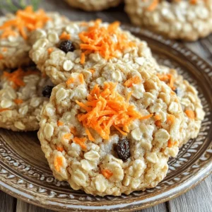 To make these delightful oatmeal carrot cake cookies, gather these simple ingredients: - 1 cup rolled oats - 1 cup whole wheat flour - 1 teaspoon baking powder - 1 teaspoon baking soda - 1 teaspoon ground cinnamon - 1/2 teaspoon ground nutmeg - 1/4 teaspoon salt - 1/2 cup brown sugar, packed - 1/4 cup granulated sugar - 1/2 cup unsweetened applesauce - 1/4 cup vegetable oil - 2 large eggs - 1 teaspoon vanilla extract - 1 cup finely grated carrots (about 2 medium-sized carrots) - 1/2 cup raisins or chopped walnuts (optional) Measuring your ingredients correctly is key to great cookies. Use these tips for best results: - Always use dry measuring cups for flour and oats. - Pack the brown sugar firmly into the cup for the right sweetness. - Level off your measuring cups with a straight edge for precision. - Use a kitchen scale for more accuracy, especially for flour. You can easily make these cookies healthier. Here are some great swaps: - Replace half the oil with unsweetened applesauce for less fat. - Use honey or maple syrup instead of granulated sugar for natural sweetness. - Swap whole wheat flour with almond flour or oat flour for gluten-free cookies. - Add nuts or seeds for extra protein and crunch! These tips make it easy to customize the recipe. For the full recipe, check the section above. Enjoy baking! 1. Preheat your oven to 350°F (175°C). This step is key for even baking. 2. Line two baking sheets with parchment paper. This keeps cookies from sticking. 3. In a medium bowl, whisk the rolled oats, whole wheat flour, baking powder, baking soda, ground cinnamon, ground nutmeg, and salt. Mix until well combined. 4. In a large bowl, mix the brown sugar, granulated sugar, applesauce, vegetable oil, eggs, and vanilla extract. Whisk until smooth. 5. Slowly add the dry mix to the wet mix. Stir gently with a spatula until just combined. Don't overmix to keep cookies soft. 6. Fold in the grated carrots and optional raisins or walnuts. This step adds flavor and texture. 7. Scoop tablespoon-sized portions of dough onto the baking sheets. Leave 2 inches between each cookie. 8. Bake for 12-15 minutes. Check for lightly golden edges and set centers. 9. Cool cookies on the baking sheets for 5 minutes. Then, move them to a wire rack. Let them cool completely. Mixing and folding are crucial in baking. When adding dry ingredients to wet, do it slowly. This helps keep the cookies light. Use a spatula for folding in carrots. This way, you keep the mixture airy. Don't rush—take your time. When you see a few flour streaks, stop mixing. This leads to soft cookies. Baking at 350°F (175°C) is ideal for these cookies. This temperature ensures they bake evenly. Keep a close eye on them around the 12-minute mark. Ovens can vary, so check for golden edges. If you overbake, they can become dry. When they feel set in the center, they are done. Enjoy your baking journey with these delightful cookies! For the Full Recipe, click here. To get the right cookie texture, focus on mixing. Combine wet and dry ingredients gently. Overmixing can lead to tough cookies. Aim for a soft, moist dough. If the dough feels too dry, add a splash of milk. For a chewier cookie, let the dough rest for 15 minutes before baking. This helps the oats soak up moisture. If your cookies spread too much, check the oven temperature. An oven that is too hot can cause rapid spreading. Use an oven thermometer for accuracy. If your cookies are too dry, it may be from overbaking. Keep an eye on them in the last few minutes. For cookies that are too crumbly, try adding a bit more applesauce or oil. To make your cookies even more special, consider adding extras. Nuts, like walnuts, add crunch and flavor. Dried fruit, such as raisins or cranberries, bring sweetness. You can also mix in chocolate chips for a fun twist. Try adding a teaspoon of orange zest for a fresh citrus note. These small changes can elevate your cookie game and make them truly unique. {{image_4}} You can make these cookies gluten-free. Just swap the whole wheat flour for a gluten-free flour blend. Look for a blend that works well for baking. You might need to add a bit of xanthan gum to help with texture. This will keep your cookies soft and chewy, just like the original recipe. To make these cookies vegan, replace the eggs with flaxseed meal. Use 1 tablespoon of flaxseed meal mixed with 2.5 tablespoons of water for each egg. Let this mixture sit for about 5 minutes to thicken. You can also switch the vegetable oil with coconut oil. This will add a nice flavor and keep your cookies moist. Feel free to get creative with your ingredients. Instead of brown sugar, try coconut sugar or maple syrup. You can also mix in unsweetened shredded coconut for added texture. If you want to change up the flavor, add spices like ginger or allspice. You can even use different nuts or dried fruits to make each batch unique. Remember, this recipe is all about having fun in the kitchen! To keep your oatmeal carrot cake cookies fresh, store them in an airtight container. This helps them stay moist and tasty. You can use a glass or plastic container. If you want to keep them extra fresh, layer parchment paper between the cookies. This will prevent them from sticking together. Freezing your cookies is an easy way to enjoy them later. First, let the cookies cool completely. Then, place them in a single layer on a baking sheet. Freeze them for about an hour. After they freeze, transfer the cookies to a freezer bag. Be sure to squeeze out all the air before sealing. You can freeze them for up to three months. When you're ready, take them out and let them thaw at room temperature. Your oatmeal carrot cake cookies will last about one week at room temperature. If you store them in the fridge, they may last up to two weeks. Look out for signs of spoilage, like an off smell or mold. If you see any changes in texture or color, it’s best to toss them. Enjoy your cookies while they are fresh for the best taste! You can tell the cookies are done when the edges turn light golden brown. The centers should feel set and not too soft. A good way to check is to gently press the center with your finger. If it springs back, they are ready. Keep an eye on them so they don’t overbake. Yes, you can make the dough ahead of time! Just mix all the ingredients as per the Full Recipe. After mixing, cover the bowl with plastic wrap and place it in the fridge. This keeps the dough fresh. You can chill it for up to 24 hours. When ready to bake, scoop and bake as usual. These cookies are not only tasty but also packed with good nutrients. Each cookie has about: - Calories: 120 - Protein: 2g - Carbohydrates: 20g - Fat: 4g - Fiber: 1g - Sugar: 6g The oats and carrots add fiber and vitamins. You can enjoy a treat that feels good! We covered a lot about baking cookies. First, we discussed key ingredients and how to measure them. Then, I shared step-by-step instructions for mixing and baking. Next, I offered tips for the perfect cookie texture and ways to enhance flavors. We even explored gluten-free and vegan options. Lastly, I explained how to store and freeze cookies for freshness. Remember, baking is fun and creative. Follow these tips, and you’ll bake great cookies!
