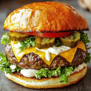 To create the perfect garlic Parmesan cheeseburger, you need fresh, quality ingredients. Here’s what you’ll need: - Ground beef (preferably an 80/20 blend) - Parmesan cheese - Fresh garlic - Worcestershire sauce - Onion powder - Black pepper - Salt - Cheddar cheese - Burger buns - Lettuce - Tomato - Dill pickles - Garlic aioli Each ingredient plays a key role in making this burger flavorful. The ground beef gives the burger its juicy base. An 80/20 blend ensures your patty remains moist. Adding fresh garlic and Parmesan cheese elevates the taste to new heights. Worcestershire sauce adds depth, while onion powder gives a hint of sweetness. Black pepper and salt bring out all the flavors. Sharp cheddar cheese melts beautifully on top, creating a rich layer of cheese. For the bun, choose soft burger buns to keep the burger simple and fun. Crisp lettuce and juicy tomato add freshness. Dill pickles offer a crunchy contrast, making each bite exciting. Lastly, the garlic aioli ties everything together with its creamy texture and bold taste. Gather these ingredients, and you’re ready to start your culinary adventure. This full recipe will guide you through each step to achieve burger bliss. - In a large bowl, mix together the ground beef, Parmesan cheese, minced garlic, Worcestershire sauce, onion powder, black pepper, and salt. Use your hands to combine gently. Avoid overmixing to keep the patties tender. - Divide the mixture into four equal parts, each about 4 oz. Shape each part into a patty. Make a small dent in the center to stop them from puffing up while cooking. - Heat your grill or a non-stick skillet over medium-high heat. Once hot, place the patties on the grill or skillet. Cook for 4-5 minutes without pressing them down. This helps create a nice crust. - After 4-5 minutes, flip each patty carefully. Top with a slice of cheddar cheese. Cook for another 4-5 minutes until the cheese melts and the burgers reach 160°F. - While the patties cook, toast the burger buns on the grill or in a toaster until they are golden brown and crispy. - Spread a nice layer of garlic aioli on the bottom half of each toasted bun. - Add a cheesy burger patty on top of the aioli. Layer a crisp lettuce leaf, a slice of tomato, and dill pickles if you like. - Finish by placing the top half of the bun on the burger. - Avoiding overmixing: When you mix the beef with the cheese and spices, do it gently. Overmixing can lead to tough patties. You want a soft and juicy burger. - Achieving the perfect sear: Let your skillet or grill get hot before adding the patties. This high heat helps form a nice crust. Avoid pressing down on the patties as they cook; this keeps all those tasty juices inside. - Ensuring proper doneness: Use a meat thermometer to check the internal temperature. Aim for 160°F (70°C) for a medium burger. This ensures safety and a great taste. - Adding spices and herbs: Feel free to experiment! Adding a pinch of smoked paprika or fresh herbs can elevate the flavor. Just remember, balance is key. - Customizing the toppings: Your burger is a canvas! Try avocado slices, crispy bacon, or sautéed mushrooms. Mix and match until you find your favorite combo. - Pairing sides for a complete meal: Serve your garlic Parmesan cheeseburgers with crispy fries, onion rings, or a fresh side salad. This adds variety to your meal and enhances the experience. For the complete recipe, check out the [Full Recipe]. {{image_4}} When making a garlic Parmesan cheeseburger, you can switch things up! Here are some fun ideas to try. - Gouda: This cheese has a creamy texture and a mild flavor. It melts beautifully on burgers. - Blue cheese: For a bold taste, use blue cheese. It adds a tangy layer to your burger. - Pepper jack: If you like some heat, try pepper jack. It has a zesty kick that makes every bite exciting. - Avocado: Sliced avocado makes your burger creamy and rich. It also adds healthy fats! - Bacon: Crispy bacon gives your burger a salty crunch. It’s a classic favorite that many love. - Sautéed mushrooms: These add a savory flavor and texture. Mushrooms pair well with the garlic and cheese. - Whole wheat buns: For a healthier option, choose whole wheat buns. They have more fiber and add a nutty taste. - Lettuce wraps: If you want to skip bread, use crisp lettuce. It’s light and refreshing! - Gluten-free buns: For those with gluten issues, gluten-free buns are a great choice. They let everyone enjoy the burger! Feel free to play with these variations. You can create your own flavor fix that fits your taste. For the full recipe, check out the Garlic Parmesan Cheeseburger Delight 🧄 above! Store leftover patties in an airtight container. They can last up to three days in the fridge. Make sure they cool down before you seal them in. To keep assembled burgers fresh, wrap them in foil or plastic wrap. However, they taste best when enjoyed right away. You can freeze raw patties for up to three months. Place them on a baking sheet, freeze until firm, then transfer to a freezer bag. This keeps them from sticking together. If you have cooked burgers, they can also go in the freezer. Wrap each burger in foil and put them in a freezer bag. They will stay fresh for about two months. To reheat patties, use a skillet over medium heat. Cook for about five minutes on each side. This method keeps them juicy. You can also use a microwave for quick reheating. Just place a patty on a plate and cover it with a damp paper towel. Heat in 30-second intervals until warm. For reheating assembled burgers, the oven is best. Wrap them in foil and heat at 350°F for about 10-15 minutes. This keeps the bun soft and the cheese melty. The best way to season a garlic parmesan cheeseburger is to mix the right spices with the beef. Start with Worcestershire sauce for a savory kick. Then, add garlic, onion powder, and black pepper for flavor. Finally, sprinkle salt to taste. This blend enhances the beef and complements the Parmesan. Yes, you can use ground turkey instead of beef. Turkey is a leaner choice and still works great. Just choose a mix with some fat for flavor. You may want to add extra seasoning to keep it tasty. To know if your burger is cooked through, use a meat thermometer. The internal temperature should reach 160°F (70°C) for medium doneness. If you don't have a thermometer, cut into the burger. The juices should run clear, and there should be no pink inside. Several side dishes pair well with garlic parmesan cheeseburgers. Try crispy fries or onion rings for a classic touch. A fresh side salad also works well to balance the meal. Coleslaw can add a nice crunch, too. Yes, you can make these burgers ahead of time. Prepare the patties and store them in the fridge for up to a day. You can also freeze them for longer storage. Just remember to cook them straight from the fridge or thawed. To make homemade garlic aioli, you need a few simple ingredients. Combine one egg yolk, one tablespoon of Dijon mustard, and one tablespoon of lemon juice in a bowl. Slowly whisk in one cup of olive oil until it thickens. Finally, stir in minced garlic and season with salt. This creamy sauce adds a great touch to your garlic parmesan cheeseburger. For a full recipe, check out the Full Recipe. This blog covered everything you need for the perfect garlic parmesan cheeseburger. We discussed key ingredients, step-by-step cooking instructions, and clever tips. I shared ways to customize your burger with different cheeses and toppings. Plus, I explained how to store and reheat leftovers. Now, you’re ready to impress at your next cookout! With these easy steps, you can create juicy burgers that everyone will love. Enjoy experimenting with flavors and don’t forget the garlic aioli!