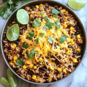 - Rice and Broth Components - 1 cup long-grain white rice - 2 cups vegetable broth - Protein and Vegetables - 1 pound ground beef (or turkey) - 1 can (15 oz) black beans, drained and rinsed - 1 cup corn kernels (fresh, frozen, or canned) - 1 small onion, finely chopped - 2 cloves garlic, minced - Seasoning and Toppings - 1 packet taco seasoning - 1 cup shredded cheddar cheese - 1 tablespoon olive oil - Salt and pepper to taste - Fresh cilantro leaves (for garnish) - Lime wedges (for serving) The ingredients in this cheesy taco rice skillet create a balanced meal. The rice and broth give a good base for flavor. Ground beef or turkey adds protein, while beans and corn boost the veggie count. Taco seasoning brings a punch, and cheese adds creaminess. With fresh cilantro and lime, you make it bright and fresh. You’ll love how easy it is to find these ingredients and how quickly they come together. For the full recipe, check out the details above! 1. Heating the Olive Oil and Onions: Start by heating one tablespoon of olive oil in a large skillet over medium heat. Once the oil is hot, add a finely chopped onion. Cook for about 3-4 minutes until the onion turns soft and clear. This step adds a sweet base to our dish. 2. Adding Garlic for Flavor: Next, add two minced garlic cloves. Stir and cook for one more minute. This will make your kitchen smell amazing and enhance the flavor. 3. Browning the Meat: Now, add one pound of ground beef or turkey. Break it up with a spoon and cook for 5-7 minutes. You want the meat to be fully browned and cooked through. This step gives the dish richness and protein. 1. Incorporating Taco Seasoning: Sprinkle in one packet of taco seasoning. Mix well to coat the meat and onions. This adds bold flavor to your skillet. 2. Adding Beans, Corn, and Rice: Now, add one can of black beans (drained and rinsed), one cup of corn, and one cup of long-grain white rice. Stir everything together for a colorful mix. 3. Pouring in Vegetable Broth: Pour in two cups of vegetable broth. This will help cook the rice and keep everything moist. Stir well to combine all the ingredients. 1. Bringing to a Boil: Turn up the heat to bring the mixture to a boil. This step helps the rice cook evenly. 2. Simmering for Optimal Flavor: Once it boils, lower the heat and cover the skillet. Let it simmer for 18-20 minutes. This allows the rice to absorb all the flavors and become tender. 3. Melting the Cheese: After simmering, remove the skillet from heat. Sprinkle one cup of shredded cheddar cheese on top. Cover it again for a few minutes so the cheese melts nicely. Now your cheesy taco rice skillet is almost ready! For more details, check the Full Recipe. - Ideal Rice Choices For this dish, I love using long-grain white rice. It cooks evenly and has a nice texture. If you prefer, you can also try jasmine rice for a subtle floral note. Avoid sticky rice as it won’t give you the same fluffy results. - Adjusting Seasoning to Taste The taco seasoning gives great flavor! But feel free to tweak it. If you like it spicy, add a pinch of cayenne. If you want a milder taste, reduce the amount of seasoning. Always taste as you go for the best results. - Cooking Time Tips Keep an eye on the cooking time. Simmering for 18-20 minutes is key to soft rice. If you find the rice is still hard, add a splash more broth and cook a bit longer. Trust your senses! - Presentation Ideas Serve the cheesy taco rice skillet right from the skillet for a fun vibe. Add a sprinkle of fresh cilantro on top for color. Lime wedges on the side bring a bright touch. It looks great and taste even better! - Complementary Side Dishes Pair this dish with a simple green salad. You can also serve tortilla chips and salsa for crunch. A side of guacamole can add a creamy element that balances the flavors perfectly. Enjoy your meal! {{image_4}} Vegetarian or Vegan Options To make this dish vegetarian, swap the ground beef or turkey for crumbled tofu or tempeh. You can also use a plant-based meat substitute. For a vegan twist, ensure the cheese is dairy-free. This keeps the dish tasty while meeting plant-based needs. Gluten-Free Alternatives If you want to make the Cheesy Taco Rice Skillet gluten-free, double-check your taco seasoning. Some brands add gluten. Use rice and beans that are certified gluten-free, and you'll have a delicious meal that everyone can enjoy. Spicy Additions Want to spice things up? Add diced jalapeños or a splash of hot sauce. You can also sprinkle in some cayenne pepper with the taco seasoning. Adjust to your heat level. This adds a fun kick to your meal. Different Cheese Varieties While cheddar cheese is classic, you can mix it up! Try pepper jack for some heat or Monterey Jack for a creamier flavor. You can also use a blend of cheeses for a deeper taste. Each option gives a unique twist to this cheesy delight. For the full recipe, refer to the earlier section. To keep your Cheesy Taco Rice Skillet fresh, use proper refrigeration techniques. First, let the dish cool down to room temperature. This helps prevent excess moisture in your storage container. Once cooled, transfer the leftovers into airtight containers. These containers help lock in flavor and keep your meal safe. - Use glass or plastic containers with tight lids. - Label each container with the date for easy tracking. When you are ready to enjoy your leftovers, quick reheating methods work best. Microwaving is the easiest option. Place the rice skillet in a microwave-safe bowl. Cover it with a damp paper towel to keep it moist. Heat in 30-second intervals until warmed through. For stovetop reheating, add a splash of vegetable broth to a skillet. This helps maintain moisture and flavor. Stir gently over medium heat until heated well. Keeping the flavor and texture intact is key. Avoid overheating, as this can dry out the dish. Enjoy your delicious Cheesy Taco Rice Skillet any time! For the full recipe, check the earlier section. How to make Cheesy Taco Rice Skillet less spicy? To reduce the heat, skip the taco seasoning. Use mild or no spice at all. You can also add more corn or cheese. These ingredients cool down the spice. Another great option is to serve with sour cream. It adds creaminess and helps balance the heat. Can I use brown rice instead of white? Yes, you can use brown rice. It adds more fiber and nutrients. However, you will need more cooking time and liquid. Brown rice takes about 40-45 minutes to cook. So, adjust the broth and simmer time accordingly. What other toppings can I add? You can get creative with toppings! Try diced tomatoes, avocado, or jalapeños. Fresh herbs like cilantro or green onions also work well. For a crunchy texture, add tortilla chips or crushed nachos. These toppings make the dish even more fun and tasty! For the complete recipe, check out the Full Recipe section. In this blog post, we covered how to make a delicious Cheesy Taco Rice Skillet. We discussed the key ingredients and step-by-step instructions for cooking. I shared tips for perfecting your dish and offered variations for different diets. Storing leftovers properly is important, and we explored reheating tricks too. Remember, cooking can be fun and creative! You can adjust flavors and ingredients to make this dish your own. Enjoy your cooking journey and delight in your tasty creation!