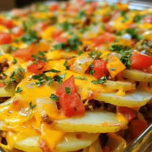 To make a tasty Hobo Casserole, you need the following: - 1 lb ground beef - 1 large onion, finely chopped - 2 cloves garlic, minced - 3 cups mixed vegetables (fresh or frozen; carrots, corn, and green beans are great choices) - 1 (15 oz) can diced tomatoes, undrained - 1 cup beef broth - 1 tablespoon Worcestershire sauce - 1 teaspoon dried Italian herbs (blend of basil, oregano, and thyme) - Salt and pepper to taste - 4 large potatoes, thinly sliced - 1 cup shredded cheddar cheese - Fresh parsley for garnish (optional) You will need some basic kitchen tools to create this dish: - A large skillet for browning the beef - A 9x13 inch baking dish for layering the casserole - A sharp knife and cutting board for chopping - A mixing spoon for stirring - Aluminum foil to cover the dish while baking Choosing fresh ingredients makes your casserole taste better. Here are some tips: - Ground Beef: Look for lean ground beef. Check the color; it should be bright red. - Vegetables: If you pick fresh veggies, choose ones that are firm and vibrant. Avoid any that are soft or have spots. - Potatoes: Pick potatoes that are smooth and free from blemishes. Smaller potatoes often taste sweeter. - Herbs: Use fresh herbs if possible. They add great flavor. If using dried herbs, check the date on the jar for freshness. Using quality ingredients will give your Hobo Casserole the best flavor. For the full recipe, refer to the section above. First, set your oven to 375°F (190°C). This makes sure your oven is ready when you need it. Next, gather all your ingredients. You will need ground beef, onion, garlic, mixed vegetables, diced tomatoes, beef broth, Worcestershire sauce, herbs, potatoes, cheese, and some salt and pepper. Having everything ready makes cooking easier. In a large skillet, heat the pan over medium heat. Add the ground beef, chopped onion, and minced garlic. Cook this mix for about 5-7 minutes. Stir it often until the beef turns brown and is fully cooked. Drain any extra fat from the skillet to keep your dish from being greasy. After that, add your mixed vegetables to the beef. Next, pour in the diced tomatoes (don’t drain them), beef broth, Worcestershire sauce, and herbs. Season with salt and pepper. Let this simmer for 5 minutes to blend the flavors. Grease a 9x13 inch baking dish. Start with half of the sliced potatoes; spread them evenly across the bottom. Next, pour half of the beef and vegetable mixture over the potatoes. Repeat this step with the rest of the sliced potatoes and remaining beef mix on top. This creates a hearty layered casserole. Cover the dish tightly with aluminum foil. Bake it for 30 minutes. After that, take off the foil and sprinkle shredded cheddar cheese on top. Return it to the oven and bake for another 15-20 minutes. The cheese should melt and bubble. The potatoes should be tender when you poke them with a fork. Serve warm and enjoy! For an extra touch, add some chopped fresh parsley on top. You can find the full recipe for Hobo Casserole at the beginning of this article. Layering is key to a great hobo casserole. Start with half your potatoes at the bottom. This creates a nice base. Next, add half the beef and veggie mix. Repeat this step. Top with the remaining potatoes and beef mix. This method ensures even cooking and flavor throughout. To get tender potatoes, slice them thinly. Thin slices cook faster and soak up flavors well. Boiling the slices for a few minutes before layering helps too. This softens them and speeds up the baking time. Make sure they are not too thick, or they won’t cook through. For the best cheese melt, use shredded cheddar cheese. Spread it evenly over the top of the casserole. Remove the foil in the last 15 minutes of baking. This allows the cheese to melt and bubble nicely. If you want extra flavor, try mixing in different cheese types. It adds depth to your dish. For more details on making this casserole, check the Full Recipe. {{image_4}} You can switch up the meat in Hobo Casserole. Ground turkey or chicken works great. These choices offer a leaner meal. They keep the dish light but still tasty. Simply replace the ground beef with an equal amount of turkey or chicken. The cooking steps stay the same. You may not even notice the difference! Want a meat-free option? You can easily make a vegetarian Hobo Casserole. Use a mix of beans, like black beans or kidney beans, for protein. Add extra veggies like bell peppers or zucchini. This keeps it hearty and filling. Replace the beef broth with vegetable broth for flavor. You can still layer it just like the original recipe. Seasonings can change the whole dish. Feel free to get creative! Try adding a pinch of smoked paprika for a smoky taste. You can also use taco seasoning for a zesty twist. If you enjoy heat, adding crushed red pepper gives it a kick. Just remember to taste as you go along. Adjust the spices to your liking for a perfect dish every time. After you finish your meal, let the casserole cool down. Once cooled, cover it tightly with plastic wrap or aluminum foil. You can also use an airtight container to keep it fresh. Store your leftovers in the fridge for up to 3 days. This way, you can enjoy Hobo Casserole later in the week. When you’re ready to eat the leftovers, preheat your oven to 350°F (175°C). Place the casserole in an oven-safe dish. Cover it with foil to keep it moist. Heat for about 20-25 minutes, or until it’s hot all the way through. If you want crispy cheese on top, remove the foil for the last 5 minutes of heating. You can freeze Hobo Casserole for a quick meal later on. After it cools, cut it into portions. Wrap each piece in plastic wrap, then place them in a freezer bag. Label the bag with the date. You can freeze it for up to 3 months. When you’re ready to eat, thaw it in the fridge overnight. Then, reheat it in the oven as mentioned before. Enjoy the great taste even after freezing! You can use several options instead of ground beef. Ground turkey is a lean choice. Ground chicken offers a mild flavor. For a plant-based option, try lentils or crumbled tofu. These swaps keep the dish hearty and tasty. Each choice adds its unique flavor and texture. Feel free to experiment with spices to match your preference. Yes, you can prepare Hobo Casserole in advance. Cook the beef and mix in the veggies as usual. Layer it in a dish and cover it tightly. Store it in the fridge for up to 24 hours before baking. When you are ready, simply pop it in the oven. This makes meal prep easy and stress-free. Hobo Casserole stays fresh in the fridge for about 3 to 4 days. Store it in an airtight container to keep it safe. When reheating, ensure it heats all the way through. You can also freeze leftovers for up to 3 months. Just thaw in the fridge overnight before reheating. Hobo casserole offers a tasty mix of layers and flavors. We covered the key ingredients, equipment, and tips for fresh selections. I provided easy steps to prepare and layer the casserole. Plus, we explored variations like vegetarian options and alternatives to ground beef. Storing and reheating the casserole properly can make it last. These tips ensure your meals stay delicious. Enjoy making this dish, and don't hesitate to experiment with flavors! With these ideas, you'll create a meal everyone loves.