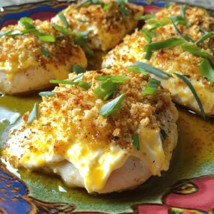 - 4 boneless, skinless chicken breasts - 8 oz cream cheese, softened to room temperature - 1 cup shredded sharp cheddar cheese - 1/2 cup green onions, finely chopped - 1 teaspoon garlic powder - 1 teaspoon onion powder - 1 teaspoon smoked paprika - Salt and freshly ground black pepper to taste - 1 cup seasoned breadcrumbs (for topping) - 2 tablespoons extra-virgin olive oil Each ingredient plays a key part in making this dish special. - Chicken breasts provide a healthy protein base. - Cream cheese adds richness and creaminess. - Sharp cheddar cheese brings a bold flavor to the dish. - Green onions offer freshness and a mild onion taste. - Garlic powder, onion powder, and smoked paprika add depth and warmth. - Salt and pepper enhance all the flavors. - Seasoned breadcrumbs create a crunchy topping. - Olive oil helps the breadcrumbs brown and adds a touch of good fat. Getting the measurements right is key to a tasty meal. Use these tips: - Use dry measuring cups for dry ingredients like cheese and breadcrumbs. - Use a liquid measuring cup for the olive oil. - Level off ingredients with a knife for precise amounts. - Weigh ingredients if possible, especially for cream cheese to ensure smooth mixing. This recipe is simple and fun. With the right ingredients, you can make a flavorful meal that everyone will love. For the complete recipe, check out Baked Cream Cheese Chicken Delight! First, you need to preheat your oven to 375°F (190°C). This step is important for even cooking. Next, take a 9x13 inch baking dish and lightly grease it. You can use non-stick spray or a bit of olive oil. This helps the chicken not to stick to the dish. In a large mixing bowl, gather your ingredients. Add 8 oz of softened cream cheese, 1 cup of shredded sharp cheddar cheese, and 1/2 cup of finely chopped green onions. Then, add 1 teaspoon each of garlic powder, onion powder, and smoked paprika. Don't forget to sprinkle in some salt and pepper. Mix everything well with a fork or spatula until it is smooth. This mixture adds a rich flavor to the chicken. Now, take the boneless, skinless chicken breasts and place them in the greased baking dish. Make sure they have space between them. Season both sides with salt and pepper. This enhances the taste. Next, use a spoon or spatula to spread the cream cheese mixture over the top of each chicken breast. Make it nice and thick. For a crunchy topping, mix 1 cup of seasoned breadcrumbs with 2 tablespoons of olive oil. Sprinkle this over the cream cheese layer. It adds texture and flavor to your dish. Finally, cover the baking dish with aluminum foil. Place it in your preheated oven and bake for 25 minutes. After that, remove the foil and bake for another 15 to 20 minutes. The chicken is ready when it reaches 165°F (74°C) and has a golden-brown topping. Let it rest for a few minutes after baking. This helps keep it juicy. For the full recipe, check the earlier section. To keep your chicken juicy, start with good quality meat. Use boneless, skinless chicken breasts for best results. Always season the chicken well with salt and pepper. This simple step adds flavor and helps retain moisture. Spread the cream cheese mixture generously over the chicken. The cream cheese acts as a barrier, keeping moisture in during baking. Also, cover the dish with foil for the first part of baking. This helps trap steam, keeping the chicken moist. For that satisfying crunch, use seasoned breadcrumbs. They add texture and flavor to the dish. Mix the breadcrumbs with olive oil before adding them on top. This helps them brown nicely in the oven. Don’t skip this step! Bake uncovered for the last 15-20 minutes. This allows the breadcrumbs to crisp up and turn golden brown. Keep an eye on them to avoid burning. One mistake is overcooking the chicken. Use a meat thermometer to check the internal temperature. Aim for 165°F (74°C) for perfectly cooked chicken. Another common error is not letting the chicken rest after baking. Resting allows the juices to redistribute. Avoid skipping this step for the best texture. Lastly, don’t rush the mixing process. Ensure the cream cheese mixture is smooth. This helps it spread evenly on the chicken. For the full recipe, check the link provided. {{image_4}} You can add many herbs and spices to enhance the taste of your dish. Fresh herbs like thyme, rosemary, or parsley can add a lovely aroma. Dried herbs like oregano or basil also work well. For extra heat, consider adding red pepper flakes or cayenne pepper. These flavors can make your chicken pop. Don’t be afraid to mix and match! While cream cheese and cheddar are delicious, you can switch things up with other cheeses. Try using mozzarella for a stretchy, gooey texture. Feta cheese adds a tangy twist that pairs nicely. Goat cheese also offers a creamy flavor. Each cheese brings its own unique taste to the dish. Experiment to find your favorite combination! When serving your baked cream cheese chicken, pick sides that complement it well. Steamed green beans or roasted broccoli add a nice crunch. A simple garden salad brings freshness to the meal. For sauces, a light lemon butter sauce can brighten the flavors. You might also enjoy a zesty barbecue sauce for a smoky kick. These sides and sauces can elevate your meal and make it even more enjoyable. To keep your baked cream cheese chicken fresh, store it in an airtight container. Place it in the fridge within two hours of cooking. This helps keep it safe and tasty. Leftovers can last for about three to four days in the fridge. Make sure to let it cool down before sealing. When you are ready to enjoy your leftovers, preheat your oven to 350°F (175°C). Place the chicken in a baking dish and cover it with foil. This helps to keep the chicken moist. Heat for about 20-25 minutes or until it is warmed through. You can also use a microwave if you're short on time. Heat it in short bursts of 1-2 minutes. Check to make sure it's hot all the way through. You can freeze leftover baked cream cheese chicken for longer storage. Wrap each piece tightly in plastic wrap, then place them in a freezer bag. This prevents freezer burn. It can last up to three months in the freezer. When you are ready to eat it, thaw it in the fridge overnight. Then, follow the reheating instructions for the best results. Enjoy your delicious meal anytime! To make Baked Cream Cheese Chicken healthier, you can use low-fat cream cheese. This swap cuts calories and fat. You can also add more vegetables. Try adding spinach or bell peppers to the cream cheese mix. This adds nutrients and flavor. Use whole grain breadcrumbs for an extra fiber boost. Reducing the cheese amount can also help. Remember, balance is key in any dish. If you want to replace cream cheese, consider Greek yogurt. It has a similar texture and adds protein. Cottage cheese blended until smooth is another great option. For a dairy-free choice, use cashew cream or silken tofu. These options work well in keeping the dish creamy. Each substitute will change the flavor slightly, so choose based on your taste. Yes, you can use frozen chicken breasts. Just remember to thaw them first. It is best to thaw overnight in the fridge. If you are short on time, you can use the microwave. Make sure they are fully thawed to cook evenly. Follow the same baking instructions, and you will have a delicious meal. For best results, check the internal temperature reaches 165°F. This blog gave you a clear look at making baked cream cheese chicken. We covered the key ingredients and their roles, plus tips for perfect results. You learned how to combine flavors and avoid common mistakes. We also explored tasty variations and storage options. For a delicious meal, stick to these steps. Feel free to experiment with flavors and enjoy every bite. Happy cooking!