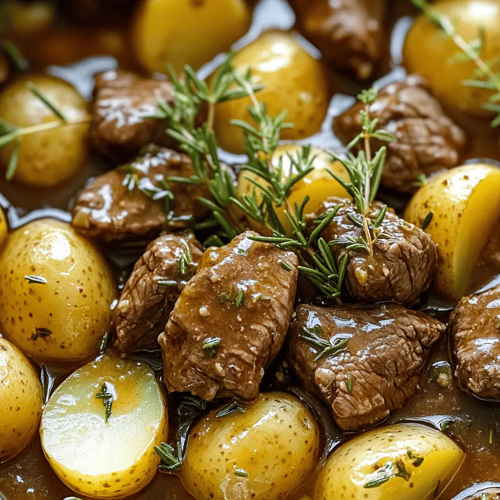 Slow Cooker Garlic Butter Beef Bites & Potatoes Meal