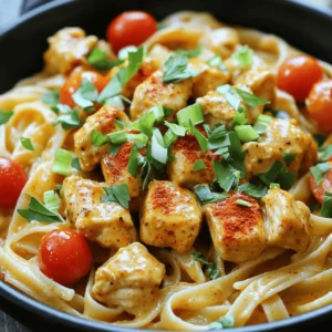 Here are the ingredients you need to make Quick Cowboy Butter Chicken Linguine: - 8 oz linguine pasta - 1 lb chicken breast, cut into bite-sized cubes - 3 tablespoons unsalted butter - 2 cloves garlic, finely minced - 1 teaspoon smoked paprika - 1 teaspoon chili powder - ½ teaspoon cayenne pepper - 1 cup heavy cream - ½ cup cherry tomatoes, halved - ¼ cup green onions, finely chopped - Salt and freshly ground black pepper to taste - Fresh parsley, chopped (for garnish) These ingredients come together to create a rich and hearty dish. The chicken breast adds protein. The butter and cream make it creamy and smooth. The spices bring warmth and flavor. You can adjust the cayenne pepper for more or less heat. The cherry tomatoes add freshness and a pop of color. Fresh parsley gives a nice finish. You can find the full recipe to guide you through the cooking process. Enjoy each step as you dive into this delicious meal! - Bring salted water to a boil in a large pot. - Cook linguine according to package directions until al dente. Cooking the linguine is the first step. Make sure your water is nice and salty. This helps flavor the pasta. Once the pasta is cooked, drain it and save a bit of that water for later. - Heat butter in a skillet over medium heat. - Season and cook chicken until golden brown. Now, let’s sauté the chicken. Start by melting some butter in your skillet. Add your bite-sized chicken pieces. Season with salt, pepper, smoked paprika, chili powder, and cayenne pepper. Cook for about 5-7 minutes. You want it golden brown and fully cooked. Once done, move the chicken to a plate. - Sauté garlic in remaining butter. - Add cream and cherry tomatoes, simmer. In the same skillet, add more butter and minced garlic. Sauté for about a minute. The garlic should smell nice but not burn. Pour in the heavy cream and halved cherry tomatoes. Stir well and let it simmer for 3-4 minutes. The sauce will thicken a bit. - Return chicken to skillet. - Toss with linguine and adjust consistency. Now, it’s time to combine everything. Put the chicken back in the skillet. Add the cooked linguine too. Use tongs to toss it all together. If the mixture is too thick, add a splash of that reserved pasta water. Taste it and add more salt or pepper if needed. - Sprinkle green onions and parsley. - Presentation tips for serving. Before serving, sprinkle chopped green onions and parsley on top. This adds color and flavor. Serve the pasta in deep bowls. Top with extra parsley and a few cherry tomato halves. A side of crusty bread works great with this dish. For the full recipe, feel free to check out the details! To make sure your chicken cooks evenly, cut it into bite-sized cubes. This helps it cook quickly and evenly. When seasoning, don’t be shy! Use salt, pepper, smoked paprika, and chili powder. These spices add flavor and warmth. For extra taste, try marinating the chicken. A simple mix of olive oil, garlic, and lime juice works wonders. Let it sit for 30 minutes, and your chicken will be full of flavor. The sauce must be creamy but not too thick. If it is thick, add a little pasta water. This water has starch that helps the sauce stick to your noodles. When adding cream, pour it slowly. Stir it gently to blend it with the garlic and butter. Cook it just enough to warm through but not boil. This keeps the sauce smooth and rich. This dish shines when served with crusty bread. The bread helps soak up the sauce. You can also add a simple salad for freshness. A mix of greens with a light vinaigrette pairs nicely. For wine, a chilled Sauvignon Blanc works great. Its crispness balances the richness of the sauce. Enjoy this meal with friends, and you’ll impress everyone! For the full recipe, check the detailed instructions above. {{image_4}} You can switch the chicken for shrimp or tofu. Shrimp cooks fast and adds a sweet taste. Tofu gives you a great vegetarian option. Just make sure to press the tofu to remove water. This helps it absorb flavors better. You can change the spice levels to suit your taste. If you like heat, add more cayenne pepper. If you want less spice, cut back on the chili powder. Adding veggies like spinach or bell peppers makes this dish even better. Spinach wilts nicely, while bell peppers add a crunch. For gluten-free options, try using rice noodles or zucchini noodles. These swaps keep the dish light and healthy. You can also look for gluten-free pasta brands. Just check the labels to ensure they meet your needs. Store any leftover Quick Cowboy Butter Chicken Linguine in an airtight container. This keeps the dish fresh and tasty. It lasts up to three days in the fridge. Make sure it cools down before sealing. This helps avoid moisture buildup. When reheating, I prefer the stovetop. Heat a pan over low to medium heat. Add a splash of cream or water to keep it moist. Stir gently until warm. This method keeps the texture nice. If you use a microwave, heat in 30-second intervals. Stir after each interval to avoid hot spots. To freeze, place portions in freezer-safe bags or containers. Remove as much air as you can before sealing. Label them with the date. This dish freezes well for up to three months. For best quality, thaw it overnight in the fridge before reheating. This way, you keep the creamy sauce smooth and delicious. It takes just 30 minutes to make this dish. You will spend 10 minutes prepping. Cooking the linguine and chicken takes about 20 minutes. This quick time makes it perfect for busy nights. Yes, you can prep this dish ahead. Cook the chicken and make the sauce early. Store them in the fridge. When you’re ready, cook the linguine and mix it all together. This makes meal prep easy and fast. Some tasty sides include: - Garlic bread - Steamed broccoli - Mixed green salad - Grilled vegetables These sides balance the creamy pasta and add freshness. This recipe has a mild heat. You can adjust spice levels. Add more cayenne for extra kick. If you prefer less heat, reduce the cayenne or skip it. Make it your own! In this blog post, we explored the steps to create Quick Cowboy Butter Chicken Linguine. We covered each ingredient, from linguine to spices, ensuring you if there's something extra delicious in each bite. I shared tips on sautéing chicken, making a creamy sauce, and even how to dress your dish for serving. Consider experimenting with protein alternatives or adjusting spice levels to fit your taste. Remember, this dish is versatile and easy to store or reheat. Enjoy cooking and savor every bite of this delightful meal.
