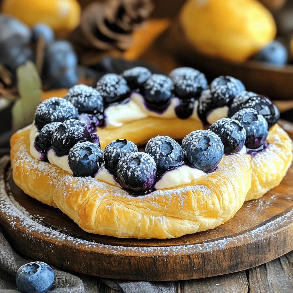 Delicious Blueberry Pastry Rings with Vanilla Cream Filling