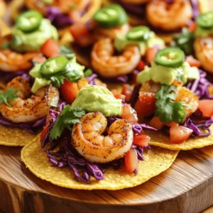 To make tasty mini shrimp tostadas, gather these main ingredients: - 1 pound small shrimp, peeled and deveined - 12 mini corn tortillas - 1 cup shredded red cabbage - 1 ripe avocado, diced - 1/4 cup fresh cilantro, chopped - 1/2 cup diced tomatoes - 1 tablespoon lime juice - 1 teaspoon ground cumin - 2 tablespoons olive oil - Salt and pepper to taste These ingredients create a bright and fresh dish. The shrimp provides protein, while the veggies add crunch and flavor. You can enhance your tostadas with some optional garnishes: - Jalapeño slices for heat - Extra cilantro for freshness - Lime wedges for a zesty finish These extras let you customize each tostada to your liking. When picking shrimp, both fresh and frozen options work well. Fresh shrimp often tastes great but can be hard to find. Frozen shrimp are usually frozen right after catch, keeping them fresh. They are also easy to store. Just remember to thaw them properly before cooking. I recommend using shrimp that are peeled and deveined to save time. For the full recipe, you can check the details on making these delicious mini shrimp tostadas! Start by peeling and deveining 1 pound of small shrimp. Place the shrimp in a medium bowl. Drizzle 2 tablespoons of olive oil over them. Sprinkle in 1 teaspoon of ground cumin, along with salt and pepper to taste. Toss the shrimp gently until they are fully coated. This helps the shrimp soak up all the flavors. Next, heat a skillet on medium heat. Once hot, add the seasoned shrimp. Cook them for about 2-3 minutes on each side. You want them to turn pink and opaque. Once cooked, remove the shrimp from the heat and set them aside. This step is key to keeping the shrimp juicy. In a small bowl, combine 1 ripe diced avocado with 1 tablespoon of lime juice. Add a pinch of salt and a touch of pepper for flavor. Use a fork to mash the avocado slightly. Aim for a chunky texture. This topping keeps the dish creamy and fresh. Now, let’s warm the mini corn tortillas. Heat another skillet over medium heat. Toast each tortilla for about 1-2 minutes on each side. They should feel warm and slightly crisp. This extra step adds a nice crunch. To assemble each tostada, start with a tortilla. Spoon a layer of the shredded red cabbage and diced tomatoes on top. Next, add several pieces of the cooked shrimp. Finish with a dollop of the creamy avocado mixture. For added flair, sprinkle freshly chopped cilantro on top. If you like spice, add sliced jalapeños as a garnish. These steps create a colorful and tasty meal. For the full recipe, follow along with the instructions above. When picking shrimp, look for small, firm ones. Fresh shrimp should smell like the sea. If you choose frozen shrimp, make sure they are not freezer burnt. Check the label for wild-caught or farmed options. Wild-caught shrimp often taste better and have a firmer texture. Toasting mini corn tortillas is key for great flavor. Heat a skillet over medium heat. Place each tortilla in the skillet for 1-2 minutes per side. You want them warm and slightly crisp, not burnt. This step adds a nice crunch to your tostadas. These tostadas shine when served with bright toppings. Add a sprinkle of cilantro for freshness. You can also include jalapeño slices for heat. Serve with lime wedges on the side for extra zest. If you like, pair them with a light salad or chips for a fun meal. Check the Full Recipe for more tips! {{image_4}} If you love heat, try making spicy mini shrimp tostadas. Add diced jalapeños to the shrimp mix. You can also use a spicy sauce like sriracha. This will give the dish a nice kick. You can also sprinkle chili powder on top for extra flavor. Not a shrimp fan? No problem! You can use cooked chicken, tofu, or black beans instead. These options still add protein while keeping the dish hearty. For a seafood taste, try using imitation crab meat. Whichever you choose, follow the same steps for seasoning and cooking. Get creative with sauces! Adding different sauces can change the taste of your tostadas. Try a creamy chipotle sauce for a smoky flavor. A zesty mango salsa can add sweetness and color. You can even use a tangy yogurt sauce for a cool twist. These sauce options can make your tostadas unique and fun to eat. Make sure to check out the Full Recipe for all the steps and tips! To store your leftover mini shrimp tostadas, keep the components separate. Place the shrimp, toppings, and tortillas in airtight containers. This helps keep everything fresh and prevents sogginess. You can store the shrimp in the fridge for up to two days. The tortillas can last about three days, while the toppings should be used within two days for the best flavor. When you're ready to enjoy your leftovers, it’s best to reheat the shrimp. You can use a skillet over medium heat for this. Heat the shrimp for about two minutes or until warm. Avoid overcooking, as this can make them tough. For the tortillas, you can reheat them in the skillet for about one minute on each side. This will bring back their crunch. If you want to prepare ahead, consider freezing the shrimp and toppings separately. Place the cooked shrimp in a freezer-safe bag. Remove as much air as possible and seal it tightly. The shrimp can last up to three months in the freezer. For the toppings, you can freeze the cabbage and tomatoes in separate bags. Just remember to thaw them in the fridge before using. This makes meal prep easy and quick! Yes, you can use pre-cooked shrimp. They are quick and easy. Just warm them in a pan for a minute. This keeps them tender. You can skip the cooking step. However, using raw shrimp gives a fresher taste. It also lets the shrimp absorb the spices better. Mini Shrimp Tostadas pair well with many sides. Here are some tasty options: - Refried beans for a protein boost - A side salad with lime dressing - Fresh corn salsa for a sweet crunch - Rice or quinoa for heartiness - Chips and guacamole for a fun snack You can mix and match these sides. They will enhance your meal and make it more filling. Making Mini Shrimp Tostadas gluten-free is simple. Use corn tortillas instead of flour ones. Corn tortillas are naturally gluten-free. Always check the label for any added ingredients. You can also use lettuce wraps as a base. This adds a fresh crunch and is low in carbs. Enjoy your tostadas with confidence! In this post, we covered how to make Mini Shrimp Tostadas. We discussed important ingredients and the choice between fresh or frozen shrimp. You learned step-by-step instructions to prepare the shrimp, create the avocado topping, and assemble the tostadas. We also shared tips for selecting shrimp, toasting tortillas, and serving ideas. Variations like spicy options and vegetarian substitutes add fun. Finally, we included storage tips for leftovers. Enjoy these tasty bites that bring fresh flavors to your table!
