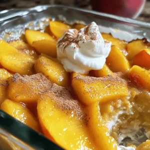 - 4 ripe peaches, thoroughly peeled and elegantly sliced - 1 cup granulated sugar, divided - 1 tablespoon freshly squeezed lemon juice - 1 cup all-purpose flour - 1 ½ teaspoons baking powder - ½ teaspoon salt - 1 cup whole milk - 1 stick (½ cup) unsalted butter, melted - 1 teaspoon pure vanilla extract - ½ teaspoon ground cinnamon, plus more for dusting - Whipped cream or vanilla ice cream for serving I love using ripe peaches in this recipe. They add a sweet and juicy burst of flavor. The sugar balances the tartness of the peaches. Fresh lemon juice brightens the taste. The mix of flour and baking powder gives the pudding its light texture. Salt enhances all the flavors in the dish. Whole milk makes the batter rich and creamy. Melted butter adds a nice depth. Vanilla extract gives a sweet scent, and cinnamon brings warmth. Finally, whipped cream or ice cream makes it special when serving. For the full recipe, check out the [Full Recipe]. You now know how to make a delicious Tennessee Peach Pudding. We covered the ingredients, step-by-step instructions, and helpful tips. You can substitute fruits or modify the recipe for special diets. Store leftovers properly or even freeze them. This dessert is great for any gathering. It’s easy, comforting, and sure to impress. Enjoy making this pudding and impress your friends and family with your skills. Happy baking!
