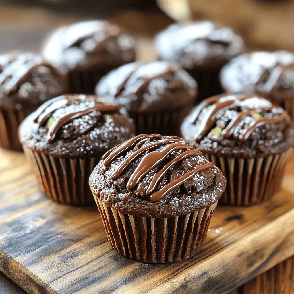 Let's get into the fun part—gathering what you need to make these delicious muffins. Here’s the list of ingredients for your chocolate zucchini muffins: - Medium zucchini (1, grated) - All-purpose flour (1 cup) - Unsweetened cocoa powder (1/2 cup) - Baking soda (1/2 teaspoon) - Baking powder (1/2 teaspoon) - Salt (1/4 teaspoon) - Granulated sugar (1/2 cup) - Brown sugar (1/4 cup, packed) - Vegetable oil (1/3 cup) - Large eggs (2) - Vanilla extract (1 teaspoon) - Chocolate chips (1/2 cup) - Optional: Chopped walnuts or pecans (1/4 cup) These ingredients work together to create a moist, rich muffin. The zucchini adds moisture without a strong taste, making it a secret ingredient. The cocoa powder and chocolate chips bring the chocolate flavor. If you want a bit of crunch, consider adding chopped walnuts or pecans. They add texture and flavor to every bite. You can find the full recipe with details on how to use these ingredients [Full Recipe]. Now that you have your list, you’re ready to bake! - Preheat the oven to 350°F (175°C). - Prepare the muffin tin by lining it with paper or greasing it. - Combine the grated zucchini with both sugars in a bowl and let it rest. This helps the zucchini release moisture. - In a separate bowl, mix the dry ingredients: flour, cocoa powder, baking soda, baking powder, and salt. Ensure these are well combined. - Add vegetable oil, eggs, and vanilla extract to the zucchini mixture. Stir until smooth and mixed well. - Gradually add the dry mixture to the wet ingredients. Fold them gently until just combined to keep the muffins fluffy. - Carefully fold in chocolate chips. If you want, add chopped walnuts or pecans for a tasty crunch. - Spoon the batter into the muffin cups, filling each about three-quarters full. - Place the muffin tin into the preheated oven. Bake for 20-25 minutes. Check with a toothpick; it should come out clean or with a few moist crumbs. - After baking, let the muffins cool in the pan for 5-10 minutes. Then, transfer them to a wire rack to cool completely. For the full recipe, check out the details above. Enjoy your baking! To make perfect chocolate zucchini muffins, check for doneness with the toothpick test. Insert a toothpick into the center of a muffin. If it comes out clean or with a few moist crumbs, your muffins are ready. If there’s wet batter, bake them a few more minutes. Do not overmix your batter. This is key for a nice texture. Gently fold the wet and dry ingredients together. Overmixing can make the muffins tough. Remember, a few lumps are okay. Presentation is important for any treat. For a special touch, dust the muffins with powdered sugar just before serving. It adds a nice look and a hint of sweetness. You can also drizzle melted chocolate on top. This makes the muffins even more decadent and appealing. Enjoy them warm for the best taste! For the full recipe, check here. {{image_4}} You can change your chocolate zucchini muffins easily. Try using whole wheat flour. This adds fiber and a nutty taste. You can also add spices like cinnamon or nutmeg. These spices make your muffins warm and fragrant. Want a gluten-free option? Use almond flour or oat flour instead of regular flour. This keeps the muffins light and delicious. For a vegan twist, replace eggs with flax eggs or applesauce. This keeps the muffins moist and helps them rise nicely. Explore these variations to find your perfect muffin mix. Each change brings a new taste you will love. You can find the full recipe above to start baking today! Store your chocolate zucchini muffins at room temperature. Place them in an airtight container. This keeps them fresh for several days. If you prefer cold muffins, put them in the fridge. However, this may change their texture slightly. These muffins stay fresh for about 3 to 5 days at room temperature. If you want to keep them longer, freezing is a great option. Wrap each muffin tightly in plastic wrap. Then, put them in a freezer bag. They can last for up to 3 months in the freezer. To enjoy, thaw them overnight in the fridge. You can also heat them up in the microwave for a quick treat. For the full recipe, check out the details above! Can I use frozen zucchini? Yes, you can use frozen zucchini! Just thaw it first and squeeze out extra water. This helps keep your muffins moist without being soggy. How do I make these muffins dairy-free? To make chocolate zucchini muffins dairy-free, simply replace eggs with flax eggs or applesauce. Use plant-based milk and dairy-free chocolate chips for a delicious result. What's the best way to reheat muffins? To reheat muffins, place them in the microwave for about 10-15 seconds. You can also warm them in an oven at 350°F for a few minutes. This keeps them soft and tasty. How to customize add-ins for chocolate zucchini muffins? You can add nuts, seeds, or dried fruit. Try walnuts, pecans, or even a pinch of cinnamon. Get creative and make your muffins unique! What other recipes can I make with zucchini? Zucchini is versatile! You can make zucchini bread, fritters, or even zucchini noodles. It’s a great way to sneak in veggies. How do I know when my muffins are done baking? Check for doneness by inserting a toothpick into the center. If it comes out clean or with a few crumbs, they are ready. What's the nutritional value of chocolate zucchini muffins? These muffins are a good source of fiber and vitamins. They also contain healthy fats from the oil and nuts. Check the full recipe for specific nutritional info. You now have a simple and tasty way to make chocolate zucchini muffins. We covered the key ingredients, step-by-step instructions, and helpful tips. You learned about variations and how to store your muffins so they stay fresh. Remember, these muffins can fit many diets and are fun to customize. Try different add-ins and see what you like best. Enjoy your baking adventure!
