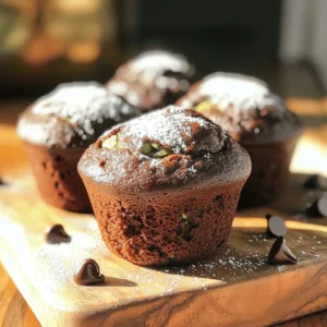 To make these tasty muffins, you need simple and fresh ingredients. Here’s what you need: - 1 cup grated zucchini (about 1 medium zucchini) - 1 cup all-purpose flour - ½ cup unsweetened cocoa powder - ½ teaspoon baking soda - ½ teaspoon baking powder - ¼ teaspoon salt - ½ teaspoon ground cinnamon - ½ cup granulated sugar - ½ cup packed brown sugar - 2 large eggs - ⅓ cup vegetable oil - 1 teaspoon pure vanilla extract - ½ cup semi-sweet chocolate chips These ingredients blend together to create a rich, chocolatey flavor with a moist texture. You can make these muffins even better with a few add-ins. Here are some options to consider: - ¼ cup chopped walnuts - ½ cup extra chocolate chips Feel free to mix and match these add-ins. They add crunch and extra sweetness. Sometimes you might not have all the ingredients. Here are some easy swaps: - Use whole wheat flour instead of all-purpose flour for a healthier option. - Swap vegetable oil with melted coconut oil for a different flavor. - For a dairy-free version, use almond milk in place of eggs. These substitutions work well and keep the muffins delicious. Enjoy experimenting with what you have! For a full recipe, check out the detailed instructions. Start by preheating your oven to 350°F (175°C). This step is key for even baking. While the oven heats, prepare your muffin tin. You can use paper liners or grease the cups lightly. This helps the muffins come out easily after baking. In a large bowl, add the following dry ingredients: - 1 cup all-purpose flour - ½ cup unsweetened cocoa powder - ½ teaspoon baking soda - ½ teaspoon baking powder - ¼ teaspoon salt - ½ teaspoon ground cinnamon Whisk these ingredients together until well combined. This ensures a balanced flavor in your muffins. In another bowl, mix together these wet ingredients: - ½ cup granulated sugar - ½ cup packed brown sugar - 2 large eggs - ⅓ cup vegetable oil - 1 teaspoon pure vanilla extract Whisk them until the mixture is smooth. A good mix helps the muffins rise well. Next, gently fold in 1 cup of grated zucchini. Make sure it’s evenly distributed but don’t over-mix. This keeps the muffins light and fluffy. Gradually add the dry ingredients to the wet mixture. Stir until just combined. Be careful not to overmix, as this can lead to tough muffins. Now, fold in ½ cup semi-sweet chocolate chips and ¼ cup chopped walnuts, if you like. Use a scoop or spoon to fill each muffin cup about ¾ full. Place the muffin tin in the oven and bake for 20-25 minutes. You can check if they are done by inserting a toothpick in the center. If it comes out clean, they are ready! Let the muffins cool in the pan for about 5 minutes, then transfer them to a wire rack. Enjoy these delicious chocolate zucchini muffins warm! When grating zucchini, choose small to medium ones. They have less water and better flavor. Wash them well before grating. Use a box grater or food processor for quick work. After grating, place it in a clean cloth and squeeze out extra moisture. This helps keep your muffins from getting soggy. To keep your muffins moist, don’t skip the oil. It adds richness and moisture. Use fresh eggs, as they help bind and enrich the batter. Avoid overmixing once you combine wet and dry ingredients. This keeps the muffins light and tender. Lastly, add grated zucchini, which brings natural moisture and nutrition. Baking time is key for perfect muffins. Set your timer for 20 minutes and check them. Insert a toothpick into the center; it should come out clean. If the muffins are not done, check every two minutes. Keep an eye on them to avoid overbaking, which can make them dry. Spices can transform your muffins. Add a pinch of nutmeg for warmth. A dash of chili powder can add a fun twist. Ground cinnamon already adds great flavor, but feel free to experiment. You can even mix in citrus zest for a bright note. These small changes will delight your taste buds. For more tips and tricks, check out the Full Recipe for delicious chocolate zucchini muffins! {{image_4}} You can make gluten-free chocolate zucchini muffins easily. Use a gluten-free flour blend instead of all-purpose flour. Look for blends that work well in baking. They often include a mix of rice flour, almond flour, and tapioca starch. Adjust the baking time as needed. Your muffins can still be moist and delicious! To make these muffins vegan, replace eggs with flax eggs. Mix one tablespoon of flaxseed meal with three tablespoons of water. Let it sit for about five minutes. Use plant-based oil instead of vegetable oil. You can also swap in maple syrup or agave for granulated sugar. These changes keep the muffins tasty and plant-based! You can add different flavors to your muffins. Try cinnamon or nutmeg for a warm spice taste. You can also mix in different chocolate chips, like white chocolate or peanut butter chips. Chopped nuts, like pecans or almonds, add crunch. Get creative and make each batch unique! Check out the Full Recipe for more ideas. To keep your chocolate zucchini muffins fresh, store them in an airtight container. Place a paper towel at the bottom of the container. This towel helps absorb moisture. It keeps your muffins soft and prevents sogginess. You can store them at room temperature for up to three days. If you want to keep them longer, consider freezing them. Freezing chocolate zucchini muffins is simple and effective. First, let the muffins cool completely. Wrap each muffin tightly in plastic wrap. Then, place them in a freezer-safe bag or container. Label the bag with the date. You can freeze them for up to three months. When you want a muffin, just take it out and let it thaw at room temperature. To enjoy your muffins warm, reheating is key. Preheat your oven to 350°F. Place the muffins on a baking sheet. Heat them for about 10 minutes. You can also use a microwave. Heat each muffin for 15 to 20 seconds. This method will help keep them moist. Enjoy your fresh-tasting muffins as a tasty snack anytime! For the full recipe, check out the recipe section above. Yes, you can use frozen zucchini. Just thaw it first and drain excess water. This helps keep the muffins from getting too soggy. Frozen zucchini works well and saves time. To check if the muffins are done, insert a toothpick into the center of a muffin. If it comes out clean or with just a few crumbs, they are ready. The tops should also look firm and slightly spring back when touched. You can use carob powder or dark chocolate instead. Both options give a similar flavor. Keep in mind, carob powder is sweeter, so you may want to adjust sugar levels. These muffins stay fresh for about 3-5 days at room temperature. Store them in an airtight container. For longer storage, you can freeze them for up to 3 months. Just thaw and enjoy! For the full recipe, check the instructions above. You learned how to make chocolate zucchini muffins from start to finish. We covered key ingredients, step-by-step instructions, and helpful tips. You now know about variations and how to store your muffins. Enjoy baking these tasty treats. They are fun to make and share. Try different add-ins or flavors to create your own twist. Happy baking, and enjoy every bite!