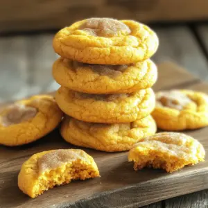 To make soft pumpkin snickerdoodles, gather these ingredients: - 1 cup unsalted butter, softened to room temperature - 1 cup granulated sugar - 1 cup packed light brown sugar - 1 cup canned pumpkin puree (not pumpkin pie filling) - 2 large eggs, at room temperature - 1 teaspoon pure vanilla extract - 3 ½ cups all-purpose flour, sifted - 2 teaspoons ground cinnamon - 1 teaspoon baking soda - 1 teaspoon cream of tartar - ½ teaspoon salt - ½ teaspoon ground nutmeg - ¼ teaspoon ground ginger - ½ cup granulated sugar (for rolling) - 2 tablespoons ground cinnamon (for rolling) You can swap some ingredients for better options. If you're out of unsalted butter, use coconut oil. This keeps the cookies soft. For a lighter dough, replace half the flour with almond flour. If you want a vegan version, substitute eggs with flax eggs. Just mix 1 tablespoon of flaxseed meal with 3 tablespoons of water. Let it sit for 5 minutes before adding. You can also use maple syrup instead of brown sugar for a unique taste. To make your baking process smooth, prep your ingredients first. Soften butter by leaving it out for about 30 minutes. This helps it mix easily. Measure your sugars and pumpkin puree in advance. This way, you won’t rush when mixing. Sift the flour and dry spices together to avoid lumps. This step ensures even mixing. With all ingredients ready, you’ll have a fun and quick baking experience. For the full recipe, refer to the instructions provided earlier. First, preheat your oven to 350°F (175°C). This step is key for even baking. While the oven heats, line a baking sheet with parchment paper. This helps prevent sticking and makes cleanup easier. In a large bowl, mix the softened butter, granulated sugar, and brown sugar. Beat this mixture with a hand mixer or stand mixer for 2-3 minutes. You want it light and fluffy. Then, add the pumpkin puree, eggs, and vanilla extract. Mix on medium speed until smooth and fully blended. This combination gives your cookies that delicious pumpkin flavor. In another bowl, whisk together your dry ingredients. This includes the sifted flour, ground cinnamon, baking soda, cream of tartar, salt, nutmeg, and ginger. Make sure there are no lumps. Gradually add this dry mix to the wet mixture. Stir gently with a spatula until a soft dough forms. Avoid overmixing so your cookies stay tender. For the full recipe, check the detailed instructions provided. To make your snickerdoodles soft, focus on a few key steps. First, use room temperature butter. This helps create a light, fluffy mix when you cream it with sugars. Next, be careful not to overmix the dough. Overmixing can lead to tough cookies. Instead, mix until just combined. Adding pumpkin puree brings moisture to the dough, keeping the cookies soft. Lastly, take them out of the oven while they still look a bit underbaked. They will continue to cook on the baking sheet. If your snickerdoodles turn out hard, check your baking time. Overbaking is a common mistake. If they spread too much, try chilling the dough for 30 minutes before baking. This helps control their shape. If they are too dry, consider adding a bit more pumpkin puree next time. Always measure flour correctly, too. Spoon it into your measuring cup and level it off instead of scooping directly from the bag. Having the right tools makes baking easier and more fun. You need a reliable hand mixer or stand mixer for creaming butter and sugars. A set of measuring cups and spoons is essential for accuracy. Use a large mixing bowl for combining ingredients. Parchment paper is a must for lining your baking sheet. It prevents sticking and helps with even baking. Finally, a cookie scoop is handy for portioning your dough evenly. For the best results, invest in good-quality bakeware. For the full recipe and more tips, check out the [Full Recipe]. {{image_4}} You can make your Soft Pumpkin Snickerdoodles even more fun. Add chocolate chips or nuts to the dough. I love using semi-sweet chocolate chips. They melt slightly and add a rich flavor. Walnuts or pecans also work well. Just mix in about a cup of your choice. This small change makes a big difference in taste and texture. While the classic recipe uses cinnamon, you can mix it up with other spices. Try adding allspice or cardamom for a unique flavor. A half teaspoon of each can give you a warm and cozy taste. You can even increase the nutmeg for a stronger pumpkin flavor. Experimenting with spices can lead to fun new twists on the classic. If you need a gluten-free version, swap all-purpose flour for a gluten-free blend. Make sure it contains xanthan gum for a better texture. To create a vegan option, replace the butter with coconut oil. Use flaxseed meal mixed with water instead of eggs. These changes keep the cookies soft and delicious while meeting different diets. Check out the Full Recipe to see how to make these variations work! To keep your soft pumpkin snickerdoodles fresh, store them in an airtight container. Line the bottom with parchment paper. This helps absorb moisture. Keep the cookies at room temperature. They will stay soft and tasty for several days. If you live in a humid area, consider placing a slice of bread in the container. This will help keep them moist. You can freeze both the cookie dough and the baked cookies. To freeze the dough, scoop and roll the balls as usual. Place them on a baking sheet and freeze until firm. Then, transfer them to a freezer bag. This way, you can bake fresh cookies whenever you want. For baked cookies, let them cool completely. Place them in an airtight container or freezer bag. They can last up to three months in the freezer. When stored properly, fresh cookies last about 5 to 7 days. If you freeze them, they can stay fresh for up to three months. Always check for any signs of freezer burn or odd smells before eating. Enjoy your soft pumpkin snickerdoodles even after a while by following these storage tips. For more details on making these cookies, check the Full Recipe. Yes, you can use homemade pumpkin puree. Just make sure it is smooth and not watery. If you make it yourself, cook the pumpkin until soft, then mash it well. This will give your snickerdoodles a fresh taste and keep them soft. Snickerdoodles are soft due to a few key factors. First, the right balance of butter and sugar creates a tender base. Using cream of tartar gives them their signature softness. Lastly, do not overbake them. They should be slightly underbaked for the best texture. To check if the cookies are done, look for lightly golden edges. The center should be soft and puffy. If you gently press the top, it should spring back. Remember, they will continue to cook slightly after you take them out of the oven. Yes, you can double the recipe easily. Just use twice the amount of each ingredient. Make sure your mixing bowl is large enough to hold all the dough. This way, you can enjoy even more soft pumpkin snickerdoodles! For the complete recipe, check the Full Recipe section. In this blog post, we covered all you need to know about snickerdoodles. We discussed the key ingredients, how to prepare them, and step-by-step baking instructions. I shared tips for perfect cookies and variations to try. You learned proper storage and answers to common questions. Remember, baking is fun, and these cookies can be made in many ways. Get creative and enjoy every bite!