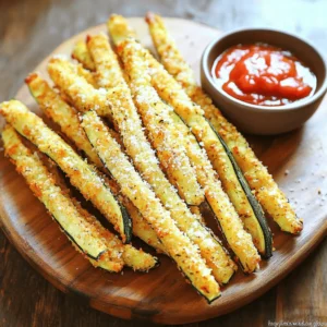 - 2 medium zucchinis - 1 cup panko breadcrumbs - 1/2 cup freshly grated Parmesan cheese - 1 teaspoon garlic powder - 1 teaspoon onion powder - 1/2 teaspoon smoked paprika - 1/2 teaspoon sea salt - 1/4 teaspoon freshly ground black pepper - 2 large eggs - 1 tablespoon Dijon mustard - Olive oil spray or cooking spray When you make crispy baked zucchini fries, you need fresh ingredients. Start with two medium zucchinis cut into fry-shaped sticks. Panko breadcrumbs give the fries a nice crunch. Parmesan cheese adds a rich flavor. Garlic powder and onion powder bring a savory touch. Smoked paprika adds a subtle warmth. Sea salt and black pepper bring everything together. You can swap out some ingredients if needed. For example, use crushed cornflakes instead of panko. If you prefer dairy-free, try a vegan cheese. You can also use low-sodium seasonings for a healthier option. Zucchini is low in calories and high in nutrients. It contains vitamins A and C, which are good for your skin and eyes. Zucchini also has fiber, which helps digestion. Baking instead of frying keeps the fries healthier. You reduce calories and fat while still enjoying a tasty snack. For more details on the full recipe, check out the [Full Recipe]. First, preheat your oven to 425°F (220°C). This high heat helps make the fries crispy. Next, line a baking sheet with parchment paper. This step prevents sticking and makes cleanup easy. You will also need a few kitchen tools. Grab a medium mixing bowl, a whisk, and a sharp knife. A baking sheet or a large plate for coating will also help. Now, let’s prepare the breading mixture. In a medium mixing bowl, combine the panko breadcrumbs, Parmesan cheese, garlic powder, onion powder, smoked paprika, sea salt, and black pepper. Mix this well until all ingredients are evenly blended. Next, make the egg wash. Crack the two eggs in another bowl and add Dijon mustard. Whisk this mixture until it is smooth and well combined. To coat the zucchini fries, take each fry and dip it into the egg wash first. Let any extra egg drip off. Then, roll the zucchini in the breadcrumb mixture. Make sure each fry is fully coated. Press gently to help the crumbs stick well. Now, it’s time to arrange the zucchini fries. Place the coated fries in a single layer on the parchment-lined baking sheet. Make sure they do not touch each other. This spacing allows hot air to circulate, making them crispy. For an extra touch, lightly spray the tops with olive oil. Bake the zucchini fries for 20 to 25 minutes. Remember to flip them halfway through cooking. Flipping helps them cook evenly and get a golden color on both sides. When they look crispy and golden, they are ready to enjoy. To get the best crunch, bake your zucchini fries at 425°F (220°C). This hot temp helps them turn golden brown. Bake them for 20-25 minutes. Flip them halfway for even cooking. Using olive oil spray is key! Spray it lightly on the fries before baking. This will help create a crispy crust without using too much oil. Dipping sauces make everything better! I love serving these fries with marinara or ranch. You can also try spicy aioli for a kick. For fun serving ideas, place the fries in a tall glass. Line the glass with parchment paper. Add a small bowl of sauce on the side. This will wow your guests! One big mistake is overcrowding the baking sheet. Make sure the fries are in a single layer. If they touch, they won’t crisp up well. Another mistake is not coating the fries properly. Dip each fry in the egg wash first. Then roll it in the breadcrumb mix. Press down gently to help the crumbs stick. Follow these tips for perfect crispy baked zucchini fries! For the complete recipe, check the Full Recipe section. {{image_4}} You can boost the taste of your zucchini fries. Adding spices makes them pop. I love using cayenne for a spicy kick. Italian herbs like oregano or basil add a fresh flavor. You can also switch up the cheese. Try mozzarella for a gooey texture. For a sharp taste, use aged cheddar. Each cheese brings a unique twist to these fries. Zucchini isn't the only veggie you can use for fries. Carrots, sweet potatoes, and eggplants work great too. Just cut them into fry shapes like zucchini. To adapt the recipe for sweet potatoes, slice them thin. They need a bit more time in the oven, so adjust baking time accordingly. For eggplants, slice them thick for a hearty bite. If you need gluten-free fries, I have tips for you! Use crushed cornflakes or gluten-free panko for the breading. They will still be crunchy and delicious. Check labels on all ingredients. Some sauces or mustards may contain gluten. Always choose certified gluten-free products to stay safe. For the full recipe, check out the complete guide to Crispy Baked Zucchini Fries. To keep uneaten zucchini fries fresh, store them in airtight containers. Glass or plastic containers with tight lids work best. You can also use resealable plastic bags. Make sure to squeeze out as much air as possible to prevent sogginess. Place the fries in the fridge if you plan to eat them within three days. When reheating, you want to keep that crispy texture. The oven is your best bet. Preheat it to 400°F (200°C). Spread the fries on a baking sheet and heat for about 10 minutes. Flip them halfway to ensure even crispiness. If you use a microwave, they might get soft. If you must use it, heat in short bursts, checking often. To freeze zucchini fries, let them cool completely first. Then, place them in a single layer on a baking sheet. Freeze until solid, then transfer to a freezer bag. This way, they won’t stick together. When you want to cook from frozen, bake straight from the freezer. Add a few extra minutes to the cooking time. This keeps them crispy and delicious. For the complete recipe, check out the [Full Recipe]. You can use egg replacers like flaxseed meal or chia seeds. Mix one tablespoon of flaxseed meal or chia seeds with three tablespoons of water. Let it sit for five minutes to thicken. You can also use unsweetened applesauce or silken tofu as a binder. Each option works well to keep the breading on the zucchini. Yes, you can use regular breadcrumbs. However, panko breadcrumbs are lighter and crispier. Regular breadcrumbs may not give the same crunch. If you use them, try to toast them slightly in a pan for more texture. Zucchini fries last about three days in the fridge. Check for any sliminess or off smell before eating. If they look or smell bad, it’s best to toss them. Great dips include marinara sauce, ranch dressing, or garlic aioli. You can also try spicy ketchup or tzatziki for a twist. Each adds a fun flavor to the crispy zucchini fries. You can bake them at a lower temperature, but it may take longer. If you lower the heat to 375°F (190°C), check them after 30 minutes. Keep an eye on them to ensure they become golden and crispy. For the best results, stick to the recommended 425°F (220°C). Zucchini fries are easy and fun to make. We covered ingredients, cooking steps, and helpful tips. You learned about substitutions, health benefits, and common mistakes. Enjoy experimenting with flavors and creative serving ideas. Remember, baking, not frying, keeps it healthy and tasty. Follow the storage tips for fresh leftovers. I hope you feel excited to try this recipe. Zucchini fries can be a delicious addition to your meals!