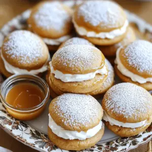 For the best apple cider whoopie pies, gather these ingredients: - 2 cups all-purpose flour - 1 teaspoon baking powder - 1 teaspoon baking soda - 1 teaspoon ground cinnamon - 1/2 teaspoon ground nutmeg - 1/4 teaspoon salt - 1/2 cup unsalted butter, softened - 1 cup brown sugar, packed - 1 large egg - 1 teaspoon vanilla extract - 1 cup apple cider - 1/2 cup unsweetened applesauce - 1 cup powdered sugar - 3 ounces cream cheese, softened - 1 tablespoon pure maple syrup You will need some tools to make this recipe easier: - Two baking sheets - Parchment paper - Two mixing bowls - Hand mixer or whisk - Measuring cups and spoons - Tablespoon for dough scooping - Wire rack for cooling You can easily swap some ingredients if needed: - Use whole wheat flour for a nuttier taste. - Swap brown sugar with white sugar for less molasses flavor. - If you don’t have cream cheese, try mascarpone or Greek yogurt. - Maple syrup can be replaced with honey or agave syrup. - Applesauce can be left out, but it adds moisture. These options help you customize your whoopie pies for what you have on hand. For the full recipe, check the details above. Before you start baking, gather your ingredients. You need: - 2 cups all-purpose flour - 1 teaspoon baking powder - 1 teaspoon baking soda - 1 teaspoon ground cinnamon - 1/2 teaspoon ground nutmeg - 1/4 teaspoon salt - 1/2 cup unsalted butter, softened - 1 cup brown sugar, packed - 1 large egg - 1 teaspoon vanilla extract - 1 cup apple cider - 1/2 cup unsweetened applesauce - 1 cup powdered sugar - 3 ounces cream cheese, softened - 1 tablespoon pure maple syrup Next, preheat your oven to 350°F (175°C). Line two baking sheets with parchment paper. This helps with easy cleanup later. In a medium bowl, mix the flour, baking powder, baking soda, cinnamon, nutmeg, and salt. Whisk them well so they blend nicely. Set this bowl aside. In a large bowl, beat the softened butter and brown sugar until fluffy. This should take about 2-3 minutes. Then, add the egg and vanilla extract. Mix until smooth. Now, it’s time to combine the dry mix with the wet mix. Start by adding a little flour mix, then some apple cider, followed by applesauce. Alternate these until everything is just combined. Don't overmix; that will make them tough. Using a tablespoon, scoop rounded dollops of the batter onto your baking sheets. Leave space between each dollop. This allows them to spread when baking. Bake for 12-15 minutes until the edges are lightly golden. Let them cool for 5 minutes on the sheets, then move them to wire racks to cool completely. For the filling, grab a separate bowl. Combine the softened cream cheese, powdered sugar, and maple syrup. Beat these together until smooth and creamy. When your whoopie pies are cool, take one cookie. Spread a generous tablespoon of the cream cheese filling on its flat side. Put another cookie on top, flat side down, to form a sandwich. Do this until all cookies are filled. For a fun twist, arrange your whoopie pies on a pretty platter. Dust the tops with powdered sugar. You might add a small bowl of caramel sauce for an extra treat. Enjoy your delicious Apple Cider Whoopie Pies! For the complete recipe, check [Full Recipe]. To get the best texture for your apple cider whoopie pies, focus on mixing. Cream the butter and sugar until light and fluffy. This step adds air, making your pies soft. When adding the dry mix and liquids, do it slowly. Alternate between them to keep the batter smooth. Overmixing can lead to tough pies, so mix just until blended. One common mistake is using cold butter. Always use softened butter for better mixing. Another mistake is not measuring flour correctly. Too much flour makes your pies dense. Make sure to spoon it into your measuring cup and level it off. Lastly, don't skip cooling the cookies before filling. Warm cookies can make the filling melt and run. Presentation matters, even for delicious treats like these. Arrange your whoopie pies on a nice platter. Dust the tops with powdered sugar for a sweet touch. You can add a small bowl of caramel sauce next to them. This adds a fun dip option. For an elegant look, consider garnishing with apple slices or cinnamon sticks. These ideas will impress your guests! {{image_4}} You can mix up the filling for your whoopie pies. Try using flavored cream cheese, like pumpkin spice or maple. You could also use a simple buttercream. Whipped cream works well too. Add a little cinnamon or nutmeg for extra flavor. Even a fruity filling, such as apple butter or caramel, can make your whoopie pies unique. Want to boost the flavor? Add a splash of bourbon to the filling. It gives a nice kick. You can also mix in some chopped nuts, like walnuts or pecans, to add texture. For a sweet twist, consider folding in mini chocolate chips. This creates a delightful contrast with the apple cider base. Seasonal ingredients can change the game. In fall, you can add pumpkin puree to the batter. During winter, try spiced apple cider for that cozy taste. In spring, fresh lemon zest adds brightness. For summer, consider using fresh berries in your filling. Each season brings new flavors to explore, making your whoopie pies fresh and fun. I recommend storing your whoopie pies in an airtight container. This keeps them fresh and moist. You can layer parchment paper between each pie to avoid sticking. If you plan to eat them within a few days, keep them at room temperature. If you need more time, refrigerate them. When stored correctly, whoopie pies can last up to five days at room temperature. If you refrigerate them, they can stay fresh for about a week. However, the texture may change slightly after a few days in the fridge. Always check for any signs of spoilage before enjoying! If you want to save your whoopie pies for later, freezing is a great option. Wrap each pie in plastic wrap and then place them in a freezer bag. They can last up to three months in the freezer. To thaw, simply take them out and leave them at room temperature for a few hours. This way, you can enjoy your apple cider whoopie pies whenever you want! For the full recipe, check the earlier section. Whoopie pies are soft, cake-like cookies that form a sandwich. They have a creamy filling between two cookies. These treats are often round and can be made in many flavors. I love the blend of textures and tastes in each bite. Apple cider whoopie pies have a warm, spiced flavor that is perfect for fall. Yes, you can make whoopie pies ahead of time. Prepare the cookies and filling separately. Store the cookies in an airtight container. Keep the filling in the fridge. When you are ready to serve, assemble them. This helps keep the cookies fresh and soft. Serve whoopie pies on a nice platter for a fun look. You can dust them with powdered sugar for extra flair. Pair them with a bowl of caramel sauce for dipping. This adds a rich contrast to the sweet filling. They are great for parties or a cozy treat at home. Whoopie pies and cupcakes are different in shape and texture. Cupcakes are baked in a cup and topped with frosting. Whoopie pies are flat cookies with filling in between. Both are delicious, but whoopie pies are easier to hold and eat. You can enjoy them without utensils. Whoopie pies come from the United States, often linked to Maine and Pennsylvania. They were made by Amish communities as a treat. The name "whoopie" may come from the joy of eating them. Over the years, they have become a beloved dessert across the country. You learned about making whoopie pies through detailed steps and useful tips. We covered ingredients, preparation, baking, and creative filling ideas. Each section aims to help you create the best whoopie pies. Remember to experiment with flavors and try different fillings for fun twists. Store them carefully to keep them fresh. Enjoy your baking journey and impress friends with your tasty treats!