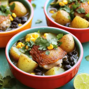To make this hearty One Pot Hatch Green Chile Stew, you will need: - 1 lb boneless, skinless chicken thighs, cut into bite-sized pieces - 2 tablespoons olive oil - 1 medium onion, finely diced - 3 cloves garlic, minced - 2 cups roasted Hatch green chiles, chopped (adjust heat according to preference) - 3 medium potatoes, peeled and diced - 4 cups chicken broth - 1 teaspoon ground cumin - 1 teaspoon smoked paprika - Salt and pepper, to taste - 1 cup corn kernels (either fresh or frozen) - 1 cup black beans, rinsed and drained - Fresh cilantro leaves, for garnishing - Lime wedges, for serving You can enhance the stew with these extra ingredients: - 1 can diced tomatoes for a richer base - 1 teaspoon chili powder for more heat - 1 bell pepper, diced, for added crunch - A splash of lime juice for extra zest - Avocado slices for creaminess If you have any dietary restrictions, consider these substitutes: - Use turkey or tofu instead of chicken for a leaner option. - Replace chicken broth with vegetable broth for a vegetarian version. - Use sweet potatoes instead of regular potatoes for a twist. - Swap black beans for kidney beans or pinto beans if preferred. - Garnish with parsley instead of cilantro if you dislike its flavor. These thoughtful choices keep the dish delicious while meeting your needs. This stew is all about personal taste and creativity! For the full recipe, refer to the noted section. Start by heating olive oil in a large pot over medium heat. The oil should shimmer but not smoke. Add the diced onion and cook for about 5 minutes. You want the onion to turn soft and clear. Next, mix in the minced garlic and stir for one minute. Be careful; burnt garlic can ruin the flavor. Then, add the chicken pieces to the pot. Cook them for 5 to 7 minutes, stirring often. The chicken should be light brown and not pink in the center. Now it’s time for the fun part! Add the chopped Hatch green chiles, diced potatoes, ground cumin, smoked paprika, and some salt and pepper. Stir everything well so the spices coat the chicken and veggies. Pour in the chicken broth, and bring the mix to a gentle boil. Once it bubbles, lower the heat and cover the pot. Let it simmer for 20 to 25 minutes. The potatoes should be soft when poked with a fork, and the chicken will be cooked through. After that, stir in the corn and black beans. Let them warm up for about 5 minutes. Taste the stew and add more salt or pepper if needed. Finally, ladle the stew into bowls, sprinkle fresh cilantro on top, and serve with lime wedges for a zesty kick! To get the best browning on your chicken, don’t overcrowd the pot. If needed, cook the chicken in batches. Make sure the pot is hot enough before adding the chicken. This will help it sear nicely. When cooking the onions, stir them often, but let them sit for a bit to get color. This gives your stew a richer flavor. Spices are key to this dish’s success. Ground cumin adds warmth. Smoked paprika gives a nice, smoky taste. Feel free to adjust the spice levels based on your taste. If you like it hot, add more Hatch green chiles. Fresh herbs like cilantro at the end add freshness and color. They brighten the dish and enhance the flavors. For a deeper flavor, let the stew sit for a few minutes before serving. This helps the spices meld together nicely. For the complete recipe, check out the Full Recipe. To make a great stew, start with a solid base. Use fresh ingredients for the best taste. I recommend browning the chicken first. This adds depth to the flavor. Sauté the onions and garlic until they are soft. This step creates a fragrant start. Use a large pot to give the stew room to simmer. Stir often to prevent sticking. Let it cook slowly for the best results. Patience is key! Presentation matters! Serve your stew in bright, colorful bowls. It makes the dish look more inviting. Add a sprinkle of fresh cilantro on top. This adds both color and flavor. Lime wedges on the side are a must. They provide a zesty kick. You can also serve it with warm tortillas or crusty bread. This helps soak up the delicious broth. Hatch green chiles can vary in heat. If you like it spicy, add more chiles. If you prefer a milder flavor, use fewer. Always taste as you go. This helps you find the right balance for your palate. Remember, you can always add more heat but can’t take it away. Adjust according to your taste and enjoy your meal! For the full recipe, check the earlier section. {{image_4}} You can make this stew vegetarian or vegan. Swap the chicken for hearty veggies. Use mushrooms, zucchini, or eggplant for texture. For protein, add chickpeas or lentils. Replace chicken broth with vegetable broth for a rich base. This keeps the stew flavorful and satisfying without meat. You can still enjoy the spicy pop of Hatch green chiles in every bite. If you prefer a different protein, you can use beef or pork. Cut beef into chunks and brown it like chicken. For pork, choose lean cuts like tenderloin. For a lighter option, use shrimp. Just add shrimp near the end to avoid overcooking. Each protein brings its own flavor and texture. Feel free to adjust the spices to suit the meat you choose. This stew pairs well with many sides. Serve it with warm tortillas or crusty bread. Both soak up the rich broth nicely. If you want something lighter, a fresh salad works great. Try a simple green salad with lime dressing. You can also serve rice or quinoa for a filling meal. Each side adds a unique twist to your dining experience. Check out the Full Recipe for more tips on making this dish shine! After enjoying your stew, let it cool down. Pour the cooled stew into an airtight container. Make sure to seal it tight. Store it in the fridge for up to three days. This helps keep the flavors fresh. When you’re ready to enjoy your leftovers, take them out of the fridge. Pour the stew into a pot and heat it over medium-low. Stir it often to heat evenly. You can also microwave it in a bowl. Heat it in short bursts, stirring in between. Make sure it is hot all the way through before eating. If you want to save some stew for later, freezing is a great option. Use freezer-safe containers or bags. Leave some space at the top, as the stew will expand when frozen. Label the containers with the date. You can freeze the stew for up to three months. When you’re ready to eat, thaw it in the fridge overnight before reheating. Enjoy this hearty dish anytime! For the complete recipe, check the Full Recipe. Yes, you can use other chiles! If you want a milder taste, try poblano or Anaheim chiles. If you like heat, jalapeños or serranos work well. Each type of chile brings its own flavor and spice level. Just remember to adjust the amount based on your taste. This stew stays fresh in the fridge for about 3 to 4 days. Store it in an airtight container. If you want to keep it longer, consider freezing it. This way, you can enjoy it later without losing flavor. Absolutely! To make this stew in a slow cooker, simply follow the same steps for browning the chicken and sautéing the onions and garlic. Then, add all ingredients to the slow cooker. Cook on low for 6-8 hours or on high for 3-4 hours. You will still enjoy a rich and hearty stew. For the full recipe, check it out [here](#). In this article, we covered the key ingredients for your stew, cooking steps, and tips to enhance flavor. You learned how to adjust recipes for special diets and make delightful variations. Storing and reheating your stew was also discussed to ensure freshness. Remember, cooking is about creativity. Enjoy experimenting with flavors, ingredients, and your unique touch. Make this dish your own and share it with friends and family. Happy cooking!