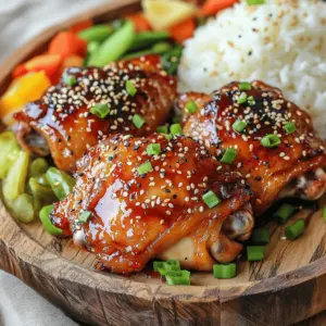 - 4 boneless, skinless chicken thighs - 4 tablespoons soy sauce (preferably low-sodium) - 3 tablespoons honey or maple syrup (for a vegan option, use maple syrup) - 4 cloves garlic, finely minced - 1 teaspoon fresh ginger, grated - 1 teaspoon sesame oil - 1 tablespoon gochujang (Korean chili paste) for a spicy kick - Salt and pepper, to taste - Sesame seeds, for garnish - Chopped green onions, for garnish The main ingredients are simple yet flavorful. Chicken thighs are juicy and cook well in the air fryer. Soy sauce adds a rich taste, while honey or maple syrup gives a sweet touch. For spices, garlic and ginger bring depth to the dish. Sesame oil adds a nutty flavor. You can adjust the gochujang for spice. Salt and pepper enhance the overall taste. Garnishes like sesame seeds and green onions finish the dish. They add color and crunch, making your meal look beautiful. For the full recipe, check out the detailed instructions. Combining Ingredients First, gather your ingredients. You need soy sauce, honey or maple syrup, apple cider vinegar, minced garlic, grated ginger, sesame oil, and gochujang if you want some heat. In a medium bowl, whisk these together until well mixed. This simple mix brings out the best in chicken. Marinating the Chicken Next, take your chicken thighs and season them with salt and pepper. Place them in a shallow dish or a resealable plastic bag. Pour the marinade over the chicken, ensuring each piece is well-coated. Seal the bag or cover the dish and refrigerate. Let the chicken marinate for at least 30 minutes. For the best flavor, aim for 2 hours. Preheat Instructions While the chicken marinates, preheat your air fryer to 375°F (190°C). This step is key to getting that crispy exterior. Preparing Chicken for Cooking After marinating, remove the chicken from the bag or dish. Allow excess marinade to drip off. Discard the leftover marinade to keep things safe. Arrange the chicken thighs in a single layer in the air fryer basket. Avoid overcrowding to ensure even cooking. Cooking Time and Temperature Cook the chicken thighs for 18-20 minutes. Flip them halfway through the cooking time for even browning. Flipping and Checking Doneness Check the internal temperature with a meat thermometer. It should reach 165°F (75°C) for safe eating. The chicken should have a golden brown color and a nice crunch on the outside. Once done, carefully remove the chicken from the air fryer. Let it rest for a few minutes to keep it juicy. For the full recipe, be sure to check the ingredients and presentation tips! Marination Time Suggestions Marinade your chicken thighs for at least 30 minutes. For the best flavor, aim for 2 hours. The longer you marinate, the more the flavors soak in. If you have time, try marinating overnight. Secret Ingredients Try adding a splash of lime juice for a zesty twist. You can also mix in a bit of brown sugar to deepen the sweetness. Both can add layers of flavor to your dish. Cooking in Batches Don't crowd the air fryer basket. If the chicken thighs are too close, they won't cook evenly. Cook in batches if needed. This helps each piece get crispy and brown. Ensuring Even Cooking Flip the chicken halfway through cooking. This ensures both sides get that delicious golden color. Use a meat thermometer to check for doneness. Aim for an internal temperature of 165°F. Plating Suggestions Serve the chicken on a large, colorful platter. Sprinkle extra sesame seeds and green onions on top. This not only looks good but also adds fresh flavors. Complementary Side Dishes Pair your chicken with fluffy steamed rice. Add a side of pickled vegetables for a crunchy contrast. These sides will balance the savory chicken and make your meal complete. For the full recipe, check out the [Full Recipe]. {{image_4}} How can you add spice to your Korean soy garlic chicken? Start by adjusting the gochujang levels. If you like heat, add more gochujang. Just a tablespoon will give a nice kick. For extra spice, try sriracha or chili flakes. These options can change the flavor profile while keeping it delicious. What if you want to try a different meat? You can substitute chicken thighs with chicken breasts, pork, or even tofu. Chicken breasts will cook faster, needing about 15-18 minutes in the air fryer. For pork, aim for a similar time but check doneness with a meat thermometer. Tofu will need about 12-15 minutes, ensuring it’s crispy outside. What if you need to change the sauce? For vegan options, use maple syrup instead of honey. This keeps it sweet and tasty. If you want a gluten-free sauce, choose tamari instead of soy sauce. This swap keeps the flavor while making it safe for gluten-free diets. - How to Store Leftovers: Store leftover chicken thighs in an airtight container. Make sure they cool down first before sealing them. This will keep them fresh longer. - Best Practices for Reheating: Reheat in the air fryer at 350°F for 5-7 minutes. This helps keep them crispy. You can also use a microwave, but the texture may change. - Freezing Instructions: Wrap the chicken tightly in plastic wrap and then in aluminum foil. This prevents freezer burn. You can also use a freezer bag. - Thawing Tips: Thaw chicken thighs in the fridge overnight. If you need them fast, place the wrapped chicken in cold water for about 1-2 hours. - How Long to Keep: Refrigerated chicken lasts 3-4 days. Frozen chicken can last 4-6 months. - Signs of Spoilage: Look for a sour smell or a slimy texture. If you see any discoloration, it's best to throw it out. Can I use chicken breast instead of thighs? Yes, you can use chicken breast. However, thighs are more juicy and tender. Breasts cook faster, so watch them closely. Cook them for about 15-18 minutes at the same temperature. How do I know if my chicken is cooked through? The best way is to check the internal temperature. Use a meat thermometer. It should read 165°F (75°C). The juices should run clear, not pink. Can I marinate the chicken overnight? Yes, marinating overnight is great. It allows the flavors to soak in more. Just remember to cover it well and store it in the fridge. What can I serve with Air Fryer Korean Soy Garlic Chicken Thighs? Serve it with steamed rice for a full meal. You can also add pickled veggies for crunch. A fresh salad works well too! What is the benefit of using an air fryer? An air fryer cooks food quickly and evenly. It gives you crispy skin without deep frying. It also uses less oil, making it a healthier option. Can I cook frozen chicken in the air fryer? Yes, you can cook frozen chicken in the air fryer. Just add a few extra minutes to the cook time. Make sure to check the internal temperature to ensure it’s safe to eat. This article covered how to make Air Fryer Korean Soy Garlic Chicken Thighs. We explored the main and optional ingredients, along with spices to enhance flavors. The step-by-step instructions guide you from marinating to cooking the chicken. I shared tips for flavor, cooking, and presentation. We also discussed variations and how to store leftovers. Cooking can be fun and simple. You can enjoy delicious meals with just a few steps.