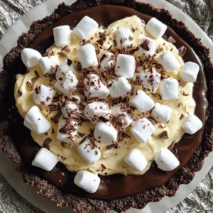 To make Mississippi Mud Pie, gather these ingredients: - For the crust: - 1 ½ cups chocolate cookie crumbs - ½ cup unsalted butter, melted - 1 tablespoon granulated sugar - For the filling: - 1 cup granulated sugar - 1 cup packed brown sugar - ½ cup unsweetened cocoa powder - 4 large eggs - 1 teaspoon vanilla extract - ½ cup unsalted butter, melted - For the topping: - 2 cups whipped cream (store-bought or homemade) - ½ cup mini marshmallows - ¼ cup chocolate shavings or chocolate chips You can customize this pie. Try these swaps: - Use graham cracker crumbs for the crust. - Swap unsweetened cocoa with dark cocoa for a richer taste. - Replace granulated sugar with coconut sugar for a healthier option. - Use egg substitutes like applesauce or flaxseed meal for a vegan version. When choosing ingredients, quality matters. Here are my tips: - Pick chocolate cookie crumbs with real cocoa for better flavor. - Ensure your butter is unsalted. This helps control the pie's saltiness. - For the filling, use fresh eggs for the best rise and texture. - Choose pure vanilla extract over imitation for a richer taste. - Use heavy cream for whipped cream. It will hold up better on top. These choices make your Mississippi Mud Pie stand out! For the complete recipe, check out the Full Recipe. To start, preheat your oven to 350°F (175°C). Grab a mixing bowl and add 1 ½ cups of chocolate cookie crumbs. Then, pour in ½ cup of melted unsalted butter and 1 tablespoon of granulated sugar. Mix these ingredients until they blend well. Now, take this mixture and press it firmly into a 9-inch pie dish. Make sure it covers the bottom and sides evenly. Bake your crust for 10 minutes, then take it out and let it cool completely. In a large mixing bowl, whisk together 1 cup of granulated sugar, 1 cup of packed brown sugar, and ½ cup of unsweetened cocoa powder. Once they are mixed, add 4 large eggs, 1 teaspoon of vanilla extract, and ½ cup of melted unsalted butter. Whisk these together until your mixture is smooth and free of lumps. This is your rich filling that will make the pie so tasty. Next, pour the chocolate filling into your cooled crust. Spread it out evenly. Place the pie back in the oven and bake for 30-35 minutes. Your filling should be set but still soft in the center. This gives it that fudgy texture we love. After baking, let the pie cool on a wire rack. Once cool, refrigerate it for at least 2 hours to firm up. This chilling step is key for the best flavor and texture. To get the best crust, start with fresh chocolate cookie crumbs. I recommend using a food processor for a fine texture. Mix the crumbs with melted butter and sugar. This blend should feel like wet sand. Press it firmly into your pie dish. Make sure it covers the bottom and sides evenly. Bake the crust for 10 minutes at 350°F. This step helps it hold together well. Let it cool completely before adding the filling. For a fudgy filling, use high-quality cocoa powder. Mix the sugars and cocoa well before adding eggs and butter. Whisk until smooth; no lumps should remain. When you pour the filling into the crust, spread it evenly. Bake it for 30-35 minutes. The center should be soft but set. This will give you that perfect fudgy texture. Allow the pie to cool on a wire rack before chilling it in the fridge. Presentation matters, especially for a dessert like this. Once chilled, spread whipped cream evenly over the top. This adds a light texture. Scatter mini marshmallows for a fun touch. For a final flourish, add chocolate shavings or chips. Use a sharp knife to slice the pie cleanly. Serve each slice chilled for the best taste. This will impress your guests and make the pie even more irresistible. Enjoy your slice of heaven! For the complete recipe, check the Full Recipe. {{image_4}} You can play with the chocolate in Mississippi Mud Pie. Try dark chocolate for a rich taste. It adds a deep flavor that many love. If you seek something sweet, white chocolate is a great choice. It makes the pie creamy and sweet. Want a gluten-free pie? You can swap regular cookie crumbs for gluten-free ones. Look for gluten-free chocolate cookies at your store. This small change keeps the pie tasty without gluten. Toppings can change the pie’s look and taste. You might add fresh fruit, like strawberries or raspberries, for a bright twist. They add a nice tartness. Flavored whipped cream is another fun idea. Try vanilla or mint for a unique touch. These options keep the dessert fresh and exciting. For the full experience, check out the Full Recipe and create your own version! To keep your leftover Mississippi Mud Pie fresh, cover it tightly. You can use plastic wrap or an airtight container. Store it in the fridge for up to four days. This keeps the pie cool and safe to eat. You can freeze Mississippi Mud Pie if you want to save it for later. First, let it cool completely. Then, slice the pie into individual pieces. Wrap each piece in plastic wrap, then foil. This helps prevent freezer burn. You can freeze it for up to three months. To enjoy, thaw it overnight in the fridge before serving. Mississippi Mud Pie lasts about four days in the fridge. After that, it may lose its taste and texture. If you freeze it, you can enjoy it for months. Just remember to check for any signs of freezer burn before you eat it. This pie is perfect for parties or a sweet treat at home. Enjoy a slice whenever you crave something rich and chocolatey. For the full recipe, check out the rest of the article! Mississippi Mud Pie is a rich chocolate dessert. It has a creamy filling that sits on a crunchy crust. This pie is famous for its layers of chocolate flavor. It often features whipped cream, marshmallows, and chocolate shavings on top. The pie is named after the dark, muddy waters of the Mississippi River. Each bite is a sweet treat that feels like pure indulgence. Yes, you can make Mississippi Mud Pie ahead of time. This dessert is great for prepping in advance. Just bake the pie and let it cool. Then, chill it in the fridge for at least two hours. You can add the whipped cream topping later. This way, the pie stays fresh and looks nice when you serve it. If your filling turns out runny, don’t worry. You can bake it a bit longer. Check the pie after 30 minutes. If it still looks soft, return it to the oven. Bake for an extra 5 to 10 minutes. Let it cool completely before serving. This should help it firm up nicely. Always remember to follow the baking times in the Full Recipe for best results. You now have a clear path to making the perfect Mississippi Mud Pie. This blog covered key ingredients, preparation steps, and helpful tips for baking. Plus, I shared neat variations and storage advice that will keep your pie fresh. Whether you stick to the classic style, go gluten-free, or try different chocolates, you can impress your friends and family. Enjoy the sweet results of your hard work, and don’t hesitate to experiment. Happy baking!