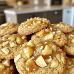 To make these salted caramel apple pie cookies, you will need the following ingredients: - 2 cups all-purpose flour - 1 teaspoon baking soda - 1/2 teaspoon salt - 1 teaspoon ground cinnamon - 1/4 teaspoon ground nutmeg - 1 cup unsalted butter, softened to room temperature - 3/4 cup packed brown sugar, light or dark - 1/2 cup granulated sugar - 1 large egg - 1 teaspoon pure vanilla extract - 1 cup Granny Smith apples, peeled and diced into small chunks - 1/2 cup salted caramel sauce (either store-bought or homemade) - Sea salt flakes, for a finishing touch Each ingredient plays a key role in making these cookies taste amazing: - All-purpose flour gives the cookies structure. - Baking soda helps them rise and stay soft. - Salt enhances the flavor of the cookies. - Ground cinnamon and nutmeg add warmth and spice, making them feel cozy. - Unsalted butter keeps the dough rich and creamy. - Brown sugar adds moisture and a deep sweetness. - Granulated sugar balances the flavors and helps with browning. - Egg binds everything together for a perfect texture. - Vanilla extract brings a lovely aroma and flavor. - Granny Smith apples add tartness and moisture, making each bite fresh. - Salted caramel sauce contributes sweetness and a hint of saltiness. - Sea salt flakes finish the cookies with a touch of crunch and flavor. If you need to swap ingredients, here are some options: - Gluten-free flour can replace all-purpose flour for a gluten-free version. - Baking powder can be used instead of baking soda, but adjust the amount. - Coconut oil can substitute for butter if you prefer a dairy-free option. - Maple syrup can replace brown sugar, but it may change the texture. - Any tart apple, like Honeycrisp or Fuji, can work in place of Granny Smith. - Homemade caramel sauce is easy to make and can replace store-bought sauce. Experimenting with these alternatives can lead to fun twists on this classic recipe! First, preheat your oven to 350°F (175°C). While it warms up, grab two baking sheets. Line them with parchment paper. This step helps prevent sticking and makes cleanup easier. Next, let’s mix the dry ingredients. In a medium bowl, whisk together these items: - 2 cups all-purpose flour - 1 teaspoon baking soda - 1/2 teaspoon salt - 1 teaspoon ground cinnamon - 1/4 teaspoon ground nutmeg Make sure everything is well combined. Setting this aside will keep your cookies light. Now, it’s time to cream the butter with sugars. In a large mixing bowl, use an electric mixer. Beat 1 cup of softened butter with: - 3/4 cup packed brown sugar - 1/2 cup granulated sugar Mix on medium speed for about 3 minutes until light and fluffy. This step adds air, giving your cookies a nice rise. After creaming, add the egg and vanilla extract into the butter mixture. Beat until smooth. Then, gradually add the dry mixture. Mix just until combined. Avoid overmixing. This keeps your cookies tender and chewy. Next, fold in the diced apples and caramel sauce. Use 1 cup of peeled, diced Granny Smith apples and 1/2 cup of salted caramel sauce. Gently mix until evenly spread throughout the dough. You want to keep those apple chunks intact for great texture. Drop heaping tablespoons of dough onto your baking sheets. Leave space between each scoop to allow room for spreading. Drizzle some extra caramel on top for that sweet touch. Bake the cookies for 10 to 12 minutes. They should be golden at the edges and soft in the middle. After baking, cool the cookies on the sheets for 5 minutes before moving them to wire racks. For the final touch, sprinkle sea salt flakes on top. This brings out the flavor of the caramel. For the full recipe, refer to the earlier section. Enjoy your delicious salted caramel apple pie cookies! To get the best cookie texture, start with room-temperature butter. It helps to mix well with sugars. Creaming the butter and sugars for three minutes makes the cookies light and fluffy. Use a cookie scoop for even drops of dough. This gives uniform cookies that bake at the same rate. Avoid overmixing when adding dry ingredients. This keeps the cookies tender and soft. Store any leftover cookies in an airtight container. This keeps them fresh and moist for days. You can also layer parchment paper between cookies to avoid sticking. If you want to freeze them, place them in a freezer-safe bag. They will keep well for up to three months. Just thaw them in the fridge before enjoying again. Serve these cookies warm for the best taste. Drizzle extra salted caramel on top for a sweet touch. Pair them with vanilla ice cream for a delightful dessert. You can even add a side of warm apple cider for a cozy feel. For a fun twist, try adding chopped nuts or chocolate chips. These small changes can elevate your cookie experience. For the full recipe, check the earlier section. {{image_4}} You can easily make these cookies gluten-free! Use a gluten-free flour blend instead of all-purpose flour. Make sure your blend contains xanthan gum for the right texture. The cookies will still be soft and chewy, just like the original. To switch up the flavor, try adding chopped nuts like pecans or walnuts. You can also mix in chocolate chips for a sweet twist. Adding a teaspoon of almond extract gives a nice nutty flavor. Get creative with spices, too! A pinch of ginger or cloves can enhance your cookies. Embrace the seasons with fun changes. In fall, add pumpkin spice to the mix. For winter, consider dried cranberries or orange zest. In spring, use fresh berries for a fruity touch. Each season brings new flavors for your cookies, making them special all year round. For the full recipe, check out the detailed instructions listed above. To keep your salted caramel apple pie cookies fresh, store them in an airtight container. This helps keep moisture in but prevents them from becoming too soft. Place parchment paper between layers of cookies to avoid sticking. You can also add a slice of bread to absorb extra moisture, keeping cookies chewy. Freezing cookies is easy and a great way to save some for later. First, let the cookies cool completely. Then, place them in a single layer on a baking sheet. Freeze for about an hour until firm. Once frozen, transfer them to a freezer bag or container. Seal it tightly and label it with the date. These cookies can last up to three months in the freezer. When stored properly at room temperature, these cookies stay fresh for about a week. If you keep them in the fridge, they can last a bit longer, about 10 days. However, for the best taste and texture, enjoy them within the first few days. For those who love to indulge, I suggest you check out the Full Recipe for more tips on enjoying these delightful treats! Yes, you can. While Granny Smith apples work best, you can also use Honeycrisp or Fuji apples. These apples add sweetness and juiciness. If you prefer tart flavors, stick with Granny Smith. Each type of apple will change the taste and texture of your cookies slightly. Making salted caramel sauce at home is easy. You'll need sugar, butter, cream, and sea salt. Start by melting the sugar over medium heat until it turns golden. Add in the butter and stir until smooth. Carefully pour in heavy cream and mix well. Finally, add a pinch of sea salt for that salty kick. Let it cool before using. To keep cookies from spreading too much, chill the dough before baking. You can place it in the fridge for 30 minutes. Also, make sure your butter is softened but not melted. Using a good quality baking sheet and parchment paper helps too, as it gives support to the cookies while they bake. Yes, you can! Make the dough and store it in the fridge for up to three days. Just wrap it tightly in plastic wrap. You can also freeze the dough for up to three months. When you’re ready, let it thaw in the fridge overnight before baking. This way, you can enjoy fresh cookies anytime! This guide covered everything you need for perfect cookies. We explored key ingredients and their roles. I shared tips for texture, storage, and serving ideas. Plus, you learned variations and common questions. Remember, each step matters to create delightful cookies. Enjoy the process, and have fun experimenting with flavors! Happy baking!