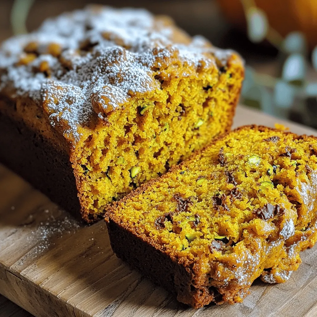 - 1 cup grated zucchini - 1 cup canned pumpkin puree - 2 cups all-purpose flour - 3 large eggs (room temperature) - 3/4 cup granulated sugar - 1/2 cup packed brown sugar - 1/2 cup chopped walnuts or pecans - 1/2 cup chocolate chips - 1 teaspoon baking powder - 1 teaspoon baking soda - 1 teaspoon ground cinnamon - 1/2 teaspoon ground nutmeg - 1/2 teaspoon salt When I make Pumpkin Zucchini Bread, I gather my ingredients first. Grating zucchini is key; it adds moisture. I use one cup of grated zucchini, making sure to squeeze out the extra water. For sweetness, I mix in one cup of canned pumpkin puree. This gives the bread its rich flavor. Next, I grab my flour. I use two cups of all-purpose flour for the perfect texture. Three large eggs, at room temperature, help bind everything together. I also add three-quarters of a cup of granulated sugar. This makes the bread sweet and delightful. For more flavor, I sometimes add optional ingredients. A half cup of packed brown sugar gives a deeper taste. I love adding nuts, so I choose between walnuts or pecans. A half cup is just right. If I want some chocolate, I add a half cup of chocolate chips. Spices bring life to my bread. I use one teaspoon of baking powder and one teaspoon of baking soda to help it rise. One teaspoon of ground cinnamon gives warmth. I add half a teaspoon of ground nutmeg and half a teaspoon of salt. These spices blend well with the pumpkin and zucchini flavors. For the full recipe and detailed steps, check out the [Full Recipe]. - Preheat oven to 350°F (175°C). - Grease or line two 9x5-inch loaf pans with parchment paper. - In a large bowl, combine 1 cup of grated zucchini and 1 cup of canned pumpkin puree. - In another bowl, whisk together 3 large eggs, 3/4 cup of granulated sugar, 1/2 cup of packed brown sugar, 1/2 cup of vegetable oil, and 1 teaspoon of vanilla extract. - In a different bowl, combine 2 cups of all-purpose flour, 1 teaspoon of baking powder, 1 teaspoon of baking soda, 1 teaspoon of ground cinnamon, 1/2 teaspoon of ground nutmeg, and 1/2 teaspoon of salt. - Gradually add the dry mixture to the wet ingredients. Stir gently until just combined. - Carefully fold in the zucchini and pumpkin mixture. - If you'd like, add 1/2 cup of chopped walnuts or pecans, or 1/2 cup of chocolate chips. - Distribute the batter evenly between the two loaf pans. - Bake for 60-70 minutes. Check with a toothpick; it should come out clean. This process will lead you to a delightful loaf of Pumpkin Zucchini Bread. For detailed ingredient measurements, refer to the Full Recipe above. Enjoy the sweet and spicy aroma filling your kitchen! - Avoid overmixing the batter: Mix just until you see no dry flour. Overmixing makes the bread dense. - Ensure eggs are at room temperature: This helps the batter blend better, giving a light texture. - Use fresh spices for better aroma: Fresh spices create a warm and inviting scent. They improve the taste too. - Experiment with different nut or chocolate varieties: Try walnuts, pecans, or even dark chocolate. Each adds a unique twist. - Pair with cream cheese or powdered sugar: A spread of cream cheese adds richness. Powdered sugar gives a sweet touch. - Serve warm or at room temperature: Warm bread melts toppings better. Room temperature is perfect for flavor. For the full recipe, make sure to gather your ingredients and enjoy the process! {{image_4}} Gluten-free option You can easily make this bread gluten-free. Just substitute all-purpose flour with a gluten-free blend. This swap keeps the bread soft and moist. Look for a blend that contains xanthan gum. It helps mimic the texture of regular flour. Vegan alternative For a vegan version, replace the eggs with either flaxseed meal or applesauce. To use flaxseed, mix 1 tablespoon of flaxseed meal with 2.5 tablespoons of water. Let it sit for 5 minutes to thicken. If using applesauce, replace each egg with 1/4 cup of unsweetened applesauce. Both options give the bread the moisture it needs. Additional flavors Want to jazz up your bread? Incorporate cranberries or raisins for extra sweetness. These dried fruits add a nice burst of flavor. You can also try different spices like ginger or cloves. These spices bring warmth and depth to the bread, making each bite special. For the full recipe, check out the complete guide above and see how to make the most of these variations! To keep your pumpkin zucchini bread fresh, store it in an airtight container at room temperature. This method lets the flavors meld and keeps the bread soft. If you want to keep it longer, place it in the fridge. This can extend its shelf life by a few days. If you have extra bread, freezing is a great option. Wrap the bread tightly in plastic wrap or aluminum foil. This helps prevent freezer burn and keeps the bread fresh for up to 3 months. When you’re ready to eat it, thaw the bread at room temperature or in the fridge overnight. Enjoy it just like it was fresh! For more detailed steps, check out the Full Recipe. Pumpkin Zucchini Bread typically remains fresh for about 4-5 days. To keep it tasty, store it in an airtight container at room temperature. If you want it to last longer, consider refrigerating it. Yes, it can be baked and stored in advance. I often bake a batch on the weekend. Then, I can enjoy slices during the busy week. Just let it cool completely before wrapping it up. If you don’t have zucchini, consider using shredded carrots or apples as alternatives. Both add moisture and sweetness. Just remember to squeeze out any extra moisture to keep the bread from getting soggy. You can find the full recipe for Pumpkin Zucchini Bread above. This blog post walks you through creating delicious Pumpkin Zucchini Bread. We covered main and optional ingredients, step-by-step instructions, and helpful tips. You learned how to customize the bread with different flavors too. Remember, avoid overmixing for a perfect texture, and try fresh spices for a better taste. Enjoy this treat warm or at room temperature. Happy baking!