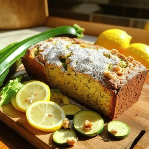 To make this delicious bread, you need a few key ingredients: - 1 cup grated zucchini, thoroughly squeezed to remove excess moisture - 1 cup granulated sugar - 1/2 cup unsalted butter, softened to room temperature - 2 large eggs, at room temperature - 2 teaspoons pure vanilla extract - 1 tablespoon freshly grated lemon zest - 1/4 cup freshly squeezed lemon juice - 1 1/2 cups all-purpose flour - 1 teaspoon baking powder - 1/2 teaspoon baking soda - 1/2 teaspoon salt - 1/2 teaspoon ground cinnamon These ingredients mix to create a moist and flavorful loaf. The zucchini adds moisture while lemon gives a bright taste. You can enhance the flavor with a few optional add-ins: - 1/2 cup chopped walnuts or pecans for crunch - Powdered sugar for dusting on top These add-ins can make your bread even more special. The nuts bring a nice texture and the powdered sugar adds a sweet touch. To bake this bread, you will need some basic tools: - A 9x5-inch loaf pan - Mixing bowls - A hand mixer or stand mixer - A whisk - A spatula - A toothpick for testing doneness Having these tools ready makes the baking process smooth. With the right equipment, you can easily whip up this delightful treat. Don't forget to check the full recipe for detailed steps! First, gather your ingredients. You need: - 1 cup grated zucchini, thoroughly squeezed to remove excess moisture - 1 cup granulated sugar - 1/2 cup unsalted butter, softened to room temperature - 2 large eggs, at room temperature - 2 teaspoons pure vanilla extract - 1 tablespoon freshly grated lemon zest - 1/4 cup freshly squeezed lemon juice - 1 1/2 cups all-purpose flour - 1 teaspoon baking powder - 1/2 teaspoon baking soda - 1/2 teaspoon salt - 1/2 teaspoon ground cinnamon - 1/2 cup chopped walnuts or pecans (optional for added crunch) - Powdered sugar for dusting (optional for a sweet finishing touch) Preheat your oven to 350°F (175°C). Grease a 9x5-inch loaf pan or line it with parchment paper to make removal easy later. In a large bowl, combine the softened butter and sugar. Use a hand mixer or stand mixer and beat them together. Mix on medium speed for about 3-4 minutes until the mixture is light and fluffy. Next, add the eggs one at a time. Make sure to mix well after each egg. Then stir in the vanilla extract, lemon zest, and lemon juice. Mix these until they are fully combined. In another bowl, whisk together the flour, baking powder, baking soda, salt, and ground cinnamon. Make sure there are no lumps in this dry mixture. Gradually add the dry mix to your wet mixture. Stir carefully until just combined. Be gentle, as overmixing can make the bread tough. Finally, fold in the grated zucchini and any nuts you wish to add. Pour the batter into your prepared loaf pan. Smooth the top with a spatula to help it bake evenly. Now, place the loaf pan in the oven. Bake for 50-60 minutes. Check if it’s done by inserting a toothpick in the center. If it comes out clean, your bread is ready. After baking, remove the pan from the oven. Let it cool in the pan for about 10 minutes. Then, gently transfer the bread to a wire rack to cool completely. If you want, dust the cooled zucchini bread with powdered sugar before slicing. Enjoy this treat with your afternoon tea or coffee! For the complete recipe, check out the Full Recipe. To make your lemon zucchini bread moist, follow these steps: - Squeeze the Zucchini: Make sure to squeeze out excess water from the grated zucchini. Too much moisture can make the bread soggy. - Use Room Temperature Ingredients: Bring your eggs and butter to room temperature. This helps them mix better, leading to a light texture. - Don’t Overmix: When you combine the wet and dry ingredients, mix just until combined. Overmixing can lead to a dense loaf. Here are some pitfalls to watch for: - Skipping the Zucchini: Don’t skip using zucchini. It adds moisture and a subtle flavor. - Ignoring Oven Temp: Always preheat your oven. Baking in a cold oven alters the baking time and texture. - Not Testing for Doneness: Use a toothpick to check for doneness. If it comes out clean, your bread is ready. Cooking times may vary based on your oven and pan size. Here are some tips: - Check Early: Start checking at 50 minutes. Ovens vary, and you don’t want burnt bread. - Use a Dark Pan: If using a dark pan, reduce the baking time slightly. Dark pans absorb heat faster. - Add Time if Needed: If the center is still wet, add more time in 5-minute increments. Patience is key for a perfect loaf. For the full recipe, check out the detailed instructions above. Enjoy the process of making this delightful treat! {{image_4}} If you want a gluten-free version, swap all-purpose flour for a gluten-free blend. Many blends work well in baking. For a vegan option, replace eggs with flaxseed meal mixed with water. Use a 1:3 ratio; one tablespoon of flaxseed meal mixed with three tablespoons of water equals one egg. You can also use coconut oil instead of butter for a plant-based fat. You can tweak the flavor by adding spices. Try nutmeg for warmth or cardamom for a unique twist. Adding fruits like blueberries or cranberries can enhance sweetness. Just reduce the sugar slightly to balance flavors. For a citrus kick, mix in orange zest along with the lemon zest. Each addition creates a new taste experience. Serve this zucchini bread warm or at room temperature. A light lemon glaze adds sweetness and shine. Pair it with fresh fruit or a dollop of whipped cream for extra flair. You could also toast slices lightly for a crispy bite. Enjoy it with tea or coffee for a delightful treat. Check out the full recipe for more tips. To keep your luscious lemon zucchini bread fresh, store it in an airtight container. This helps prevent it from drying out. If you want to keep it longer, wrap it tightly in plastic wrap before placing it in the container. Keep the bread at room temperature for up to three days. For longer storage, consider freezing it. Freezing the bread is easy and keeps it tasty. First, let the bread cool completely. Then, slice it into pieces for easy access later. Wrap each slice in plastic wrap, then place them in a freezer bag. Be sure to label the bag with the date. You can freeze the slices for up to three months. When you're ready to enjoy, simply thaw at room temperature or warm in the oven. Luscious lemon zucchini bread stays fresh for about three days at room temperature. If stored in the fridge, it can last up to a week. However, the bread may dry out in the fridge. To keep it moist, always return it to an airtight container after each slice. Enjoy this delightful treat while it's fresh for the best flavor! Yes, you can use yellow squash in place of zucchini. Both have similar textures and moisture levels. The taste may differ slightly, but the bread will still be delicious. Just remember to squeeze out the excess moisture like you would with zucchini. This helps keep the bread moist without being soggy. To check if your bread is done, insert a toothpick into the center. If it comes out clean or with just a few crumbs, your bread is ready. The top should be golden brown and firm to the touch. If it’s still wet, bake for a few more minutes. You can enjoy Luscious Lemon Zucchini Bread in many ways. Here are some great pairings: - A dollop of whipped cream adds a creamy touch. - A light lemon glaze enhances the citrus flavor. - Serve with tea or coffee for a perfect afternoon snack. - Add fresh fruit or yogurt for a balanced meal. These options will make your experience even more enjoyable! For the complete recipe, check out the Full Recipe section. You learned about making delicious lemon zucchini bread. We covered key ingredients and optional add-ins. I shared step-by-step instructions to guide you. You now know tips to avoid common mistakes. Variations make the recipe fun and unique. Lastly, I provided storage tips to keep your bread fresh. Enjoy baking this easy treat and share it with others. Your kitchen will smell amazing, and you’ll love every bite.