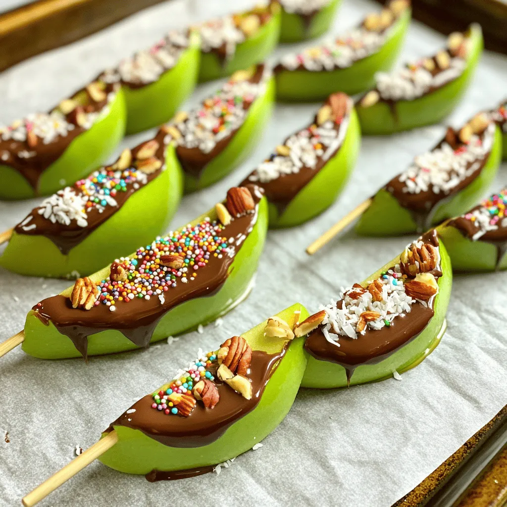 Dipped Apple Slices on a Stick Tasty Party Treat