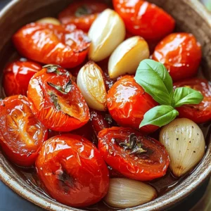 - 2 lbs ripe Roma tomatoes, halved - 1 medium onion, quartered - 6 cloves garlic, unpeeled - 3 tablespoons extra virgin olive oil - 1 teaspoon dried oregano - Sea salt and freshly cracked black pepper to taste - Balsamic vinegar (optional) - Fresh basil leaves for garnish Gather these simple items to create your roasted tomato sauce. Ripe Roma tomatoes are key for a rich flavor. They have a sweet, juicy taste that shines in this dish. The onion adds a nice sweetness, while the garlic gives it depth. Use good quality extra virgin olive oil. It enhances the sauce's taste and gives it a lovely sheen. Dried oregano brings a nice herb flavor, while salt and pepper balance everything. If you want a hint of sweetness, balsamic vinegar works wonders. Finally, fresh basil leaves make a great garnish and add a burst of freshness on top. For the complete instructions, check the Full Recipe. Enjoy your cooking! - Preheat your oven to 400°F (200°C). - Combine 2 lbs of halved Roma tomatoes, 1 quartered onion, and 6 unpeeled garlic cloves in a large bowl. This step is key. The right prep sets the stage for rich flavors. Halving the tomatoes helps them roast well. Quartering the onion allows it to caramelize nicely. Unpeeled garlic adds depth as it roasts. - Drizzle with 3 tablespoons of extra virgin olive oil and season with 1 teaspoon of dried oregano, sea salt, and freshly cracked black pepper to taste. - Spread the mixture on a baking sheet and roast for 30-35 minutes. Drizzling olive oil keeps everything moist. Seasoning adds layers of flavor. Ensure the vegetables are spread out. This helps them roast evenly. Look for a golden color and soft texture when done. - Allow the roasted veggies to cool for a few minutes, then extract the roasted garlic from its skin. - Blend the ingredients until smooth. Give the veggies a bit of time to cool. Roasted garlic will squeeze out easily. Add everything to a blender or food processor. Blend on high until silky. For a touch of sweetness, you can add balsamic vinegar here. Enjoy your roasted tomato sauce magic! This simple recipe brings out the best in fresh ingredients, making it a favorite for any dish. For the full recipe, check out the detailed instructions above. To make the best roasted tomato sauce, you need to roast your tomatoes correctly. First, ensure your tomatoes have ample space on the baking sheet. This helps them roast evenly. If they are too close, they will steam instead of caramelizing. Check for caramelization after 30 minutes. You want them to be soft and slightly browned. This adds depth of flavor and sweetness to your sauce. After blending your sauce, always taste it. You can modify the seasoning to suit your preference. Add a pinch of sea salt or freshly cracked black pepper if needed. For an extra layer of sweetness, consider adding balsamic vinegar. Just a teaspoon can brighten up the sauce and enhance its flavor. How you serve your sauce matters too! Before serving, drizzle it with olive oil for a rich finish. This adds a lovely shine and extra flavor. For a pop of color, garnish with fresh basil leaves. The green will contrast nicely against the red sauce, making it visually appealing. Enjoy your beautiful creation! {{image_4}} To make your sauce spicy, add red pepper flakes. Start with half a teaspoon. Mix it in with the tomatoes, onion, and garlic. This small change gives your sauce a nice kick. You can always add more if you like it hotter. The heat pairs well with the sweet tomatoes. For a fresh flavor twist, use herbs like rosemary or thyme. Chop a tablespoon of each and mix them into your vegetable blend. Fresh herbs add a lovely aroma and taste. They brighten up the sauce, making it more complex. This version is perfect for those who enjoy herbal notes in their food. If you want a richer sauce, blend in heavy cream or a vegan option. Start with half a cup after blending the roasted veggies. This creamy addition creates a smooth texture and a comforting taste. It works well in pasta dishes and adds luxury to your meal. Explore these variations to find your favorite style. These small tweaks make the basic roasted tomato sauce exciting and unique. For the full recipe, refer to the earlier section. You can store your roasted tomato sauce in an airtight container. It will stay fresh in the refrigerator for up to a week. This way, you can enjoy its rich flavors over several meals. Just remember to check for any signs of spoilage before using it. For longer storage, freezing is a great option. Pour the sauce into freezer-safe containers or bags. Divide it into batches for easy use later. This method locks in the taste, so you can enjoy your sauce even months down the line. When you're ready to use your frozen sauce, thaw it overnight in the refrigerator. This method keeps the texture and flavor intact. You can also reheat it gently on the stove or in the microwave for a quick meal. Yes, other varieties can be used, but Roma tomatoes are recommended for best texture. They have fewer seeds and a thicker flesh. This helps create a richer sauce. Other types like cherry or beefsteak can work, but the flavor may change. Add sugar or more balsamic vinegar to balance acidity. A teaspoon of sugar can work wonders. It reduces the sharpness of the tomatoes. If you like, try adding more balsamic vinegar for a sweet touch. It is excellent with pasta, rice, and as a base for soups and stews. This sauce brings out flavors in many dishes. Use it as a topping for pizzas or a dip for breadsticks. Transfer to an airtight container and refrigerate or freeze appropriately. It will last in the fridge for up to a week. For longer storage, freeze it in portions. This way, you can enjoy it later without waste. Roasting ripe Roma tomatoes, onions, and garlic brings out great flavors. You learned to blend this mix into a smooth sauce. Season it well, and garnish for a lovely finish. Consider variations like a spicy kick or creamy texture. Store leftovers easily in the fridge or freezer. Enjoy your homemade roasted tomato sauce with pasta, rice, or soups. This simple recipe can enhance your meals and impress your guests. Make it your own and savor every bite!