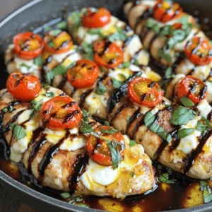 To make the best bruschetta chicken, you need fresh and tasty ingredients. Here’s what you will use: - 4 boneless, skinless chicken breasts - 2 cups cherry tomatoes, quartered - 1 cup fresh basil, finely chopped - 1 cup mozzarella cheese, shredded - 2 tablespoons balsamic vinegar - 3 tablespoons extra-virgin olive oil - 3 cloves garlic, minced - Salt and freshly ground black pepper, to taste - 1 teaspoon dried oregano - Balsamic glaze for drizzling (optional) These ingredients come together to create a dish that bursts with flavor. Having the right tools makes cooking easier and more fun. Here’s what I recommend: - Oven-safe skillet - Medium-sized mixing bowl - Measuring cups and spoons - Cutting board and knife - Paper towels for drying chicken These tools help you prepare the chicken and toppings with ease. Choosing fresh ingredients is key to great flavor. Here are some tips: - Chicken: Look for firm, pink chicken breasts with no discoloration. - Tomatoes: Choose vibrant, shiny cherry tomatoes that feel heavy for their size. - Basil: Pick bright green leaves without browning or wilting. - Mozzarella: Opt for fresh mozzarella for a creamy texture. By selecting the best ingredients, your bruschetta chicken will truly shine. For the full recipe, check out the details above! Start by preheating your oven to 400°F (200°C). This helps cook the chicken evenly. Pat the chicken breasts dry with paper towels. This step is key to getting a nice sear. Next, sprinkle salt, pepper, and dried oregano on both sides of the chicken. This seasoning adds great flavor. In a medium bowl, mix the quartered cherry tomatoes, chopped basil, minced garlic, balsamic vinegar, and one tablespoon of extra-virgin olive oil. Use salt and pepper to taste. Stir gently so the flavors blend well. Let this sit while you prepare the chicken. This marinating makes the topping even tastier. Heat two tablespoons of olive oil in an oven-safe skillet over medium-high heat. Once the oil shimmers, add the seasoned chicken breasts. Sear each side for about 4-5 minutes until they turn golden brown. After browning, take the skillet off the heat. Spread the marinated tomato mixture over the chicken. Top each breast with shredded mozzarella cheese. Now, transfer the skillet to your preheated oven. Bake for 20-25 minutes until the chicken reaches 165°F (75°C) and the cheese is melted. Once done, let the chicken rest for 5 minutes. This step helps keep the juices in. If you want, drizzle some balsamic glaze on top before serving. For the full recipe, check the details above. To achieve perfectly cooked chicken, start with even-sized breasts. This helps them cook at the same rate, ensuring juicy results. When seasoning, use salt and pepper generously. After searing the chicken, check its internal temperature. You want it to reach 165°F (75°C) for safety. Let it rest for five minutes after baking. This allows the juices to settle, making it tender. For flavor boosts, consider adding ingredients to the bruschetta topping. Try diced red onion for a sharp bite. A pinch of crushed red pepper flakes can add heat. If you love cheese, consider using feta instead of mozzarella. Pesto can also be spread on the chicken before adding the bruschetta mix. Fresh herbs like thyme or parsley can brighten the dish. These small changes can elevate the taste and make it your own. For a beautiful presentation, plate the bruschetta chicken on a bed of greens. Mix arugula and spinach for a vibrant look. You can also serve it with roasted vegetables for color. Drizzle balsamic glaze over the top for a touch of elegance. Use a sprinkle of extra basil leaves as a garnish. This adds freshness and makes your dish pop visually. The Full Recipe has all the details to help you create this stunning dish. {{image_4}} You can change the toppings for Bruschetta Chicken to suit your taste. Try using roasted red peppers for a smoky flavor. You can also add olives for a briny touch. Feta cheese works great if you want a tangy twist. Some people enjoy adding a drizzle of pesto for a fresh kick. The options are endless, so feel free to mix and match. If you need gluten-free options, use gluten-free bread crumbs instead of regular ones. For dairy-free, skip the mozzarella or use a dairy-free cheese. You can also top the chicken with avocado for creaminess. These swaps keep the dish delicious while meeting your needs. Always check labels to ensure products are gluten-free or dairy-free. You can turn this dish into a fun appetizer. Cut the chicken into small pieces after cooking. Serve the chicken bites on toothpicks with a dollop of the tomato mixture on top. This makes it easy for guests to grab and enjoy. Pair it with some fresh basil leaves for extra flavor. This twist will impress everyone at your next gathering. For the full recipe, check the earlier section. To keep your bruschetta chicken fresh, store it in an airtight container. Let the chicken cool down first. Place it in the container and cover it tightly. Store it in the fridge for up to 3 days. Always label the container with the date. This helps you track how long it has been stored. When you're ready to enjoy your leftovers, preheat your oven to 350°F (175°C). Place the chicken on a baking sheet. Cover it with foil to keep it moist. Heat for about 15-20 minutes, or until it's warm. You can also reheat in the microwave. Use a microwave-safe dish and cover it with a lid or plastic wrap, leaving a small gap for steam. Heat in 1-minute intervals until warm. If you want to save bruschetta chicken for later, freezing is a good option. First, let the chicken cool completely. Then, wrap each piece tightly in plastic wrap. Place the wrapped chicken in a freezer-safe bag. Remove as much air as possible. You can freeze it for up to 3 months. To thaw, place it in the fridge overnight before reheating. This keeps the chicken tasty and safe to eat. For the full recipe, check the earlier sections. To enhance the flavor of Bruschetta Chicken, consider these tips: - Use fresh herbs: Fresh basil or parsley adds a bright taste. - Add garlic: Minced garlic gives a wonderful kick. - Try different cheeses: Swap mozzarella for provolone or goat cheese. - Incorporate spices: A pinch of red pepper flakes adds heat. - Use flavored oils: A drizzle of garlic or herb-infused oil can elevate the dish. These small changes can make a big difference. Yes, you can use other chicken cuts. Skin-on thighs provide more flavor. Bone-in chicken adds richness too. Just adjust the cooking time as needed. Make sure the chicken reaches 165°F (75°C) for safety. Bruschetta Chicken pairs well with: - Mixed greens: A simple salad balances the rich flavors. - Roasted vegetables: Carrots, zucchini, or bell peppers add color and taste. - Garlic bread: Crunchy bread complements the dish perfectly. - Pasta: A light pasta dish can round out the meal. Feel free to mix and match based on your taste. Yes, you can create a low-carb Bruschetta Chicken. Here’s how: - Skip the cheese: This reduces calories and carbs. - Use zucchini noodles: Swap pasta for zucchini noodles to keep it light. - Add extra veggies: Spinach or broccoli can make the meal hearty without carbs. These tweaks keep the dish tasty while meeting your dietary needs. For the full recipe, check the section above! Bruschetta chicken is a simple dish with tasty flavors. We covered essential ingredients, tools, and tips for picking fresh items. I outlined step-by-step instructions for preparing chicken and the bruschetta topping. You learned secret tips for perfect cooking and ways to enhance flavors. We also explored fun variations and proper storage methods. As you try this recipe, remember to experiment and make it your own. Enjoy every bite!