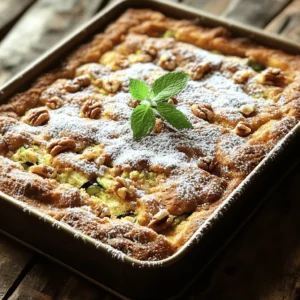 To make a tasty Cinnamon Zucchini Cake, you will need: - 2 cups grated zucchini (ensure excess moisture is squeezed out) - 1 ½ cups all-purpose flour - 1 cup granulated sugar - ½ cup packed brown sugar - ½ cup vegetable oil - 3 large eggs - 1 teaspoon vanilla extract - 1 teaspoon baking powder - 1 teaspoon baking soda - 1 teaspoon ground cinnamon - ½ teaspoon salt These ingredients work together to create a soft, moist cake with rich flavor. You can enhance your cake with some fun ingredients: - ½ cup chopped walnuts or pecans (optional) - ½ cup raisins (optional) These extras add crunch and sweetness, making each bite even better. When you shop for zucchini, look for firm, shiny ones. They should be dark green and free from blemishes. Smaller zucchini tend to taste sweeter and have fewer seeds. If you find large zucchini, check for softness. Soft zucchini may not taste as good. Always wash your zucchini before using it to remove dirt. For the best flavor, use fresh zucchini in your Cinnamon Zucchini Cake. First, heat your oven to 350°F (175°C). Grab a 9x13-inch baking pan. Grease it with butter or a non-stick spray. Then, lightly flour the pan to stop the cake from sticking. This step is key for a clean release! In a large bowl, mix the grated zucchini, granulated sugar, brown sugar, vegetable oil, eggs, and vanilla extract. Use a whisk or an electric mixer to blend these until they are smooth. This mix brings the main flavors together. In another bowl, whisk the all-purpose flour, baking powder, baking soda, ground cinnamon, and salt. Make sure these ingredients are well mixed. This step helps the cake rise and gives it a great flavor. Carefully add the dry mix into the wet mix. Stir gently with a spatula or wooden spoon until just combined. Be careful not to overmix; it can make the cake dense. If you want, fold in the chopped nuts and raisins now. Pour the batter into the prepared pan, spreading it evenly. Bake for 30 to 35 minutes. Check if it’s done by inserting a toothpick in the center. If it comes out clean, it's ready! Once baked, take it out of the oven. Let the cake cool in the pan for about 10 minutes. Then, move it to a wire rack to cool completely. For a fun touch, dust the cooled cake with powdered sugar and add a sprig of mint. Serve with whipped cream or vanilla ice cream for a tasty treat. Enjoy every bite of this delightful Cinnamon Zucchini Cake! For the complete recipe, check out the Full Recipe. To get the best texture in your cake, you must remove excess moisture from the zucchini. Start by grating the zucchini. Place the grated zucchini in a clean kitchen towel or cheesecloth. Twist the cloth to squeeze out as much liquid as you can. This step helps keep your cake light and fluffy. To avoid a dense cake, mix your batter gently. Overmixing can lead to gluten formation, making the cake chewy. Combine wet and dry ingredients until just mixed. Also, check your baking time. A toothpick should come out clean from the center. If you bake too long, the cake can dry out. You can make a few swaps to make your cake healthier. Use whole wheat flour instead of all-purpose flour for more fiber. Replace some sugar with applesauce or mashed banana. These options can lower calories and add natural sweetness. You can also use coconut oil instead of vegetable oil for added flavor and health benefits. {{image_4}} If you want a sweet twist, add chocolate chips to your batter. Use about one cup of semi-sweet or dark chocolate chips. Fold them in when mixing the dry ingredients. The chocolate will melt and create pockets of gooey goodness. It pairs well with the cinnamon and zucchini, making each bite a treat. To make a gluten-free version, swap out the all-purpose flour. You can use a gluten-free flour blend instead. Ensure the blend contains xanthan gum, which helps with texture. Also, check that all other ingredients are gluten-free, like baking powder. This way, everyone can enjoy your delicious cake without worry. You can personalize your cake by adding different nuts and spices. Try almonds or hazelnuts for a new crunch. You could also mix in nutmeg or ginger for added warmth. Just remember, balance is key. Add only a little so the cinnamon still shines through. These changes can make your cake unique and delicious every time you bake it. For the full recipe, check out the earlier section. To keep your cinnamon zucchini cake fresh, store it in an airtight container. This helps keep moisture in. You can also wrap it tightly in plastic wrap. It stays good at room temperature for up to three days. If you want it to last longer, move it to the fridge. It can stay fresh for about a week in the fridge. If you have more cake than you can eat, freezing is a great option. Let the cake cool completely before freezing. Wrap individual slices in plastic wrap. Then, place them in a freezer bag or container. This way, it won't get freezer burn. You can freeze the cake for up to three months. When you’re ready to eat, just take it out and let it thaw in the fridge overnight. Reheating your cake is easy. For the best taste, use the oven. Preheat it to 350°F (175°C). Remove the cake from the fridge and unwrap it. Place the cake on a baking sheet. Heat it for about 10-15 minutes. You can also use the microwave. Heat a slice for 15-20 seconds. Be careful not to overheat it, or it may dry out. Enjoy your cake warm, as it brings out the flavors even more! Yes, you can make this cake ahead of time. Just bake it and let it cool. After it cools, wrap it well in plastic wrap. Store it in the fridge for up to three days. For longer storage, freeze it for up to three months. Thaw it in the fridge when ready to eat. You can use applesauce or mashed banana as a substitute for eggs. Use 1/4 cup of either for each egg needed. This will keep the cake moist and add a hint of flavor. You can also use flaxseed meal mixed with water. Mix 1 tablespoon of flaxseed meal with 2.5 tablespoons of water for one egg. To check if the cake is done, insert a toothpick into the center. If it comes out clean or with a few crumbs, the cake is ready. You can also gently press the top of the cake. If it springs back, it is done. The edges may pull away from the pan slightly when fully baked. Absolutely! You can make mini muffins with this recipe. Just fill the muffin tin with batter, about two-thirds full. Bake them at the same temperature for 15-20 minutes. Check for doneness with a toothpick, just like with the cake. This will give you a fun, bite-sized treat. The nutritional information varies based on specific brands and portions. A typical slice of this cake (assuming 12 slices) contains about 200 calories. It has around 3 grams of protein and 8 grams of fat. Each slice also has about 30 grams of carbohydrates. This can change based on added ingredients. For full details, check the Full Recipe. You now know how to make a delicious Cinnamon Zucchini Cake. We covered the key ingredients, from main to optional, and shared tips for fresh zucchini. I guided you through each step, from mixing to baking and serving. You learned helpful tips to avoid a dense cake and how to make tasty variations. Storing your leftovers or freezing the cake is easy. You can even modify the recipe with FAQs to answer your questions. Enjoy this simple yet delightful treat that brings joy to every bite.