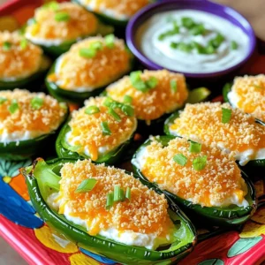 To make Cheesy Jalapeño Popper Bites, gather these ingredients: - 12 fresh jalapeños, halved and seeds removed - 1 cup cream cheese, softened to room temperature - 1 cup sharp cheddar cheese, shredded - 1/2 cup panko breadcrumbs for extra crunch - 2 tablespoons green onions, finely chopped - 1 teaspoon garlic powder - 1/2 teaspoon smoked paprika - Salt and freshly ground black pepper to taste - Cooking spray or olive oil for greasing You can adjust this recipe to fit different diets. For a dairy-free version, use vegan cream cheese and vegan cheese. If you want a low-carb option, skip the panko breadcrumbs or use crushed pork rinds instead. You can also try using different peppers, like mini sweet peppers, if you prefer a milder flavor. To make this snack, you will need some basic kitchen tools: - Baking sheet - Parchment paper or cooking spray - Mixing bowl - Spoon or spatula for mixing - Knife for halving the peppers - Measuring cups and spoons These tools will help you create delicious Cheesy Jalapeño Popper Bites with ease. Don't forget to check the [Full Recipe] for step-by-step guidance! First, set your oven to 375°F (190°C). While it warms up, grab a baking sheet. Line it with parchment paper or spray it lightly with cooking spray. This will help with cleanup later. In a big bowl, mix the softened cream cheese and shredded sharp cheddar cheese. Add the green onions, garlic powder, smoked paprika, salt, and black pepper. Stir well until the mixture is smooth and creamy. This filling is key to the flavor. Now, take each jalapeño half. Spoon in a good amount of the cheese filling. Pack it in gently so it’s full. Next, sprinkle panko breadcrumbs over each stuffed jalapeño. Press lightly to help them stick. This adds a nice crunch. Place the stuffed jalapeños on the prepared baking sheet. Leave some space between each one. For extra flavor, spray the tops with cooking spray or drizzle with olive oil. Bake them in the oven for 20-25 minutes. They’re done when the jalapeños are tender and the tops are golden brown. Enjoy your Cheesy Jalapeño Popper Bites! For the full recipe, check the details above. To get the best taste, use room-temperature cream cheese. Softening it makes mixing easy. Blend it well with the sharp cheddar cheese. This blend creates a creamy and tasty filling. Ensure there are no lumps. A smooth mixture helps the flavors mix better. Jalapeños can vary in heat. If you prefer mild poppers, remove all the seeds and membranes. This step reduces the spice level significantly. For more heat, you can leave some seeds in. Taste the filling before stuffing the jalapeños. Adjust the spice based on your liking. Make your poppers look great! Serve them on a colorful platter. Sprinkle extra green onions on top for a fresh touch. Add a small bowl of ranch dressing or sour cream on the side. This dip adds creaminess and helps balance the heat. Serve hot for the best taste. These tips will impress your guests and make your poppers shine! For the complete recipe, check the full recipe. {{image_4}} To make these bites vegetarian, swap the cream cheese for a plant-based option. You can use vegan cream cheese, which works well. For the cheese, try vegan cheddar or mozzarella shreds. These changes keep the texture while making it meat-free. If you're looking for a richer flavor, add nutritional yeast to the mix. This gives a cheesy taste without using dairy. While I love sharp cheddar, you can experiment with other cheeses too. Creamy goat cheese adds a tangy twist. Pepper jack gives a spicy kick. Mozzarella melts beautifully and keeps the bites gooey. Mix and match your favorites to find the perfect blend. Just ensure the cheese you select can melt well for that delightful texture. You can spice things up by adding different herbs and spices. For a smoky flavor, try adding chipotle powder. If you love fresh herbs, mix in chopped cilantro or parsley. A dash of cumin can add warmth, while lime juice brings a fresh zing. Experiment with these flavors to make each batch unique and exciting. You can also add a touch of hot sauce for extra heat. Store any leftover Cheesy Jalapeño Popper Bites in an airtight container. Make sure they cool down first. Place a paper towel inside to absorb moisture. This keeps them fresh and helps prevent sogginess. They will stay good in the fridge for up to three days. To reheat your popper bites, use the oven for best results. Preheat the oven to 350°F (175°C). Place the bites on a baking sheet. Heat them for about 10-15 minutes. This ensures they stay crispy and warm throughout. You can also use a microwave but know that the texture may change. If you want to store them longer, freezing is a great option. First, arrange the poppers in a single layer on a baking sheet. Freeze them for about an hour. After they are firm, transfer them to a freezer-safe bag. Remove as much air as possible. They can last up to three months in the freezer. When ready to eat, bake them from frozen. Just add a few extra minutes to the cooking time. Enjoy your delicious Cheesy Jalapeño Popper Bites any time! Yes, you can use other peppers. Bell peppers or poblano peppers work well too. They have mild flavors. If you want a kick, try serrano peppers. Each pepper gives a unique taste to the poppers. To reduce the heat, remove all the seeds and membranes from the jalapeños. You can also mix in some sour cream or cream cheese to the filling. This adds creaminess and cools down the spice. These popper bites taste great with ranch dressing or sour cream. You can also try barbecue sauce or a creamy avocado dip. Each sauce adds a different flavor to your bites. You can prepare the poppers in advance. Stuff the jalapeños and place them on a baking sheet. Cover and refrigerate them for up to 24 hours. Bake them right before serving for the best taste. For the full recipe, check out the detailed steps. You can create tasty Cheesy Jalapeño Popper Bites easily. We covered the key ingredients needed, including alternatives for special diets. I provided step-by-step instructions for prep and baking, plus useful tips for the perfect blend and presentation. Explore fun variations to suit your taste and learn how to store and reheat leftovers effectively. Now you can impress your guests with these delicious bites, no matter the occasion. Enjoy making and sharing them!