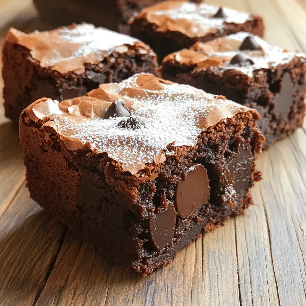 To make the best brownies ever, you need simple ingredients. This recipe is easy and quick. You can whip it up in about 45 minutes. The recipe makes 24 brownies, perfect for sharing or enjoying alone. Here’s what you need for the fudgy delight brownies: - 1 cup unsalted butter, melted - 2 cups granulated sugar - 4 large eggs, at room temperature - 1 tablespoon pure vanilla extract - 1 cup all-purpose flour - 1 cup unsweetened cocoa powder - 1/2 teaspoon baking powder - 1/2 teaspoon fine sea salt - 1 cup dark chocolate chips (semi-sweet or bittersweet) - 1/2 cup walnuts, chopped (optional) Each ingredient plays a role. The butter adds richness. Sugar brings sweetness. Eggs help with structure. Cocoa powder gives that deep chocolate flavor. Dark chocolate chips make every bite special. You can add a twist to your brownies. Here are some optional ingredients: - Sea salt flakes for topping - Peanut butter swirls - Mint extract for fresh flavor - Different nuts like pecans or almonds Feel free to mix and match. This makes your brownies unique and fun! Explore different flavors and find your favorite. Start by gathering all your ingredients. You will need: - 1 cup unsalted butter, melted - 2 cups granulated sugar - 4 large eggs, at room temperature - 1 tablespoon pure vanilla extract - 1 cup all-purpose flour - 1 cup unsweetened cocoa powder - 1/2 teaspoon baking powder - 1/2 teaspoon fine sea salt - 1 cup dark chocolate chips (semi-sweet or bittersweet) - 1/2 cup walnuts, chopped (optional) Next, preheat your oven to 350°F (175°C). Grease a 9x13 inch baking pan with butter or line it with parchment paper. This helps with easy removal later. In a large mixing bowl, combine the melted butter and granulated sugar. Mix until the mixture becomes smooth and glossy, about 2-3 minutes. Add the eggs one by one. Ensure each egg is fully mixed in before adding the next. Then, stir in the vanilla extract. In another bowl, sift together the flour, cocoa powder, baking powder, and salt. This helps make your brownies extra fudgy. Slowly add the dry mix to the wet ingredients. Stir gently until just combined. It's okay to see a few flour streaks. Overmixing can ruin the texture. Now fold in the dark chocolate chips and walnuts if you want that crunchy twist. Pour the brownie batter into the prepared pan. Use a spatula to spread it evenly. Bake for 25-30 minutes. Check at 25 minutes. The brownies are ready when a toothpick inserted in the center comes out with a few moist crumbs. After baking, let the brownies cool in the pan for about 15 minutes. Then, transfer them to a wire rack to cool completely. Cut them into squares once cool. Enjoy your fudgy delights! For extra fun, top them with ice cream and chocolate sauce! You can find the Full Recipe for step-by-step details. To get the best brownies, focus on mixing. Combine wet and dry ingredients well but don’t overmix. Overmixing can make brownies tough. You want a smooth batter with a few flour streaks. This small step helps keep the brownies fudgy. The perfect texture comes from the right balance of butter and sugar. Using melted butter gives brownies that rich flavor. One common mistake is not measuring ingredients accurately. Use proper measuring cups for dry and wet ingredients. Another mistake is baking too long. Brownies should come out with a few moist crumbs on a toothpick. If you bake too much, they turn dry. Lastly, don’t skip cooling time. Cutting too soon makes them fall apart. To elevate the taste, use high-quality chocolate chips. They add a rich, deep flavor. You can also add a pinch of espresso powder to boost the chocolate taste. For a twist, mix in some sea salt on top before baking. It enhances sweetness and creates a nice contrast. For more ideas, check the Full Recipe for extra tips. {{image_4}} You can make brownies even more fun with add-ins. Try mixing in your favorite treats. Here are some ideas: - Nuts: Walnuts or pecans add crunch. - Candy: Chopped chocolate bars or caramel pieces sweeten the mix. - Fruit: Dried cherries or raspberries give a fruity twist. - Spices: A dash of cinnamon or chili powder adds warmth. Feel free to swap ingredients, too. Use almond butter instead of regular butter for a nutty flavor. Brownies come in two main types: fudgy and chewy. Fudgy brownies are rich and dense. They have a moist texture and are often loaded with chocolate. Chewy brownies, however, have a lighter texture. They are less dense and have a bit of bite. To make fudgy brownies, increase butter and chocolate. For chewier brownies, add a little more flour. This small change in ingredients can change the whole taste! You can easily adapt this recipe to fit special diets. For gluten-free brownies, swap out regular flour for almond or gluten-free flour. For a vegan version, use flax eggs. Mix one tablespoon of flaxseed meal with three tablespoons of water for each egg. You can also replace butter with coconut oil or applesauce. These swaps make your brownies fit for anyone. No one will miss the regular ingredients! Check out the Full Recipe to see how easy it is to customize these treats. To keep your brownies fresh, store them in an airtight container. This helps keep them moist. Place a piece of wax paper or parchment paper between layers to prevent sticking. If you have cut brownies, separate them with parchment paper as well. Store them at room temperature for up to five days. If you need to keep them longer, consider freezing. Freezing brownies is a great way to save them for later. First, let them cool completely. Then, wrap each brownie tightly in plastic wrap. After that, place them in a freezer-safe bag or container. This keeps them fresh and tasty. You can freeze brownies for up to three months. When you want to enjoy them, just thaw in the fridge overnight. Reheating brownies can bring back their warm, fudgy goodness. Preheat your oven to 350°F (175°C). Place the brownies on a baking sheet. Cover them with foil to keep them from drying out. Heat for about 10-15 minutes. If you prefer, you can use a microwave. Heat one brownie for about 10-15 seconds. This adds warmth but be careful not to overheat. Enjoy them fresh and warm for the best taste! These brownies stand out due to their rich, fudgy texture. The melted butter adds moisture and flavor. Using both cocoa powder and chocolate chips gives them a deep chocolate taste. I also love that they are easy to make. You can mix them in one bowl without fuss. The nuts add a nice crunch, but you can skip them if you want. This combo makes them the best brownies ever. Yes, you can use cocoa powder instead of chocolate. It will still taste great! For the best results, use high-quality cocoa powder. You can replace the chocolate with an equal amount of cocoa powder. Just remember to adjust the butter and sugar slightly. This swap keeps the brownies rich and delicious. To check if your brownies are done, use a toothpick. Insert it in the center of the brownies. If it comes out with a few moist crumbs, they are done. If it comes out with wet batter, they need more time. Start checking at 25 minutes, but it may take up to 30 minutes. Don't overbake; it can make them dry. You can store brownies for about 3 to 5 days. Keep them in an airtight container at room temperature. If you want to keep them longer, freeze them. Wrap each brownie in plastic wrap, then place them in a freezer bag. They can last up to 3 months in the freezer. When ready to enjoy, thaw them at room temperature. To make the best brownies, start with the right ingredients and steps. Follow the recipe for smooth batter, bake until chewy or fudgy, and cool properly. Avoid common mistakes to get the texture just right. Try different add-ins or make swaps for a twist on flavor. Store brownies well, freeze them if needed, and reheat to savor their taste. Remember, perfect brownies are all about knowing the basics and experimenting. Enjoy your baking journey and treat yourself to delicious results!