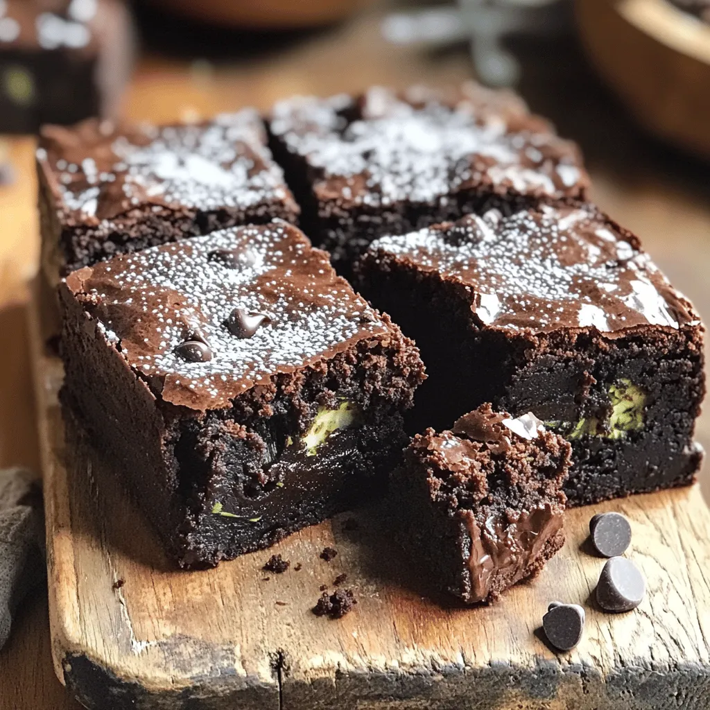 - Zucchini: Using zucchini in brownies adds moisture. It keeps them soft and rich. Zucchini is not just healthy; it also hides in the mix. You won’t taste it, but it makes your brownies better. - Sugars: Granulated sugar gives sweetness. Brown sugar adds a deeper flavor. It makes the brownies chewy and soft. Using both kinds of sugar gives a nice balance. - Fats: Vegetable oil keeps the brownies moist. It helps them bake evenly. Coconut oil adds a hint of flavor. It can also make them a bit richer. Choose the fat you like best for your taste. - Chocolate chips: You can use semi-sweet or dark chocolate chips. Mixing both can add depth to the flavor. They melt and create gooey pockets in the brownies. - Nuts: Adding chopped walnuts or pecans gives a nice crunch. Nuts bring extra flavor and texture. They also add healthy fats and protein. You can skip them if you prefer a smoother bite. For the full recipe, check out the Ultimate Indulgent Zucchini Brownies. Prepping the zucchini: How to grate properly Grate the zucchini using a box grater or food processor. Make sure to remove any excess water. You can do this by squeezing the grated zucchini in a clean kitchen towel. This helps keep the brownies moist, not soggy. Preheating the oven and preparing the baking pan Set your oven to 350°F (175°C). Take a 9x9-inch baking pan and grease it with butter or oil. You can also line it with parchment paper. This makes it easy to pull out the brownies when they are done. Combining wet ingredients for perfect moisture In a large bowl, mix the grated zucchini, oil, granulated sugar, brown sugar, eggs, and vanilla extract. Use a whisk or spatula to combine these well. The mixture should be smooth and creamy. Techniques for incorporating dry ingredients In another bowl, whisk the flour, cocoa powder, baking powder, baking soda, and salt. Slowly add this dry mix to the wet mixture. Stir gently until just combined. Be careful not to overmix. This helps the brownies stay tender. Ideal baking time and temperature Pour the batter into your prepared pan and spread it out evenly. Bake for 25-30 minutes. This temperature gives the brownies a nice texture and rich flavor. Tips for checking doneness To check if they are done, insert a toothpick in the center. It should come out with a few moist crumbs. If it has wet batter, bake them a bit longer. Avoid overbaking to keep them fudgy and delicious. For the full recipe, check out the Ultimate Indulgent Zucchini Brownies. To get fudgy brownies, avoid overmixing the batter. Mix just until everything is combined. Overmixing can add too much air and make them cake-like. Look for a thick, shiny batter that holds its shape. For perfect doneness, check the brownies at 25 minutes. Insert a toothpick into the center. If it comes out with a few moist crumbs, they are done. If it has wet batter, bake for a few more minutes. Remember, you want a soft, fudgy center. You can add spices or extracts to make unique flavors. Try a dash of cinnamon or a splash of almond extract. These small additions can change the taste and make your brownies stand out. Using zucchini has health benefits, too. It adds moisture without extra fat and is low in calories. Plus, it packs in vitamins and minerals. This makes your brownies tasty and a bit healthier! For a lovely touch, dust the brownies with powdered sugar. It adds a nice look and a hint of sweetness. You can serve them warm with whipped cream or a scoop of ice cream. This makes for a delicious dessert experience that everyone will enjoy. For the full recipe, check out the Ultimate Indulgent Zucchini Brownies. {{image_4}} You can make your zucchini brownies healthier with simple swaps. For sugar, try using applesauce or honey. These options cut calories while keeping sweetness. You can also use coconut sugar for a lower glycemic index. For flour, consider gluten-free choices. Almond flour or oat flour works great. They add a nutty taste and keep the brownies moist. You can mix them with regular flour for a nice blend. Get creative with mix-ins to boost flavor. Fresh fruits like raspberries or bananas can add a burst of sweetness. Consider flavored chocolates too. Peppermint or orange chocolate can change the whole vibe. You can also adjust the cocoa level. For a richer taste, add more cocoa powder. If you want a milder flavor, reduce it a bit. This tweak can suit your personal taste perfectly. Pair these brownies with ice cream for a fun treat. Vanilla or mint chocolate chip works well. You can also serve them warm with whipped cream. Leftovers? Try them in a breakfast parfait. Layer brownie pieces with yogurt and fruit. It makes a tasty and fun morning meal! To keep your brownies fresh, store them in an airtight container. This helps retain moisture and flavor. You can use a glass or plastic container with a tight lid. Always let the brownies cool completely before putting them away. This step prevents condensation, which can make them soggy. If you want to keep brownies for a longer time, freezing works well. First, let the brownies cool fully. Then, cut them into squares. Wrap each piece tightly in plastic wrap, then place them in a freezer-safe bag or container. This prevents freezer burn. To thaw, take the brownies out and leave them at room temperature for about an hour. If you're in a rush, you can microwave them for a few seconds. For the best taste, eat frozen brownies within three months. They will still taste great, but freshness fades over time. Can I use frozen zucchini? Yes, you can use frozen zucchini. Just thaw it first and squeeze out excess water. This helps keep your brownies from getting too soggy. What if my brownies are too cakey? If your brownies are too cakey, you might have overmixed the batter. Next time, mix just until combined. Also, check your baking time. Reduce it slightly for more fudgy results. Are zucchini brownies healthier than traditional brownies? Zucchini brownies are often healthier. They have less fat and sugar. Zucchini adds moisture and fiber, making them a smart choice. Plus, you can sneak in a veggie! Can I make these brownies vegan? Yes, you can make them vegan! Swap the eggs for applesauce or flaxseed meal. Use plant-based oil and dairy-free chocolate chips as well. How do I know if I've baked them too long? Check your brownies at the 25-minute mark. Insert a toothpick. If it comes out with wet batter, they need more time. If it has just a few moist crumbs, they are done! Can I adjust the sweetness in the recipe? Absolutely! You can use less sugar or replace it with a natural sweetener. Just keep in mind that too little sugar may change the texture a bit. For the best results, follow the Full Recipe. Zucchini brownies are simple and fun to make. You learned about key ingredients, like zucchini and sugars, that boost flavor and health. The step-by-step guide helps you prep and bake perfectly fudgy brownies. With tips for texture and flavor, you can personalize your treats. Remember to store them right to keep them fresh. Zucchini brownies offer a tasty twist on a classic. Enjoy exploring different variations and serving ideas. Get creative and make these brownies your own!