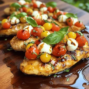 - 4 boneless, skinless chicken breasts - 2 cups cherry tomatoes, diced - 1 cup fresh mozzarella balls, halved - 1/4 cup fresh basil, finely chopped - 2 cloves garlic, minced - 2 tablespoons balsamic glaze - 2 tablespoons extra virgin olive oil - Salt and freshly ground black pepper to taste - 1 teaspoon dried oregano - 1 teaspoon red pepper flakes (optional) To make the best Bruschetta Chicken, you need fresh and quality ingredients. The chicken breasts should be boneless and skinless for easy cooking. The cherry tomatoes add sweetness, and the mozzarella gives a creamy texture. Fresh basil brings a pop of flavor that makes this dish shine. Garlic is a must for that savory kick. Balsamic glaze adds a sweet, tangy depth that ties everything together. Extra virgin olive oil keeps the chicken moist and helps with seasoning. Seasoning is key. Use salt and black pepper to enhance the natural flavors. Dried oregano adds an earthy note, and red pepper flakes can give it a lovely heat if you like spice. Check out the Full Recipe for more details on how to combine these ingredients into a delicious meal. Enjoy your cooking! - Preheat the oven to 400°F (200°C). - Drizzle olive oil on both sides of the chicken breasts. - Generously season with salt, black pepper, and dried oregano. - In a bowl, combine diced cherry tomatoes, halved mozzarella, and chopped basil. - Add minced garlic and balsamic glaze. - Toss gently to mix and season with salt and black pepper. - Let the mixture sit for a few minutes. This helps the flavors blend. - Heat a large oven-safe skillet over medium heat. - Place the seasoned chicken breasts in the skillet. - Sear for 3-5 minutes on each side until golden brown. - Spoon the Bruschetta mixture over the chicken. - Transfer the skillet to the preheated oven. - Bake for 20-25 minutes until the chicken reaches 165°F (75°C). - Remove from the oven and let the chicken rest for 5 minutes. To ensure your chicken is juicy, start with proper seasoning. Use salt and black pepper generously. This helps enhance the natural flavor of the meat. You can also add dried oregano and red pepper flakes for an extra kick. After cooking, let the chicken rest for five minutes. This resting time allows juices to stay inside the meat. It keeps the chicken moist and tender. You can add more to the Bruschetta topping. Try diced avocado for creaminess or olives for a briny taste. You can also mix in some feta cheese for a tangy twist. Explore alternative seasonings too. Marinades made with lemon juice or herbs like thyme can add depth. Serve the Bruschetta Chicken on a rustic wooden board. This gives a warm, inviting look. For garnishing, sprinkle extra fresh basil leaves on top. A light drizzle of balsamic glaze adds shine and flavor. These simple touches make your dish look gourmet. For the full recipe, check out the detailed instructions above! {{image_4}} You can swap chicken for turkey or tofu. Turkey gives a leaner taste. Tofu works well for a plant-based option. Both will soak up the flavors of the bruschetta. You can also grill or bake them. Grilling adds a nice char, while baking keeps it simple. To enhance flavor, try different herbs and spices. Basil and oregano are great, but rosemary or thyme can work well too. Want a kick? Add red pepper flakes or some hot sauce. For a creamy twist, mix in cream cheese or ricotta. This will make your dish rich and smooth. Make it fresh by using seasonal ingredients. In summer, add zucchini or bell peppers. In fall, try butternut squash or apples for sweetness. These tweaks will keep your dish exciting and flavorful. You can also switch up the tomatoes for other fruits, like peaches or berries, for a unique taste. For the complete recipe, check out the Full Recipe. To keep your Bruschetta Chicken fresh, refrigerate it right away. Place leftovers in an airtight container. This keeps moisture in and prevents smells from mixing. You can also wrap it tightly in plastic wrap or foil. If you want to freeze it, let it cool first. Then, put it in a freezer-safe container. Be sure to label the container with the date. When it's time to reheat, aim for gentle heat to keep the chicken moist. You can use the microwave, but a skillet works better. Heat it on low for a few minutes, adding a splash of water. This helps steam the chicken. The safe temperature for reheating is 165°F (75°C). Use a meat thermometer to check the inside. Bruschetta Chicken lasts about three to four days in the fridge. Watch for signs of spoilage. If it looks dull or has an off smell, it’s best to toss it. Always trust your senses; if you're unsure, throw it out. Enjoy your flavorful meal worry-free! To check if your chicken is done, use a meat thermometer. Insert it in the thickest part of the chicken breast. You want the internal temperature to reach 165°F (75°C). This ensures it is safe to eat. If you don’t have a thermometer, cut the chicken open. The juices should run clear, not pink. It's crucial to avoid undercooked chicken, as it can cause foodborne illness. Always double-check to be safe! Yes, you can prepare Bruschetta Chicken ahead of time. Season the chicken and make the bruschetta mixture earlier in the day. Store them separately in the fridge. When ready to cook, you can quickly sear and bake the chicken. This saves time on busy nights. You can also cook the chicken fully and store it. Just make sure to cool it down first. Keep it in an airtight container in the fridge for up to three days. Bruschetta Chicken pairs well with many side dishes. Here are a few tasty options: - Garlic bread - Steamed green beans - Roasted vegetables - A fresh garden salad - Creamy mashed potatoes These sides complement the flavors of the chicken. They add variety and balance to your meal. Enjoy exploring different combinations! For the full recipe, check out the recipe linked here. Bruschetta Chicken is a simple dish full of flavor. I shared the key steps to make it juicy and delicious. From prepping the chicken to creating the tasty topping, each part adds to the meal's charm. Remember to let the chicken rest for the best taste. You can also customize it with different proteins or herbs. Get creative and enjoy your meal! With these tips, you'll make a dish that everyone will love.