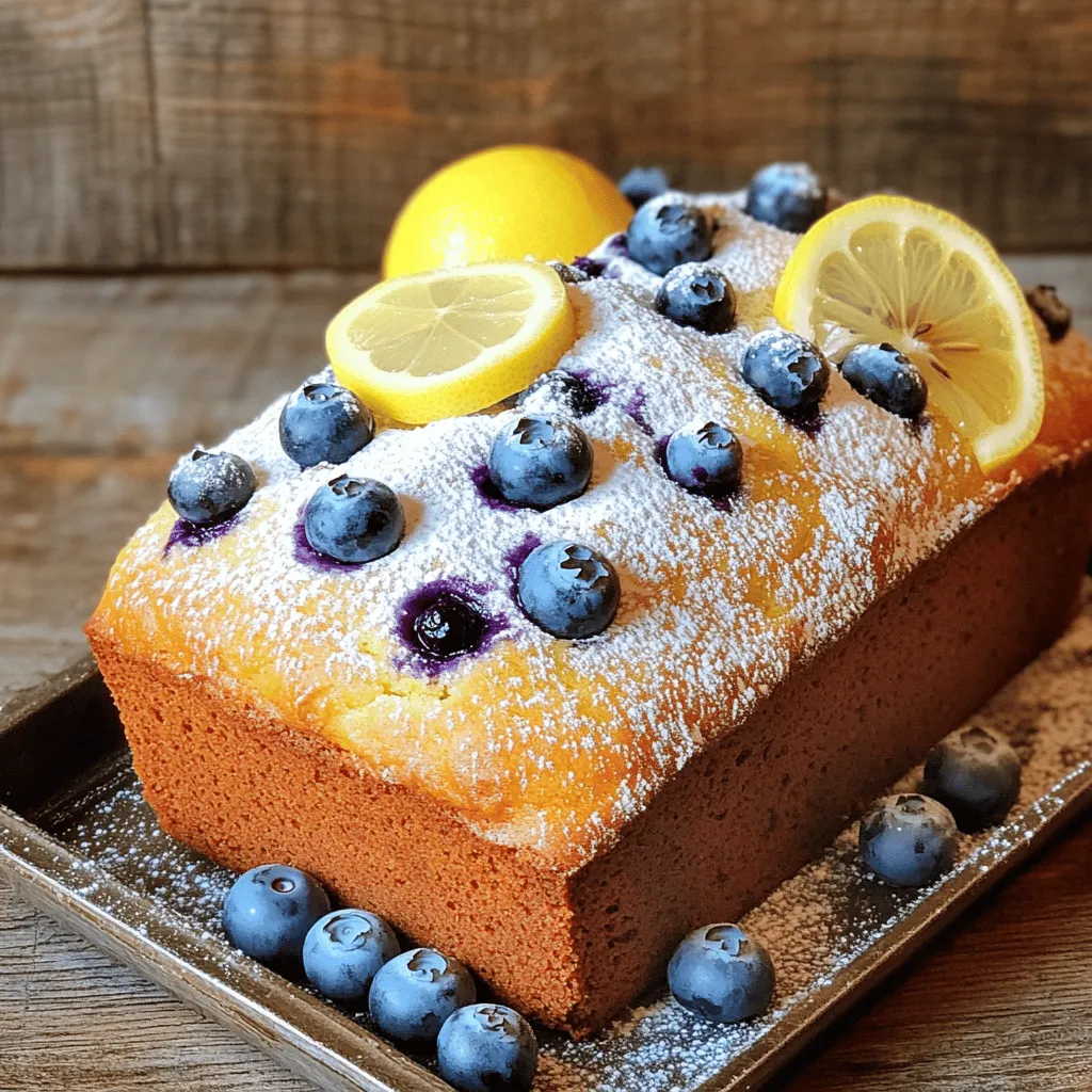- 1 ½ cups all-purpose flour - 1 teaspoon baking powder - ½ teaspoon baking soda - ¼ teaspoon salt - 1 cup plain Greek yogurt - ¾ cup granulated sugar - 2 large eggs, at room temperature - ¼ cup vegetable or coconut oil - 1 tablespoon lemon zest - 2 tablespoons fresh lemon juice - 1 cup fresh or frozen blueberries - 1 teaspoon vanilla extract - Coconut oil for tropical flavor - Powdered sugar for dusting - Lemon slices or extra blueberries for garnish These ingredients come together to create a moist and zesty loaf. The Greek yogurt adds creaminess while keeping the loaf light. Fresh or frozen blueberries burst with flavor in every bite. Lemon zest and juice brighten the loaf, making it fresh and tangy. Using coconut oil can give a tropical twist to the taste. Dusting with powdered sugar adds a lovely touch to the finish. You can also garnish with lemon slices or extra blueberries for a vibrant look. These simple ingredients make baking fun and easy. Plus, you can easily customize the loaf to suit your taste. Enjoy experimenting with the flavors! - Preheat oven to 350°F (175°C). - Prepare loaf pan with grease or parchment paper. - Combine dry ingredients in a medium bowl. - Mix wet ingredients in a large bowl until smooth. - Gradually add dry ingredients to wet, mixing gently. - Fold in blueberries carefully. - Transfer batter to prepared pan and smooth the top. - Bake for 50-60 minutes and check doneness. - Cool in the pan for 10 minutes. - Transfer to wire rack to cool completely. These steps guide you to make a tasty Lemon Blueberry Yogurt Loaf. Each step is simple and clear. You will enjoy the process and the delicious result. - How to avoid over-mixing the batter: Mix gently when combining wet and dry ingredients. Stop as soon as you see no dry flour. Over-mixing makes the loaf dense. You want a light and fluffy texture. - Ensuring even distribution of blueberries: Fold blueberries in carefully. Use a spatula and mix slowly. This keeps the berries whole and spreads their flavor nicely throughout the loaf. - Using powdered sugar for garnish: Once the loaf cools, dust it lightly with powdered sugar. This adds a sweet touch and makes it look fancy. It’s an easy way to elevate your loaf. - Creative serving ideas to enhance flavor: Serve slices with a dollop of yogurt or a drizzle of honey. You can also pair it with fresh fruit. This adds color and extra taste. - How to fix a loaf that doesn’t rise: If your loaf doesn't rise, check your baking powder and baking soda. They should be fresh. Also, ensure you mix the batter well, but not too much. - Tips for maintaining moistness in the loaf: Keep your loaf covered after it cools. This helps retain moisture. You can also add a little more yogurt for a softer texture next time. {{image_4}} You can make your Lemon Blueberry Yogurt Loaf even more tasty. Try adding nuts like walnuts or almonds. They give a nice crunch and extra flavor. You can also use different fruits. Raspberries or strawberries work well too. These fruity swaps add new tastes and colors to your loaf. If you need a gluten-free option, swap the all-purpose flour with a gluten-free flour blend. This keeps the loaf soft and light. For a lower-calorie version, reduce the sugar. You can cut it down to half a cup. This change still keeps the loaf sweet but with fewer calories. Using seasonal fruits or spices can change your loaf for the better. In the fall, add some pumpkin spice or chopped apples. For summer, mix in fresh peaches or cherries. You can even make it festive during holidays. Try adding a hint of cinnamon for winter celebrations or a splash of orange juice for spring. Each change gives a fresh twist to this classic loaf. To keep your Lemon Blueberry Yogurt Loaf fresh, we have a few easy steps. If you have leftovers, store them at room temperature. Place the loaf in an airtight container. This helps it stay moist and tasty for a couple of days. However, avoid direct sunlight or heat sources. For longer freshness, refrigerate the loaf. Wrap it in plastic wrap or foil to keep it from drying out. Place the wrapped loaf in an airtight container before putting it in the fridge. This method keeps the flavors intact for up to a week. Freezing is a great option if you want to save some loaf for later. Start by slicing the loaf into pieces. Wrap each slice tightly in plastic wrap. This keeps them fresh and prevents freezer burn. Place the wrapped slices in a freezer bag or container. Label it with the date, so you remember when you froze it. When you are ready to enjoy a slice, take it out of the freezer. Let it thaw in the fridge overnight. If you're in a hurry, you can leave it at room temperature for a few hours. To maintain the best texture, reheat the loaf in the oven for a few minutes before serving. In the fridge, your Lemon Blueberry Yogurt Loaf lasts about one week. Keep an eye on it to enjoy it at its best. If you see any mold or an off smell, it’s time to toss it out. Always check for signs that the loaf has gone bad. If it feels dry or crumbly, it may not taste good anymore. By following these steps, you can enjoy your delicious loaf for days to come! Can I use frozen blueberries in this recipe? Yes, you can use frozen blueberries. Just thaw them and drain any extra water. This helps keep your loaf moist and tasty. What can I substitute for Greek yogurt? You can use regular yogurt or sour cream. Both will keep the loaf moist and flavorful. How do I know when the loaf is done baking? Check with a toothpick. Insert it into the center of the loaf. If it comes out clean, your loaf is ready. Can I use whole wheat flour instead of all-purpose? Yes, you can use whole wheat flour. The loaf may be denser but still very delicious. How to adjust baking time for mini loaves? Mini loaves will bake faster. Start checking them after 30 minutes. They should be done when a toothpick comes out clean. What drinks pair well with Lemon Blueberry Yogurt Loaf? Try pairing it with tea or lemonade. A light coffee also works well, balancing the sweet and tart flavors. How to serve with toppings or spreads for breakfast? You can spread cream cheese or butter on each slice. A drizzle of honey also adds a nice touch. Enjoy it with fresh berries or a slice of lemon for fun! You learned how to make a delicious Lemon Blueberry Yogurt Loaf from scratch. We covered key ingredients, step-by-step instructions, and useful tips. You can add your own twist with different flavors or dietary options. Proper storage keeps your loaf fresh for days. Baking can be fun and rewarding. Enjoy your homemade treat, and share it with friends and family! Your kitchen adventures start here, leading to tasty rewards.