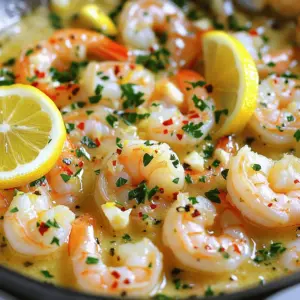 - 1 lb large shrimp, peeled and deveined - 4 tablespoons unsalted butter - 4 cloves garlic, finely minced - 1 teaspoon red pepper flakes - 1 large lemon, juiced and zested - 1/4 cup chicken or vegetable broth - Salt and freshly cracked black pepper, to taste - 2 tablespoons fresh parsley, finely chopped (for garnish) - Lemon slices, for garnish If you want to change things up, here are some easy swaps: - Use olive oil instead of butter for a lighter option. - Try shrimp with the shells on for added flavor. - Swap lemon for lime for a different citrus taste. - Use vegetable broth for a vegetarian version. - Red pepper flakes can be replaced with paprika for less heat. Garnishing adds a nice touch to your dish. Here are some ideas: - Fresh basil or cilantro instead of parsley for a new flavor. - Add grated Parmesan cheese for a rich taste. - Use thin lemon slices or wedges for color and zest. - Serve with a sprinkle of crushed red pepper for extra spice. These ingredients and options will help you create a tasty Lemon Garlic Butter Shrimp Skillet that’s sure to impress. Enjoy mixing and matching to suit your taste! Gather your ingredients before you start. You will need: - 1 lb large shrimp, peeled and deveined - 4 tablespoons unsalted butter - 4 cloves garlic, finely minced - 1 teaspoon red pepper flakes - 1 large lemon, juiced and zested - 1/4 cup chicken or vegetable broth - Salt and freshly cracked black pepper - 2 tablespoons fresh parsley, finely chopped - Lemon slices, for garnish This makes cooking easier and faster. Start by heating a large skillet over medium heat. Add the butter and let it melt. Swirl the pan gently for even coating. When the butter is melted, add the garlic and red pepper flakes. Cook for about 1 minute. The garlic should smell great but not brown. Next, add the shrimp to the skillet. Place them in a single layer. Season with salt and pepper. Cook for 2-3 minutes until the shrimp turn pink on one side. Flip the shrimp over and pour in the broth. Add the lemon juice and zest. Gently stir all ingredients. Cook for another 2-3 minutes. Ensure the shrimp are fully cooked and coated in the sauce. Taste the sauce and adjust the seasoning if needed. You can add more salt, pepper, or lemon juice for brightness. Once cooked, remove the skillet from the heat. Garnish your dish with parsley. Place lemon slices around the shrimp for color. Serve the shrimp right from the skillet or plate them individually. Drizzle with sauce and add extra parsley for a nice touch. Enjoy with crusty bread to soak up the delicious sauce! To get the best flavor, always use fresh shrimp. Look for shrimp that are firm and have a slight ocean scent. When cooking, use unsalted butter for more control over the salt. Melt the butter slowly to keep it from burning. Add the garlic once the butter is melted, and stir it to avoid browning. This keeps the taste bright and fresh. One common mistake is overcooking the shrimp. Cook them just until they turn pink. If you cook them too long, they become tough. Also, don’t skip the seasoning. Salt and pepper enhance the dish's flavor. Lastly, avoid using too much lemon juice at first. You can always add more later for a brighter taste. Serve your shrimp in the skillet for a cozy feel. Garnish with parsley and lemon slices for a pop of color. Pair it with crusty bread to soak up the sauce. You can also serve it over rice or pasta for a hearty meal. For a refreshing touch, add a simple green salad on the side. {{image_4}} If you want to switch it up, consider using other seafood. Scallops work great and cook fast. You can also use fish like salmon or tilapia. These options bring their own unique taste. Just adjust the cooking time based on what you choose. To elevate the flavor, add fresh herbs like thyme or basil. These herbs mix well with lemon and garlic. You can also toss in some cherry tomatoes for a sweet touch. If you like a kick, try adding more red pepper flakes. A splash of white wine can deepen the flavor as well. For a healthier twist, use olive oil instead of butter. This option is great for those watching their fat intake. If you need a gluten-free meal, ensure your broth is gluten-free. You can also serve this dish over zucchini noodles for a low-carb option. After enjoying your Lemon Garlic Butter Shrimp, store any leftovers in an airtight container. Make sure to let the shrimp cool to room temperature first. Keep it in the fridge for up to three days. If you want to keep it longer, consider freezing. To reheat, warm the shrimp in a skillet over low heat. Add a splash of broth or water to keep it moist. Stir gently until heated through. You can also microwave it in short bursts, stirring in between. Just be careful not to overcook the shrimp again. If you want to freeze the shrimp, pack it in a freezer-safe bag. Remove as much air as possible before sealing. It can last in the freezer for up to three months. When you're ready to eat, thaw it overnight in the fridge before reheating. Cooking shrimp is quick. It takes about 4 to 6 minutes total. First, cook them for 2 to 3 minutes on one side. When they turn pink, flip them and cook for another 2 to 3 minutes. The shrimp are done when they are fully pink and opaque. Yes, you can use frozen shrimp. Just make sure to thaw them first. Place the shrimp in cold water for about 15-20 minutes. Then, drain and dry them before cooking. This way, the shrimp will cook evenly. Lemon Garlic Butter Shrimp goes well with many sides. You can serve it with: - Crusty bread to soak up the sauce - Rice or quinoa for a filling meal - Steamed vegetables for a healthy touch - Pasta for a hearty option These sides enhance the dish and make your meal complete. In this post, we explored the key ingredients, cooking steps, and helpful tips for your lemon garlic butter shrimp. I shared substitutions, variations, and storage advice to make your dish shine. Remember, cooking is about fun and creativity. Don’t be afraid to experiment with flavors. Enjoy your meal and impress your guests with these tasty shrimp dishes. Happy cooking!