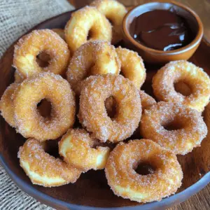 To make churro donut bites, gather these key items: - 1 cup all-purpose flour - 1/2 cup granulated sugar - 1 teaspoon baking powder - 1/4 teaspoon salt - 1/2 teaspoon ground cinnamon - 1/2 cup whole milk - 1 large egg - 2 tablespoons melted butter - Oil for frying (vegetable or canola recommended) - 1/2 cup granulated sugar mixed with 1 tablespoon ground cinnamon for coating These ingredients work together to create a soft, fluffy texture with a sweet cinnamon flavor. While churro donut bites are tasty on their own, you can enhance them with: - Chocolate sauce - Caramel sauce - Whipped cream - Sprinkles These options add extra fun and flavor. You can mix and match to find your favorite. You will need some basic tools to make this recipe easier: - Medium mixing bowls - Whisk for mixing - Slotted spoon for frying - Deep fryer or heavy-bottomed pot - Kitchen thermometer to check oil temperature - Cookie scoop or tablespoon for portioning batter Having the right tools helps ensure your churro donut bites turn out perfectly. Happy cooking! To start, gather your ingredients. In a medium bowl, whisk together the all-purpose flour, granulated sugar, baking powder, salt, and ground cinnamon. Make sure there are no lumps. In another bowl, combine the whole milk, large egg, and melted butter. Whisk them until the mixture is smooth. Slowly pour the wet mixture into the dry mix, stirring gently. Stop mixing once you see no dry flour. Overmixing can make your bites tough. Next, heat the oil in a deep fryer or heavy pot. You want the oil to reach 350°F (175°C). Use a kitchen thermometer to check the temperature. This step is crucial. If the oil is too cool, your churro bites will absorb too much oil. If it's too hot, they can burn quickly. Once the oil is hot, you are ready to fry. Use a small cookie scoop or a tablespoon to drop tablespoon-sized balls of batter into the oil. Fry them in batches to keep the temperature steady. Cook for about 3-4 minutes, turning them gently as they cook. They should be golden brown on the outside and fluffy on the inside. After frying, use a slotted spoon to transfer the churro bites to a plate lined with paper towels. This will help drain excess oil. While they’re still warm, roll them in the cinnamon-sugar mixture. Make sure each bite is well-coated for maximum flavor. For serving, arrange them on a decorative plate. You can add small bowls of chocolate or caramel sauce for dipping. Enjoy your delicious churro donut bites! One common mistake is overmixing the batter. When you mix too much, your churro bites can become tough. You want a gentle mix until the ingredients are just combined. Another mistake is overcrowding the oil. Fry in small batches. This keeps the temperature steady and helps them cook evenly. Lastly, be sure to roll the bites in cinnamon-sugar while they are warm. This helps the sugar stick better. To get that perfect texture, focus on the frying time. Frying for 3-4 minutes gives a nice golden brown color. The inside should be fluffy and light. If they are too doughy, try frying them a bit longer. Also, make sure the oil is at 350°F (175°C). Use a kitchen thermometer to check. This temperature is key for crispy bites. Frying can be fun, but safety is important. Always use a deep pot or fryer to prevent spills. Keep a close eye on the oil temperature. If it gets too hot, it can start smoking. Use long tongs or a slotted spoon to handle the churro bites. This keeps your hands safe from hot oil. Lastly, have a fire extinguisher nearby, just in case. Always prioritize safety in the kitchen. {{image_4}} You can make churro donut bites gluten-free easily. Use a gluten-free flour blend instead of all-purpose flour. Look for blends that work well in sweets. These blends often include rice flour or almond flour. This switch will keep your bites light and fluffy. Follow the same recipe steps, and your gluten-free version will taste amazing! Want to add a twist? You can infuse your churro donut bites with flavors. For vanilla, add 1 teaspoon of pure vanilla extract to your wet mix. This gives a warm, sweet taste. If you love chocolate, mix in 2 tablespoons of cocoa powder into your dry ingredients. This creates a rich, chocolatey flavor that pairs well with cinnamon. Both options keep the bites fun and exciting! While cinnamon-sugar is classic, don't stop there! You can try many toppings. Consider rolling the warm bites in powdered sugar for a sweet touch. Drizzle melted chocolate or caramel sauce over them. You can even top them with crushed nuts for added crunch. Each topping brings a new taste. Experimenting makes every batch unique and delightful! To keep leftover churro donut bites fresh, place them in an airtight container. A simple plastic or glass container works well. Layer parchment paper between the bites to avoid sticking. Store them at room temperature for up to two days. If you want to save them longer, refrigeration is best. They can stay fresh for about a week in the fridge. When you reheat churro donut bites, aim to keep them crispy. The best way is to use an oven. Preheat your oven to 350°F (175°C). Spread the bites on a baking sheet. Heat them for about 5-7 minutes. This method helps restore their crunch. You can also use an air fryer, which works well too. Set it to 350°F and heat for about 3-5 minutes. Freezing churro donut bites is a great way to keep them longer. First, let them cool completely. Then, place them in a single layer on a baking sheet. Freeze until solid, about one hour. Once frozen, transfer them to a freezer-safe bag. Remove as much air as you can. They can stay frozen for up to three months. When ready to eat, just follow the reheating tips for the best results. Yes, you can bake churro donut bites. Baking gives a lighter treat. Preheat your oven to 375°F (190°C). Shape the batter into small balls and place them on a baking sheet lined with parchment paper. Bake for about 12-15 minutes. They won’t be as crispy as fried ones, but they still taste great! Churro donut bites pair well with sweet dips. Here are some ideas for serving: - Chocolate sauce - Caramel sauce - Vanilla ice cream - Whipped cream You can also sprinkle some fresh fruit on the side for a pop of color. Use a kitchen thermometer to check the oil temperature. It should be at 350°F (175°C). If you don’t have a thermometer, drop a small piece of batter into the oil. If it sizzles and rises to the top, the oil is ready. Churro donut bites are not gluten-free due to the flour. You can use gluten-free flour for a suitable option. They are not dairy-free either, but you can substitute milk with a non-dairy alternative. Always check labels for allergens when serving others. Churro donut bites are easy to make and fun to share. We covered the core ingredients, essential equipment, and step-by-step cooking tips. You can explore variations and learn how to store leftovers. Finally, consider dipping sauces for extra flavor. Follow these tips, and enjoy perfect churro donut bites every time. You’ll impress friends and family with your tasty treats!