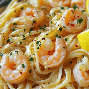 - 8 oz linguine pasta - 1 lb large shrimp, peeled and deveined - 4 cloves garlic, finely minced - 1/4 cup unsalted butter (half a stick) - 3 tablespoons extra virgin olive oil - 1 teaspoon red pepper flakes (or to taste) - Juice and zest of 1 fresh lemon - Fresh parsley, finely chopped (for garnish) - Salt and freshly ground black pepper to taste Linguine pasta forms the base of this dish. It cooks fast and tastes great. I use large shrimp for their meaty bite. Peeled and deveined shrimp make prep easier. Fresh garlic adds a punch. It brings out the best flavors. For cooking elements, I turn to unsalted butter. It melts beautifully in the skillet. Extra virgin olive oil adds depth and richness. Red pepper flakes give a gentle heat. You can adjust this to suit your taste. Lemon juice and zest brighten the dish. They wake up all the other flavors. Fresh parsley adds a pop of color and freshness. I always season with salt and black pepper. It’s key to enhancing the taste. Each ingredient plays a role. Together, they create a quick, tasty meal. This dish is not just simple; it’s packed with flavor. Start by boiling a large pot of salted water. Use about 1 tablespoon of salt for flavor. Once the water is boiling, add 8 ounces of linguine pasta. Cook it for about 8-10 minutes. You want it al dente, which means firm to the bite. Before draining, remember to reserve half a cup of that pasta water. Drain the linguine and set it aside. Next, grab a large skillet and place it over medium heat. Add 1/4 cup of unsalted butter and 3 tablespoons of extra virgin olive oil. Wait until the butter melts. Then, add 4 cloves of minced garlic and 1 teaspoon of red pepper flakes. Sauté this mix for about 1 minute. You want the garlic to smell good but not burn. Now it’s time for the shrimp. Carefully add 1 pound of peeled and deveined large shrimp to the skillet. Season them with salt and pepper to your taste. Cook them for about 2-3 minutes on each side. When they turn pink, they are ready. With the heat still on, add the cooked linguine right into the skillet with the shrimp. Pour in the reserved pasta water to help create a sauce. Then squeeze the juice of 1 fresh lemon and add its zest. Toss everything together so the pasta gets coated in the buttery mix. Heat it for 1-2 minutes until it’s warm. For the final touch, remove the skillet from the heat. Sprinkle freshly chopped parsley over the dish. Adjust the seasoning with salt and pepper if needed. Serve it right away for the best taste. To avoid overcooked shrimp, watch the time closely. Cook shrimp for 2-3 minutes on each side. They should turn pink and opaque when done. If you leave them too long, they get rubbery. Balancing flavors with lemon is key. The juice and zest of one lemon add brightness. This cuts through the rich butter and oil. It makes each bite fresh and lively. For serving suggestions, use shallow bowls. This makes the dish look elegant. You can also add extra lemon slices on top. It adds color and a pop of flavor. Garnishing ideas include a sprinkle of fresh parsley. This adds a nice touch. A light drizzle of olive oil gives a shiny finish. It makes the dish look appealing and appetizing. For meal prepping tips, cook the linguine and shrimp in advance. Store them separately. You can mix them together when ready to eat. This saves time on busy nights. Using frozen shrimp is a great option. Just thaw them in cold water before cooking. Frozen shrimp are quick and easy. They save you a trip to the store. Plus, they still taste fresh when cooked right. {{image_4}} You can easily add more veggies to your Minute Shrimp Scampi Linguine. Spinach and cherry tomatoes work great. They add color and nutrition. Just toss them in with the shrimp. The heat will wilt the spinach and soften the tomatoes. If you love cheese, try adding Parmesan cheese. Grate some on top before serving. It melts beautifully and adds a rich flavor. Need a gluten-free option? Use gluten-free linguine. Many brands make great substitutes. Cook them just like regular pasta. Your dish will still taste amazing. For a low-carb meal, replace the linguine with zucchini noodles. They soak up the sauce well and keep it light. You won’t miss the pasta! Want more heat? Increase the red pepper flakes. Add them little by little until you reach your desired spice level. You can also add hot sauce. A few drops will give your dish a nice kick. Just mix it in when you add the lemon juice. Enjoy the extra flavor! You can store leftover Minute Shrimp Scampi Linguine in the fridge for up to three days. Use airtight containers to keep it fresh. I recommend glass containers for easy reheating and to avoid stains. To reheat, use the stovetop or microwave. On the stovetop, add a splash of water or broth to the pan. Heat it gently over low heat. In the microwave, cover the dish loosely and heat in short bursts. This helps to avoid mushy pasta. Stir it every 30 seconds for even warming. Yes, you can freeze this dish! However, the pasta may become softer after thawing. To freeze, place it in a freezer-safe container. Let it cool first, and seal it tightly. When ready to eat, thaw it overnight in the fridge before reheating. This way, the flavors stay intact. Making Minute Shrimp Scampi Linguine is quick and easy. It takes about 10 minutes to prep and 10 minutes to cook. In total, you can have this meal ready in just 20 minutes. That’s perfect for a busy weeknight or a last-minute dinner plan. Yes, you can use frozen shrimp! Just make sure to thaw them properly first. The best way to do this is to place the shrimp in a bowl of cold water for about 15-20 minutes. Once thawed, pat them dry with a paper towel. This will help the shrimp cook evenly and avoid excess water in your dish. Shrimp Scampi Linguine pairs well with many sides. Here are some tasty suggestions: - Garlic bread for a nice crunch - A fresh green salad for a light touch - Steamed vegetables for added nutrition - A glass of white wine to enhance the flavors These options will complement your dish and make for a delightful meal. This blog post covered all you need to know to make shrimp scampi linguine. You learned about the key ingredients, step-by-step cooking methods, and ways to make it your own. We discussed tips for perfecting the dish and how to store leftovers. Remember, fresh lemon and parsley add bright flavors, while simple presentation can impress. Now, you can create a delicious meal with ease. Enjoy your cooking adventure and taste the joy in every bite!