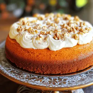 To make Mom's famous pumpkin cake, you need a specific set of ingredients. Each one plays a key role in getting the flavors and texture just right. - 2 cups all-purpose flour - 1 ½ teaspoons baking powder - 1 teaspoon baking soda - 1 teaspoon ground cinnamon - ½ teaspoon ground nutmeg - ½ teaspoon ground ginger - ½ teaspoon salt - 1 cup granulated sugar - ½ cup packed brown sugar - 1 cup vegetable oil - 4 large eggs - 2 cups pure pumpkin puree - 1 teaspoon vanilla extract - 1 cup chopped walnuts (optional) - Cream cheese frosting (for topping) Each ingredient adds something special. The all-purpose flour gives structure. Baking powder and baking soda help the cake rise. The spices—cinnamon, nutmeg, and ginger—bring warmth and a cozy fall flavor. Both sugars add sweetness, with brown sugar giving a slight hint of caramel. Vegetable oil keeps the cake moist, while eggs help bind everything together. Pumpkin puree is the star. It adds flavor and moisture. Vanilla extract rounds out the taste. If you like a bit of crunch, add chopped walnuts. For a rich finish, top the cake with cream cheese frosting. You can find the full recipe above to guide you through every step! Start by preheating your oven to 350°F (175°C). Next, prepare your 9x13 inch baking pan. Grease it well with butter or oil. Then, dust it with flour or line it with parchment paper. This helps the cake come out easily. In a medium bowl, add the flour, baking powder, baking soda, ground cinnamon, ground nutmeg, ground ginger, and salt. Whisk them together well. This step is key for even flavor and texture in your cake. Now, grab a large bowl. Combine the granulated sugar and brown sugar with the vegetable oil. Mix until it is smooth. Then, add the eggs one at a time. Make sure to mix each egg well before adding the next. Finally, stir in the pumpkin puree and vanilla extract until it’s all smooth. Take the bowl with your dry mix. Gradually add it to the wet mix. Fold them together gently using a spatula. Do not overmix! A few small lumps are fine. If you want, add the chopped walnuts now and fold them in evenly. Carefully pour the batter into your prepared pan. Use your spatula to spread it evenly. Place it in the oven and bake for 30-35 minutes. Check it with a toothpick. If it comes out clean, the cake is ready. After baking, let the cake cool in the pan for about 10 minutes. Then, transfer it to a wire rack to cool completely. Once cool, spread cream cheese frosting on top. Add extra chopped walnuts if you like. Enjoy your delicious cake! For the complete recipe, see the Full Recipe section. To avoid overmixing, gently fold the ingredients. Use a spatula to combine wet and dry mixes. Stop mixing when you see a few lumps. This keeps your cake light and fluffy. Overmixing makes the cake dense, which we don’t want. Each oven is unique, so check your cake early. Start at 30 minutes, then check for doneness. Insert a toothpick into the center of the cake. If it comes out clean, your cake is ready. If not, bake for a few more minutes. To make the frosting smooth, use softened cream cheese. Mix it with butter until creamy. Add vanilla and sugar gradually. Taste your frosting to adjust the sweetness. For a richer flavor, add a pinch of salt. Serve slices on a pretty platter for visual appeal. Lightly sprinkle cinnamon on the frosting for warmth. Add walnut halves for crunch. A dollop of whipped cream on the side makes it special. These touches make your cake memorable and festive. For the full recipe, check out Mom's Delicious Pumpkin Cake. {{image_4}} You can enjoy this pumpkin cake gluten-free! Swap the all-purpose flour with a gluten-free blend. Look for a mix that has xanthan gum. This will help keep the texture right. Follow the same recipe steps, and you’ll have a yummy gluten-free treat. To make a dairy-free version, use plant-based milk instead of regular milk. Almond milk or oat milk works well. For the cream cheese frosting, choose a dairy-free cream cheese. Many brands offer great alternatives that taste just as good. If you want to cut down on sugar, try using honey or maple syrup. You can replace granulated sugar with these natural sweeteners. Start with ¾ cup of honey or ½ cup of maple syrup. Adjust the wet ingredients by cutting back on the oil by ¼ cup. This will keep your cake moist and sweet without the extra sugar. For the full recipe, check out Mom's Delicious Pumpkin Cake. To keep your pumpkin cake fresh, store it in an airtight container. This helps lock in moisture and flavor. If you don’t have a container, wrap the cake tightly in plastic wrap. Place it in a cool, dry spot like the kitchen counter. It will stay fresh for up to three days. You can freeze the pumpkin cake if you want to keep it longer. First, let the cake cool completely. Then, cut it into slices or keep it whole. Wrap each slice or the whole cake in plastic wrap. After that, place it in a freezer-safe bag. The cake can last up to three months in the freezer. When you’re ready to enjoy it, just thaw it in the fridge overnight. To reheat your pumpkin cake, preheat the oven to 350°F (175°C). Place the cake on a baking sheet. Heat it for about 10-15 minutes. This warms it up without drying it out. If you have leftover cream cheese frosting, serve it on top when it’s warm. Enjoying a slice of warm pumpkin cake is pure bliss! Yes, you can use fresh pumpkin. Start by roasting a sugar pumpkin. Cut it in half, remove the seeds, and bake it at 350°F for about 45 minutes. Let it cool, then scoop out the flesh. Blend it until smooth. Use this puree in place of canned pumpkin. Fresh pumpkin can add a richer flavor to your cake. To boost flavor, try adding more spices. You can increase the cinnamon, nutmeg, and ginger. Consider using a mix of spices, like allspice or cloves, for extra warmth. Add vanilla extract for a sweet note. You can also fold in chocolate chips or dried fruit, like cranberries or raisins, for a tasty twist. If you want to replace oil, use applesauce or mashed banana. These options keep the cake moist while adding natural sweetness. You can also use melted butter for a richer taste. Substitute the same amount as the oil in the recipe. The pumpkin cake stays fresh in the fridge for about five days. Store it in an airtight container to keep it moist. If you have leftover frosting, keep it separate to avoid sogginess. Yes, kids can help with many steps. They can mix dry ingredients and pour the batter into the pan. Supervise when using the mixer and oven. It’s a fun way to teach kids about baking and enjoy time together. Plus, they will love the tasty results! This blog post shared easy steps to bake a delicious pumpkin cake. You learned about the key ingredients, from spices to optional add-ins. The instructions guide you through every stage of baking. Tips help you avoid common mistakes, ensuring a perfect result. Variations let you adapt the recipe for different diets, making it accessible. In the end, this pumpkin cake is fun to make and tastes great. I hope you enjoy baking it as much as I do. Happy baking!