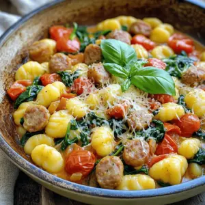 To make Minute Tuscan Sausage Gnocchi, gather these simple ingredients: - 1 package (16 oz) potato gnocchi - 1 tablespoon extra-virgin olive oil - 1 medium onion, diced - 3 cloves garlic, minced - 1 pound Italian chicken sausage, casings removed - 1 can (14 oz) diced tomatoes, drained - 1 cup fresh spinach, roughly chopped - 1 teaspoon Italian seasoning mix - Salt and pepper to taste - 1/2 cup freshly grated Parmesan cheese - Fresh basil leaves for garnish These ingredients create a lovely balance of flavors. The potato gnocchi gives a soft texture. The chicken sausage adds hearty protein. Fresh spinach brings a pop of color and nutrients. Diced tomatoes contribute a juicy base, while the Italian seasoning ties it all together. When you pick your ingredients, aim for fresh options. Fresh basil will enhance your dish. Choose quality cheese for better taste. The right ingredients make a big difference. Enjoy the process of selecting them! - Heat the olive oil over medium heat. - Sauté the diced onion until translucent. - Incorporate minced garlic until fragrant. Start by pouring the olive oil into a large skillet. Set the heat to medium. You want the oil to shimmer, which means it's just hot enough. Next, add the diced onion. Stir it often for about 4 minutes. The onion should be soft and see-through. This step builds a great base for your dish. Then, add the minced garlic. Stir for one minute. The smell will be amazing! - Add Italian chicken sausage and break it apart. - Cook until browned and fully cooked. Now, it’s time to add the Italian chicken sausage. Take the sausage out of its casing and crumble it into the skillet. Use a wooden spoon to break it into smaller pieces. Cook it for about 5 to 7 minutes. Keep stirring until the sausage turns brown and is cooked through. This adds rich flavor to your meal. - Stir in diced tomatoes, spinach, and seasoning. - Simmer until spinach is wilted. - Boil and cook the gnocchi as per package instructions. - Combine cooked gnocchi with the sausage mixture. - Serve with Parmesan cheese and basil for garnish. Next, stir in the drained diced tomatoes and chopped spinach. Add the Italian seasoning, salt, and pepper. Let this simmer for about 3 to 4 minutes. You want the spinach to wilt and everything to heat up. While this simmers, boil water in a separate pot. Add the gnocchi and cook it according to the package instructions. Usually, it takes about 2 to 3 minutes until they float. Once the gnocchi is ready, drain it. Now, add the gnocchi to the skillet with the sausage and veggies. Gently toss it all together. Serve it hot, topped with freshly grated Parmesan cheese and fresh basil leaves. This dish is not just tasty; it looks great too! - Make sure the oil is shimmering before adding onions. This helps to sauté them evenly. - Use fresh ingredients for the best flavor. Fresh herbs and veggies make a big difference. - Adjust cooking time based on your stove settings. Every stove heats a bit differently, so keep an eye on your food. - Use shallow bowls for presentation. It makes the dish look more inviting and elegant. - Drizzle extra olive oil for richness. A little drizzle adds flavor and a lovely shine. - Add more basil for a fresh taste. It not only enhances flavor but also brightens up your dish. {{image_4}} You can switch things up with easy swaps. If you want a lighter option, use turkey sausage instead of Italian chicken sausage. For a plant-based choice, try a veggie sausage. Both work well and add great taste. Cheese is another fun swap. Instead of Parmesan, use mozzarella for a milder flavor. Feta brings a nice tang, too. These swaps let you play with flavors and make it your own. Want to add more color and nutrition? Toss in bell peppers or zucchini. They add crunch and flavor. You can also mix in other greens, like kale, for a twist. If you like heat, add red pepper flakes. They give a spicy kick that balances the dish. You can also use hot sausage for an extra punch. These enhancements make your meal exciting and full of flavor. Store leftovers in an airtight container for up to 3 days. This keeps the gnocchi fresh and tasty. Make sure to let it cool before sealing it up. Keeping it in the fridge helps maintain the flavors and textures. To reheat, use a skillet over medium heat. This method helps keep the gnocchi's texture. Stir it gently to avoid sticking. For quick reheating, you can use the microwave. Place the gnocchi in a microwave-safe bowl and cover it. Heat in short bursts, stirring in between, until warm. Enjoy your meal just as good as when it was fresh! Yes, just adjust cooking times according to package instructions. Frozen gnocchi cooks fast. They usually take about 2-3 minutes to float. Make sure to check the package for exact cooking times. Replace potato gnocchi with gluten-free alternatives. Many stores sell gluten-free gnocchi made from rice or other flours. This swap keeps the taste and texture nice while meeting gluten-free needs. Consider a side salad or garlic bread for a full meal. A fresh side salad adds crunch and color. Garlic bread brings warmth and pairs well with the dish's flavors. Both options make your meal more satisfying. This blog post guides you through making a delicious Tuscan sausage gnocchi dish. We covered essential ingredients, cooking steps, tips, and variations. By following these steps, you can create a meal that’s rich in flavor and easy to customize. Remember to use fresh ingredients for the best taste and feel free to swap out components to suit your needs. Enjoy exploring this recipe and adding your personal touch to make it your own. Happy cooking!