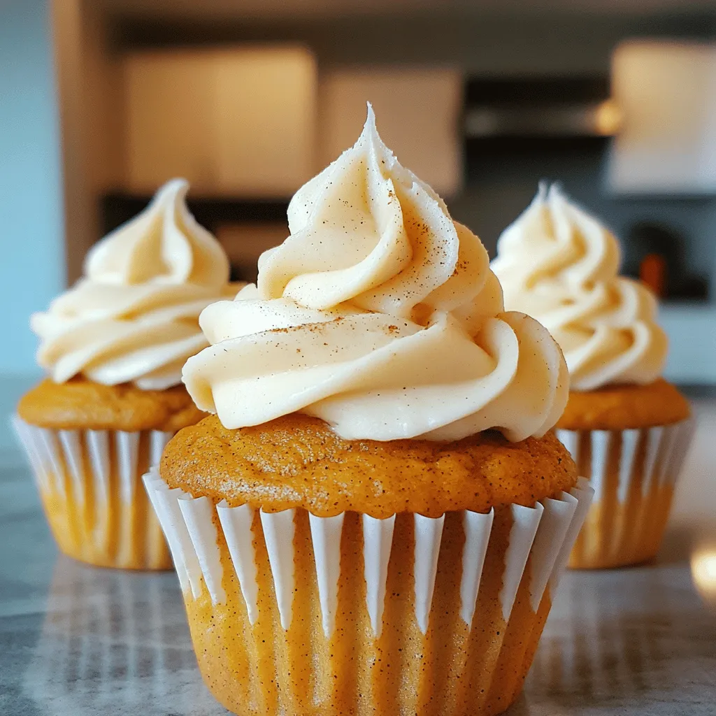 Pumpkin Cupcakes with Cinnamon Cream Cheese Delight
